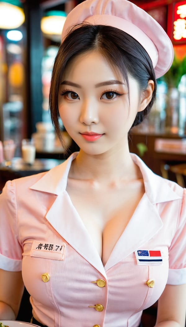 Tags: 21872187, SDXL
{"3": {"inputs": {"seed": 802614073847656, "steps": 64, "cfg": 7.53, "sampler_name": "dpmpp_2m", "scheduler": "karras", "denoise": 1.0, "model": ["27", 0], "positive": ["6", 0], "negative": ["7", 0], "latent_image": ["5", 0]}, "class_type": "KSampler"}, "4": {"inputs": {"ckpt_name": "juggernautxl.safetensors"}, "class_type": "CheckpointLoaderSimple"}, "5": {"inputs": {"width": 768, "height": 1344, "batch_size": 1}, "class_type": "EmptyLatentImage"}, "6": {"inputs": {"text": "22 year old girl, (taiwanese:1.10), (blush:1.07), (slim:1.13), (eyelashes:1.14), (beautiful eyes:1.09), (double eyelids:0.97), (idol:1.11), (sexy lips:1.12), (seductive pose:0.99), (temptress:1.10), (pale skin:1.09), (detailed face:0.95), (cute:0.97), (seductive facial expression:1.12), (in a seductive pose:1.09), (large perky breasts:1.10), (cleavage:1.02), (thigh gap:0.98), (a waitress in uniform:1.14) working at a restaurant, (natural looking skin:1.08), (textured skin:1.09), (RAW:1.06), (soft lighting:1.03), (candid cinema:1.09), (skin fuzz:1.03), (detailed skin:1.08), (portra:1.04)", "clip": ["27", 1]}, "class_type": "CLIPTextEncode"}, "7": {"inputs": {"text": "(distorted:1.10), (open mouth:1.07), (low resolution:1.11), (worst quality:1.10), (bad hands:1.06), (twisted:1.07), (watermark:1.09)", "clip": ["27", 1]}, "class_type": "CLIPTextEncode"}, "8": {"inputs": {"samples": ["3", 0], "vae": ["4", 2]}, "class_type": "VAEDecode"}, "25": {"inputs": {"lora_name": "nudify_xl.safetensors", "strength_model": 0.25, "strength_clip": 0.34, "model": ["4", 0], "clip": ["4", 1]}, "class_type": "LoraLoader"}, "26": {"inputs": {"lora_name": "shirtlift_SDXL_v2.safetensors", "strength_model": 0.1, "strength_clip": 0.15, "model": ["25", 0], "clip": ["25", 1]}, "class_type": "LoraLoader"}, "27": {"inputs": {"lora_name": "PerfectEyesXL.safetensors", "strength_model": 0.0, "strength_clip": 0.19, "model": ["26", 0], "clip": ["26", 1]}, "class_type": "LoraLoader"}, "30": {"inputs": {"model_name": "4x_NMKD-Superscale-SP_178000_G.pth"}, "class_type": "UpscaleModelLoader"}, "31": {"inputs": {"upscale_model": ["30", 0], "image": ["8", 0]}, "class_type": "ImageUpscaleWithModel"}, "32": {"inputs": {"upscale_method": "lanczos", "scale_by": 0.5, "image": ["31", 0]}, "class_type": "ImageScaleBy"}, "33": {"inputs": {"pixels": ["32", 0], "vae": ["4", 2]}, "class_type": "VAEEncode"}, "34": {"inputs": {"seed": 802614073847656, "steps": 64, "cfg": 7.53, "sampler_name": "dpmpp_2m", "scheduler": "karras", "denoise": 0.3, "model": ["27", 0], "positive": ["6", 0], "negative": ["7", 0], "latent_image": ["33", 0]}, "class_type": "KSampler"}, "36": {"inputs": {"samples": ["34", 0], "vae": ["4", 2]}, "class_type": "VAEDecode"}, "39": {"inputs": {"filename_prefix": "comfyapi-1716427559836", "images": ["36", 0]}, "class_type": "SaveImage"}}