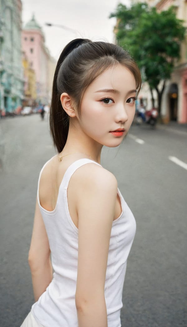 Tags: 21872187, SDXL
{"3": {"inputs": {"seed": 567249356319554, "steps": 64, "cfg": 5.76, "sampler_name": "dpmpp_2m", "scheduler": "karras", "denoise": 1.0, "model": ["27", 0], "positive": ["6", 0], "negative": ["7", 0], "latent_image": ["5", 0]}, "class_type": "KSampler"}, "4": {"inputs": {"ckpt_name": "leosamsHelloworldSDXL_helloworldSDXL32DPO.safetensors"}, "class_type": "CheckpointLoaderSimple"}, "5": {"inputs": {"width": 768, "height": 1344, "batch_size": 1}, "class_type": "EmptyLatentImage"}, "6": {"inputs": {"text": "18 year old girl, (russian:1.14), (chinese:1.12), (temptress:1.09), (seductive facial expression:1.11), (eyelashes:1.06), (double eyelids:1.14), (beautiful eyes:1.00), (sexy lips:0.95), (detailed face:1.14), (cute:0.99), (pale skin:1.09), (seductive pose:1.02), (blush:1.10), (slim:1.01), (idol:1.10), (perky ass:1.00), (exposed ass:0.96), (looking back:1.12), (sexy ass:0.99), (thigh gap:0.96), (white tanktop:1.06), busy street, (skin fuzz:1.03), (portra:1.00), (soft lighting:1.03), (candid cinema:1.01), (RAW:1.06), (detailed skin:1.09), (film:1.05), (natural looking skin:1.02), (textured skin:1.04)", "clip": ["27", 1]}, "class_type": "CLIPTextEncode"}, "7": {"inputs": {"text": "(bad hands:1.11), (distorted:1.13), (watermark:1.13), (worst quality:1.06), (low resolution:1.11), (twisted:1.12), (open mouth:1.14)", "clip": ["27", 1]}, "class_type": "CLIPTextEncode"}, "8": {"inputs": {"samples": ["3", 0], "vae": ["4", 2]}, "class_type": "VAEDecode"}, "25": {"inputs": {"lora_name": "nudify_xl.safetensors", "strength_model": 0.06, "strength_clip": 0.07, "model": ["4", 0], "clip": ["4", 1]}, "class_type": "LoraLoader"}, "26": {"inputs": {"lora_name": "shirtlift_SDXL_v2.safetensors", "strength_model": 0.13, "strength_clip": 0.02, "model": ["25", 0], "clip": ["25", 1]}, "class_type": "LoraLoader"}, "27": {"inputs": {"lora_name": "PerfectEyesXL.safetensors", "strength_model": 0.13, "strength_clip": 0.12, "model": ["26", 0], "clip": ["26", 1]}, "class_type": "LoraLoader"}, "30": {"inputs": {"model_name": "4x_NMKD-Superscale-SP_178000_G.pth"}, "class_type": "UpscaleModelLoader"}, "31": {"inputs": {"upscale_model": ["30", 0], "image": ["8", 0]}, "class_type": "ImageUpscaleWithModel"}, "32": {"inputs": {"upscale_method": "lanczos", "scale_by": 0.5, "image": ["31", 0]}, "class_type": "ImageScaleBy"}, "33": {"inputs": {"pixels": ["32", 0], "vae": ["4", 2]}, "class_type": "VAEEncode"}, "34": {"inputs": {"seed": 567249356319554, "steps": 64, "cfg": 5.76, "sampler_name": "dpmpp_2m", "scheduler": "karras", "denoise": 0.3, "model": ["27", 0], "positive": ["6", 0], "negative": ["7", 0], "latent_image": ["33", 0]}, "class_type": "KSampler"}, "36": {"inputs": {"samples": ["34", 0], "vae": ["4", 2]}, "class_type": "VAEDecode"}, "39": {"inputs": {"filename_prefix": "comfyapi-1707946757932", "images": ["36", 0]}, "class_type": "SaveImage"}}