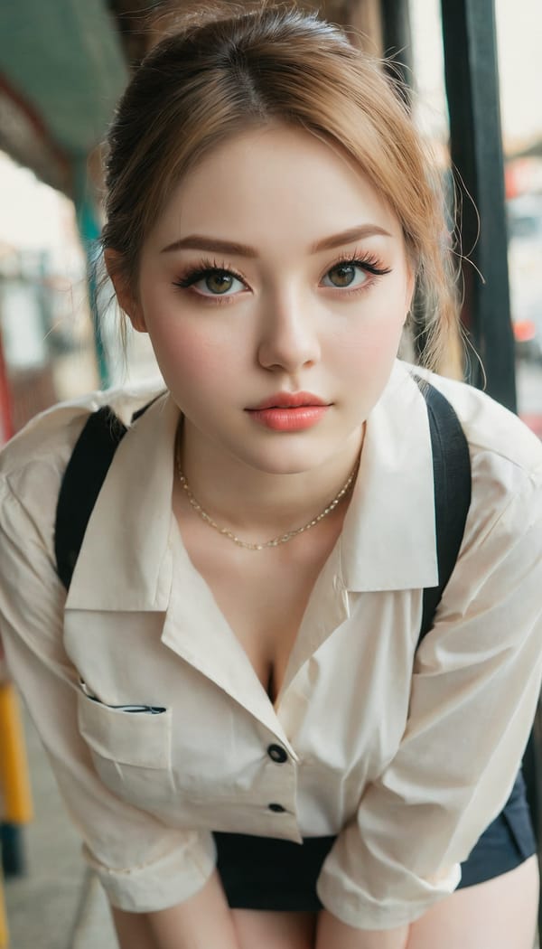 Tags: 21872187, SDXL
{"3": {"inputs": {"seed": 650565713064958, "steps": 64, "cfg": 5.42, "sampler_name": "dpmpp_2m", "scheduler": "karras", "denoise": 1.0, "model": ["27", 0], "positive": ["6", 0], "negative": ["7", 0], "latent_image": ["5", 0]}, "class_type": "KSampler"}, "4": {"inputs": {"ckpt_name": "juggernautxl.safetensors"}, "class_type": "CheckpointLoaderSimple"}, "5": {"inputs": {"width": 768, "height": 1344, "batch_size": 1}, "class_type": "EmptyLatentImage"}, "6": {"inputs": {"text": "27 year old girl, (beautiful eyes:1.01), (pale skin:1.04), (eyelashes:1.10), (sexy lips:1.05), (detailed face:1.09), (cute:1.12), (seductive facial expression:0.97), (slim:1.09), (seductive pose:1.06), (blush:1.02), (double eyelids:1.08), (temptress:1.11), (on all fours:0.97), (spreading ass cheeks:1.03), (from behind:1.10), (backboob:1.02), (school uniform:1.04), choker, busy street, (skin fuzz:1.02), (textured skin:1.04), (soft lighting:1.04), (film:1.03), (candid cinema:1.02), (detailed skin:1.03), (RAW:1.02), (natural looking skin:1.06), (portra:1.00)", "clip": ["27", 1]}, "class_type": "CLIPTextEncode"}, "7": {"inputs": {"text": "(bad hands:1.05), (twisted:1.05), (watermark:1.12), (low resolution:1.06), (worst quality:1.08), (distorted:1.05), (open mouth:1.05)", "clip": ["27", 1]}, "class_type": "CLIPTextEncode"}, "8": {"inputs": {"samples": ["3", 0], "vae": ["4", 2]}, "class_type": "VAEDecode"}, "25": {"inputs": {"lora_name": "nudify_xl.safetensors", "strength_model": 0.05, "strength_clip": 0.2, "model": ["4", 0], "clip": ["4", 1]}, "class_type": "LoraLoader"}, "26": {"inputs": {"lora_name": "shirtlift_SDXL_v2.safetensors", "strength_model": 0.0, "strength_clip": 0.1, "model": ["25", 0], "clip": ["25", 1]}, "class_type": "LoraLoader"}, "27": {"inputs": {"lora_name": "PerfectEyesXL.safetensors", "strength_model": 0.17, "strength_clip": 0.03, "model": ["26", 0], "clip": ["26", 1]}, "class_type": "LoraLoader"}, "30": {"inputs": {"model_name": "4x_NMKD-Superscale-SP_178000_G.pth"}, "class_type": "UpscaleModelLoader"}, "31": {"inputs": {"upscale_model": ["30", 0], "image": ["8", 0]}, "class_type": "ImageUpscaleWithModel"}, "32": {"inputs": {"upscale_method": "lanczos", "scale_by": 0.5, "image": ["31", 0]}, "class_type": "ImageScaleBy"}, "33": {"inputs": {"pixels": ["32", 0], "vae": ["4", 2]}, "class_type": "VAEEncode"}, "34": {"inputs": {"seed": 650565713064958, "steps": 64, "cfg": 5.42, "sampler_name": "dpmpp_2m", "scheduler": "karras", "denoise": 0.3, "model": ["27", 0], "positive": ["6", 0], "negative": ["7", 0], "latent_image": ["33", 0]}, "class_type": "KSampler"}, "36": {"inputs": {"samples": ["34", 0], "vae": ["4", 2]}, "class_type": "VAEDecode"}, "39": {"inputs": {"filename_prefix": "comfyapi-1727910424037", "images": ["36", 0]}, "class_type": "SaveImage"}}