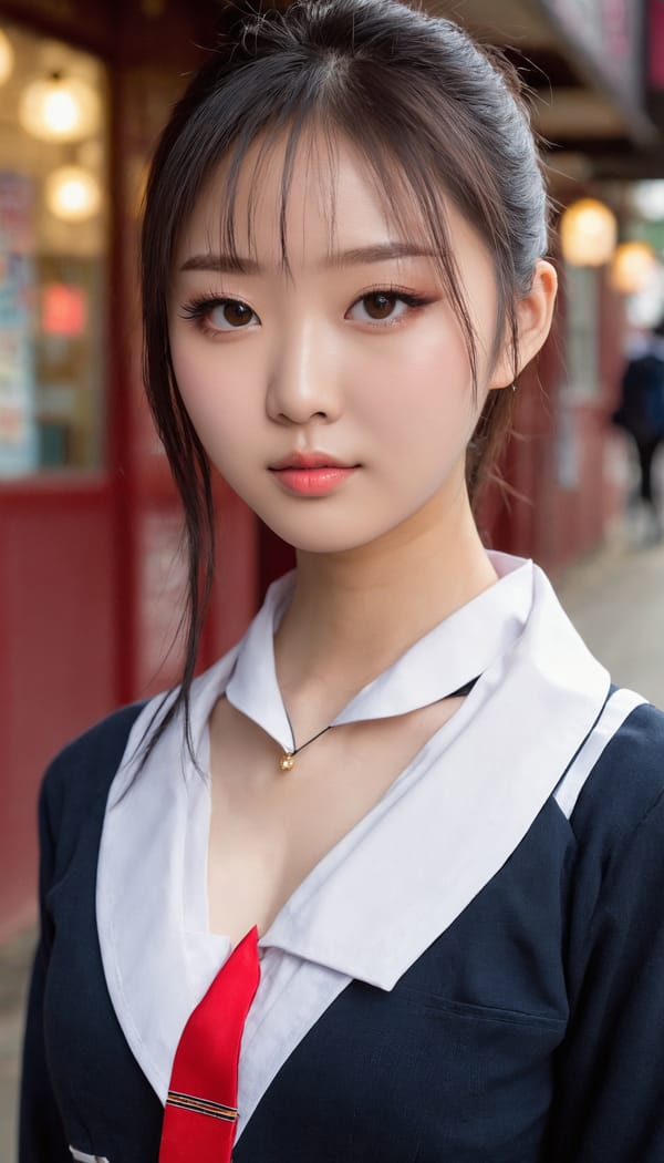 Tags: 21872187, SDXL
{"3": {"inputs": {"seed": 366920941436438, "steps": 32, "cfg": 6.95, "sampler_name": "dpmpp_2m", "scheduler": "karras", "denoise": 1.0, "model": ["27", 0], "positive": ["6", 0], "negative": ["7", 0], "latent_image": ["5", 0]}, "class_type": "KSampler"}, "4": {"inputs": {"ckpt_name": "juggernautxl.safetensors"}, "class_type": "CheckpointLoaderSimple"}, "5": {"inputs": {"width": 768, "height": 1344, "batch_size": 1}, "class_type": "EmptyLatentImage"}, "6": {"inputs": {"text": "18 year old girl, (chinese:1.14), (seductive facial expression:1.09), (double eyelids:0.96), (idol:1.08), (temptress:0.97), (detailed face:1.05), (sexy lips:1.06), (pale skin:1.03), (slim:1.12), (cute:0.99), (beautiful eyes:0.97), (eyelashes:1.06), (blush:1.08), (seductive pose:0.99), (in a seductive pose:1.05), (large perky breasts:1.07), (cleavage:1.10), (thigh gap:1.00), (school uniform:1.12), choker, busy street, (portra:1.01), (textured skin:1.06), (candid cinema:1.06), (soft lighting:1.01), (detailed skin:1.00), (film:1.07), (RAW:1.03), (natural looking skin:1.02), (skin fuzz:1.03)", "clip": ["27", 1]}, "class_type": "CLIPTextEncode"}, "7": {"inputs": {"text": "(watermark:1.14), (low resolution:1.07), (distorted:1.14), (twisted:1.08), (worst quality:1.07), (open mouth:1.10), (bad hands:1.08)", "clip": ["27", 1]}, "class_type": "CLIPTextEncode"}, "8": {"inputs": {"samples": ["3", 0], "vae": ["4", 2]}, "class_type": "VAEDecode"}, "25": {"inputs": {"lora_name": "nudify_xl.safetensors", "strength_model": 0.32, "strength_clip": 0.38, "model": ["4", 0], "clip": ["4", 1]}, "class_type": "LoraLoader"}, "26": {"inputs": {"lora_name": "shirtlift_SDXL_v2.safetensors", "strength_model": 0.0, "strength_clip": 0.12, "model": ["25", 0], "clip": ["25", 1]}, "class_type": "LoraLoader"}, "27": {"inputs": {"lora_name": "PerfectEyesXL.safetensors", "strength_model": 0.06, "strength_clip": 0.06, "model": ["26", 0], "clip": ["26", 1]}, "class_type": "LoraLoader"}, "30": {"inputs": {"model_name": "4x_NMKD-Superscale-SP_178000_G.pth"}, "class_type": "UpscaleModelLoader"}, "31": {"inputs": {"upscale_model": ["30", 0], "image": ["8", 0]}, "class_type": "ImageUpscaleWithModel"}, "32": {"inputs": {"upscale_method": "lanczos", "scale_by": 0.5, "image": ["31", 0]}, "class_type": "ImageScaleBy"}, "33": {"inputs": {"pixels": ["32", 0], "vae": ["4", 2]}, "class_type": "VAEEncode"}, "34": {"inputs": {"seed": 366920941436438, "steps": 32, "cfg": 6.95, "sampler_name": "dpmpp_2m", "scheduler": "karras", "denoise": 0.3, "model": ["27", 0], "positive": ["6", 0], "negative": ["7", 0], "latent_image": ["33", 0]}, "class_type": "KSampler"}, "36": {"inputs": {"samples": ["34", 0], "vae": ["4", 2]}, "class_type": "VAEDecode"}, "39": {"inputs": {"filename_prefix": "comfyapi-1731976143543", "images": ["36", 0]}, "class_type": "SaveImage"}}