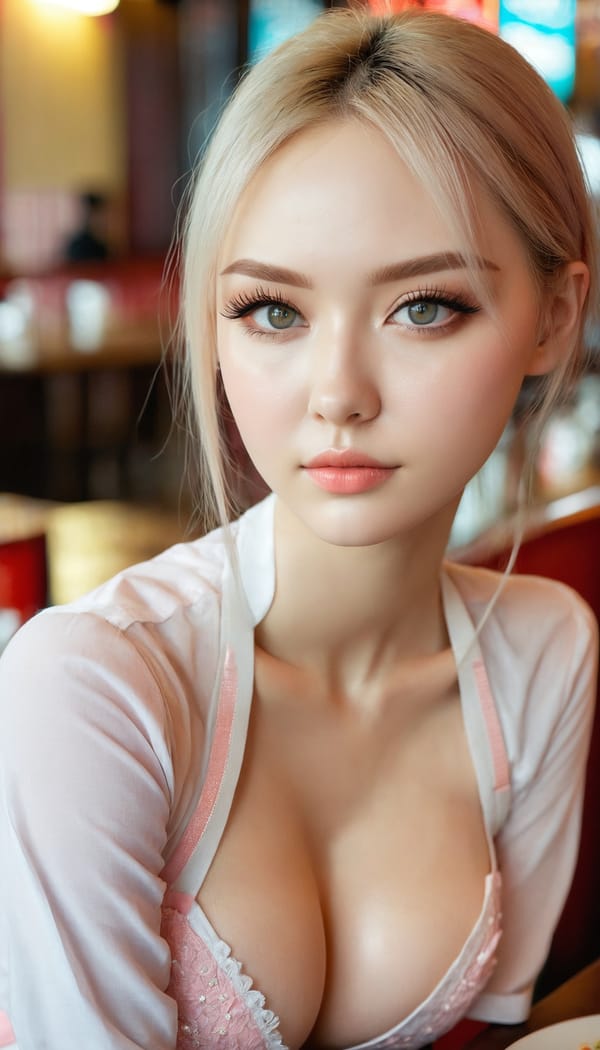 Tags: 21872187, SDXL
{"3": {"inputs": {"seed": 547897829309548, "steps": 32, "cfg": 7.23, "sampler_name": "dpmpp_2m", "scheduler": "karras", "denoise": 1.0, "model": ["27", 0], "positive": ["6", 0], "negative": ["7", 0], "latent_image": ["5", 0]}, "class_type": "KSampler"}, "4": {"inputs": {"ckpt_name": "juggernautxl.safetensors"}, "class_type": "CheckpointLoaderSimple"}, "5": {"inputs": {"width": 768, "height": 1344, "batch_size": 1}, "class_type": "EmptyLatentImage"}, "6": {"inputs": {"text": "24 year old girl, (russian:0.96), (sexy lips:1.05), (idol:0.97), (seductive pose:1.06), (double eyelids:1.10), (beautiful eyes:1.14), (detailed face:0.97), (pale skin:1.06), (seductive facial expression:0.98), (slim:1.04), (cute:0.99), (eyelashes:1.14), (blush:1.14), (temptress:1.04), (in a seductive pose:1.02), (large perky breasts:1.07), (cleavage:1.04), (thigh gap:1.03), (a waitress in uniform:0.99) working at a restaurant, (film:1.09), (RAW:1.04), (textured skin:1.07), (soft lighting:1.04), (detailed skin:1.06), (portra:1.07), (candid cinema:1.09), (natural looking skin:1.01), (skin fuzz:1.07)", "clip": ["27", 1]}, "class_type": "CLIPTextEncode"}, "7": {"inputs": {"text": "(worst quality:1.06), (watermark:1.10), (low resolution:1.09), (distorted:1.08), (bad hands:1.05), (open mouth:1.08), (twisted:1.13)", "clip": ["27", 1]}, "class_type": "CLIPTextEncode"}, "8": {"inputs": {"samples": ["3", 0], "vae": ["4", 2]}, "class_type": "VAEDecode"}, "25": {"inputs": {"lora_name": "nudify_xl.safetensors", "strength_model": 0.27, "strength_clip": 0.23, "model": ["4", 0], "clip": ["4", 1]}, "class_type": "LoraLoader"}, "26": {"inputs": {"lora_name": "shirtlift_SDXL_v2.safetensors", "strength_model": 0.01, "strength_clip": 0.0, "model": ["25", 0], "clip": ["25", 1]}, "class_type": "LoraLoader"}, "27": {"inputs": {"lora_name": "PerfectEyesXL.safetensors", "strength_model": 0.19, "strength_clip": 0.02, "model": ["26", 0], "clip": ["26", 1]}, "class_type": "LoraLoader"}, "30": {"inputs": {"model_name": "4x_NMKD-Superscale-SP_178000_G.pth"}, "class_type": "UpscaleModelLoader"}, "31": {"inputs": {"upscale_model": ["30", 0], "image": ["8", 0]}, "class_type": "ImageUpscaleWithModel"}, "32": {"inputs": {"upscale_method": "lanczos", "scale_by": 0.5, "image": ["31", 0]}, "class_type": "ImageScaleBy"}, "33": {"inputs": {"pixels": ["32", 0], "vae": ["4", 2]}, "class_type": "VAEEncode"}, "34": {"inputs": {"seed": 547897829309548, "steps": 32, "cfg": 7.23, "sampler_name": "dpmpp_2m", "scheduler": "karras", "denoise": 0.3, "model": ["27", 0], "positive": ["6", 0], "negative": ["7", 0], "latent_image": ["33", 0]}, "class_type": "KSampler"}, "36": {"inputs": {"samples": ["34", 0], "vae": ["4", 2]}, "class_type": "VAEDecode"}, "39": {"inputs": {"filename_prefix": "comfyapi-1723983386892", "images": ["36", 0]}, "class_type": "SaveImage"}}