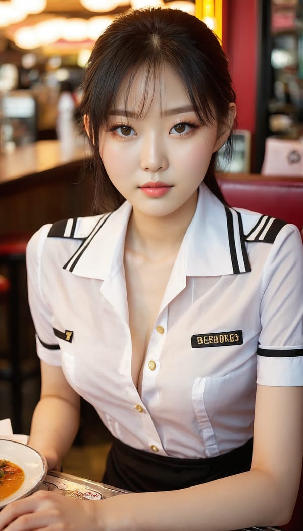 Tags: 21872187, SDXL
{"3": {"inputs": {"seed": 381724028273344, "steps": 32, "cfg": 6.59, "sampler_name": "dpmpp_2m", "scheduler": "karras", "denoise": 1.0, "model": ["27", 0], "positive": ["6", 0], "negative": ["7", 0], "latent_image": ["5", 0]}, "class_type": "KSampler"}, "4": {"inputs": {"ckpt_name": "juggernautxl.safetensors"}, "class_type": "CheckpointLoaderSimple"}, "5": {"inputs": {"width": 768, "height": 1344, "batch_size": 1}, "class_type": "EmptyLatentImage"}, "6": {"inputs": {"text": "18 year old girl, (korean:1.03), (temptress:1.05), (eyelashes:1.06), (slim:1.14), (seductive pose:1.13), (pale skin:1.00), (idol:0.98), (sexy lips:1.14), (detailed face:1.02), (double eyelids:1.11), (blush:0.96), (cute:1.12), (in a seductive pose:1.02), (large perky breasts:1.05), (cleavage:1.08), (thigh gap:1.02), (a waitress in uniform:1.13) working at a restaurant, (soft lighting:1.08), (candid cinema:1.09), (detailed skin:1.09), (portra:1.04), (skin fuzz:1.09), (natural looking skin:1.08), (RAW:1.05), (textured skin:1.09), (film:1.07)", "clip": ["27", 1]}, "class_type": "CLIPTextEncode"}, "7": {"inputs": {"text": "(low resolution:1.09), (worst quality:1.10), (twisted:1.11), (watermark:1.05), (open mouth:1.09), (distorted:1.07), (bad hands:1.12)", "clip": ["27", 1]}, "class_type": "CLIPTextEncode"}, "8": {"inputs": {"samples": ["3", 0], "vae": ["4", 2]}, "class_type": "VAEDecode"}, "25": {"inputs": {"lora_name": "nudify_xl.safetensors", "strength_model": 0.39, "strength_clip": 0.12, "model": ["4", 0], "clip": ["4", 1]}, "class_type": "LoraLoader"}, "26": {"inputs": {"lora_name": "shirtlift_SDXL_v2.safetensors", "strength_model": 0.01, "strength_clip": 0.04, "model": ["25", 0], "clip": ["25", 1]}, "class_type": "LoraLoader"}, "27": {"inputs": {"lora_name": "PerfectEyesXL.safetensors", "strength_model": 0.11, "strength_clip": 0.05, "model": ["26", 0], "clip": ["26", 1]}, "class_type": "LoraLoader"}, "30": {"inputs": {"model_name": "4x_NMKD-Superscale-SP_178000_G.pth"}, "class_type": "UpscaleModelLoader"}, "31": {"inputs": {"upscale_model": ["30", 0], "image": ["8", 0]}, "class_type": "ImageUpscaleWithModel"}, "32": {"inputs": {"upscale_method": "lanczos", "scale_by": 0.5, "image": ["31", 0]}, "class_type": "ImageScaleBy"}, "33": {"inputs": {"pixels": ["32", 0], "vae": ["4", 2]}, "class_type": "VAEEncode"}, "34": {"inputs": {"seed": 381724028273344, "steps": 32, "cfg": 6.59, "sampler_name": "dpmpp_2m", "scheduler": "karras", "denoise": 0.3, "model": ["27", 0], "positive": ["6", 0], "negative": ["7", 0], "latent_image": ["33", 0]}, "class_type": "KSampler"}, "36": {"inputs": {"samples": ["34", 0], "vae": ["4", 2]}, "class_type": "VAEDecode"}, "39": {"inputs": {"filename_prefix": "comfyapi-1732695386959", "images": ["36", 0]}, "class_type": "SaveImage"}}