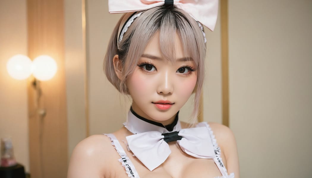 Tags: 21872187, SDXL
{"3": {"inputs": {"seed": 817852074774636, "steps": 64, "cfg": 6.12, "sampler_name": "dpmpp_2m", "scheduler": "karras", "denoise": 1.0, "model": ["27", 0], "positive": ["6", 0], "negative": ["7", 0], "latent_image": ["5", 0]}, "class_type": "KSampler"}, "4": {"inputs": {"ckpt_name": "juggernautxl.safetensors"}, "class_type": "CheckpointLoaderSimple"}, "5": {"inputs": {"width": 1344, "height": 768, "batch_size": 1}, "class_type": "EmptyLatentImage"}, "6": {"inputs": {"text": "28 year old girl, (korean:1.02), (eyelashes:1.07), (pale skin:1.02), (idol:0.99), (blush:1.07), (seductive pose:0.96), (sexy lips:1.09), (beautiful eyes:0.99), (double eyelids:1.04), (detailed face:1.09), (slim:0.95), (temptress:1.11), (seductive facial expression:1.00), (in a seductive pose:1.14), (large perky breasts:1.07), (cleavage:0.96), (thigh gap:0.95), in a (skimpy maid costume:1.02) working at a maid cafe, choker, bowtie, headband, pleated skirt, (soft lighting:1.06), (film:1.03), (natural looking skin:1.07), (candid cinema:1.06), (skin fuzz:1.04), (textured skin:1.01), (portra:1.02), (RAW:1.02), (detailed skin:1.08)", "clip": ["27", 1]}, "class_type": "CLIPTextEncode"}, "7": {"inputs": {"text": "(watermark:1.12), (low resolution:1.08), (distorted:1.10), (bad hands:1.05), (open mouth:1.05), (twisted:1.09), (worst quality:1.11)", "clip": ["27", 1]}, "class_type": "CLIPTextEncode"}, "8": {"inputs": {"samples": ["3", 0], "vae": ["4", 2]}, "class_type": "VAEDecode"}, "25": {"inputs": {"lora_name": "nudify_xl.safetensors", "strength_model": 0.02, "strength_clip": 0.26, "model": ["4", 0], "clip": ["4", 1]}, "class_type": "LoraLoader"}, "26": {"inputs": {"lora_name": "shirtlift_SDXL_v2.safetensors", "strength_model": 0.01, "strength_clip": 0.17, "model": ["25", 0], "clip": ["25", 1]}, "class_type": "LoraLoader"}, "27": {"inputs": {"lora_name": "PerfectEyesXL.safetensors", "strength_model": 0.18, "strength_clip": 0.16, "model": ["26", 0], "clip": ["26", 1]}, "class_type": "LoraLoader"}, "30": {"inputs": {"model_name": "4x_NMKD-Superscale-SP_178000_G.pth"}, "class_type": "UpscaleModelLoader"}, "31": {"inputs": {"upscale_model": ["30", 0], "image": ["8", 0]}, "class_type": "ImageUpscaleWithModel"}, "32": {"inputs": {"upscale_method": "lanczos", "scale_by": 0.5, "image": ["31", 0]}, "class_type": "ImageScaleBy"}, "33": {"inputs": {"pixels": ["32", 0], "vae": ["4", 2]}, "class_type": "VAEEncode"}, "34": {"inputs": {"seed": 817852074774636, "steps": 64, "cfg": 6.12, "sampler_name": "dpmpp_2m", "scheduler": "karras", "denoise": 0.3, "model": ["27", 0], "positive": ["6", 0], "negative": ["7", 0], "latent_image": ["33", 0]}, "class_type": "KSampler"}, "36": {"inputs": {"samples": ["34", 0], "vae": ["4", 2]}, "class_type": "VAEDecode"}, "39": {"inputs": {"filename_prefix": "comfyapi-1714590500577", "images": ["36", 0]}, "class_type": "SaveImage"}}