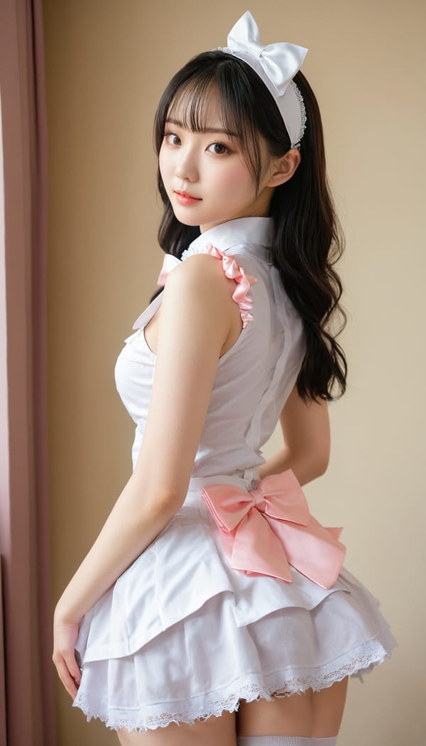 Tags: 21872187, SDXL
{"3": {"inputs": {"seed": 584396924444100, "steps": 64, "cfg": 6.8, "sampler_name": "dpmpp_2m", "scheduler": "karras", "denoise": 1.0, "model": ["27", 0], "positive": ["6", 0], "negative": ["7", 0], "latent_image": ["5", 0]}, "class_type": "KSampler"}, "4": {"inputs": {"ckpt_name": "juggernautxl.safetensors"}, "class_type": "CheckpointLoaderSimple"}, "5": {"inputs": {"width": 768, "height": 1344, "batch_size": 1}, "class_type": "EmptyLatentImage"}, "6": {"inputs": {"text": "22 year old girl, (korean:1.12), (idol:0.98), (sexy lips:1.03), (seductive pose:1.05), (beautiful eyes:1.07), (cute:1.05), (eyelashes:0.97), (slim:1.09), (detailed face:0.96), (blush:0.95), (double eyelids:0.97), (pale skin:1.08), (seductive facial expression:0.96), (temptress:0.99), (perky ass:1.01), (exposed ass:1.03), (looking back:1.14), (sexy ass:1.14), (thigh gap:1.11), in a (skimpy maid costume:1.04) working at a maid cafe, choker, bowtie, headband, pleated skirt, (textured skin:1.04), (skin fuzz:1.07), (natural looking skin:1.00), (portra:1.09), (candid cinema:1.05), (film:1.04), (detailed skin:1.02), (RAW:1.01), (soft lighting:1.00)", "clip": ["27", 1]}, "class_type": "CLIPTextEncode"}, "7": {"inputs": {"text": "(low resolution:1.14), (watermark:1.06), (worst quality:1.13), (distorted:1.07), (twisted:1.12), (open mouth:1.11), (bad hands:1.14)", "clip": ["27", 1]}, "class_type": "CLIPTextEncode"}, "8": {"inputs": {"samples": ["3", 0], "vae": ["4", 2]}, "class_type": "VAEDecode"}, "25": {"inputs": {"lora_name": "nudify_xl.safetensors", "strength_model": 0.2, "strength_clip": 0.21, "model": ["4", 0], "clip": ["4", 1]}, "class_type": "LoraLoader"}, "26": {"inputs": {"lora_name": "shirtlift_SDXL_v2.safetensors", "strength_model": 0.09, "strength_clip": 0.09, "model": ["25", 0], "clip": ["25", 1]}, "class_type": "LoraLoader"}, "27": {"inputs": {"lora_name": "PerfectEyesXL.safetensors", "strength_model": 0.05, "strength_clip": 0.08, "model": ["26", 0], "clip": ["26", 1]}, "class_type": "LoraLoader"}, "30": {"inputs": {"model_name": "4x_NMKD-Superscale-SP_178000_G.pth"}, "class_type": "UpscaleModelLoader"}, "31": {"inputs": {"upscale_model": ["30", 0], "image": ["8", 0]}, "class_type": "ImageUpscaleWithModel"}, "32": {"inputs": {"upscale_method": "lanczos", "scale_by": 0.5, "image": ["31", 0]}, "class_type": "ImageScaleBy"}, "33": {"inputs": {"pixels": ["32", 0], "vae": ["4", 2]}, "class_type": "VAEEncode"}, "34": {"inputs": {"seed": 584396924444100, "steps": 64, "cfg": 6.8, "sampler_name": "dpmpp_2m", "scheduler": "karras", "denoise": 0.3, "model": ["27", 0], "positive": ["6", 0], "negative": ["7", 0], "latent_image": ["33", 0]}, "class_type": "KSampler"}, "36": {"inputs": {"samples": ["34", 0], "vae": ["4", 2]}, "class_type": "VAEDecode"}, "39": {"inputs": {"filename_prefix": "comfyapi-1714867222761", "images": ["36", 0]}, "class_type": "SaveImage"}}