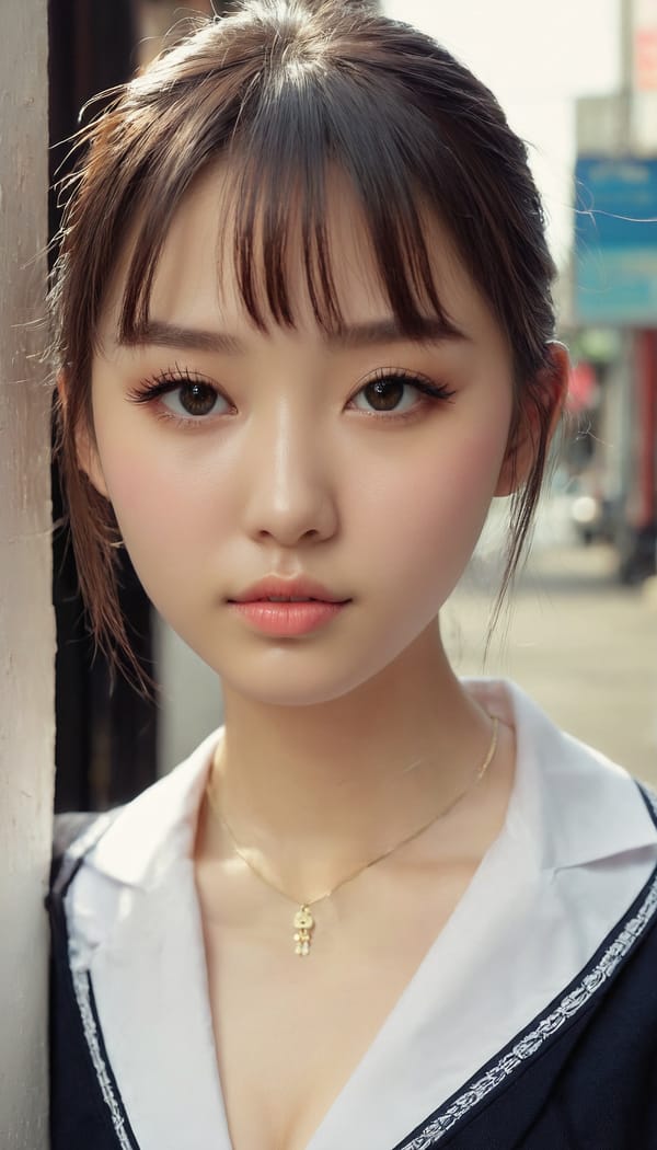 Tags: 21872187, SDXL
{"3": {"inputs": {"seed": 993371715300599, "steps": 64, "cfg": 6.06, "sampler_name": "dpmpp_2m", "scheduler": "karras", "denoise": 1.0, "model": ["27", 0], "positive": ["6", 0], "negative": ["7", 0], "latent_image": ["5", 0]}, "class_type": "KSampler"}, "4": {"inputs": {"ckpt_name": "juggernautxl.safetensors"}, "class_type": "CheckpointLoaderSimple"}, "5": {"inputs": {"width": 768, "height": 1344, "batch_size": 1}, "class_type": "EmptyLatentImage"}, "6": {"inputs": {"text": "19 year old girl, (temptress:1.01), (seductive pose:0.95), (cute:0.97), (sexy lips:1.11), (beautiful eyes:0.99), (detailed face:1.08), (idol:1.02), (seductive facial expression:1.10), (slim:1.08), (eyelashes:1.09), (blush:0.96), (pale skin:1.06), (double eyelids:0.99), (in a seductive pose:1.00), (large perky breasts:1.13), (cleavage:1.02), (thigh gap:0.98), (school uniform:0.95), choker, busy street, (film:1.05), (textured skin:1.00), (portra:1.09), (detailed skin:1.01), (candid cinema:1.00), (natural looking skin:1.03), (RAW:1.04), (soft lighting:1.01), (skin fuzz:1.00)", "clip": ["27", 1]}, "class_type": "CLIPTextEncode"}, "7": {"inputs": {"text": "(low resolution:1.12), (distorted:1.14), (twisted:1.14), (open mouth:1.14), (watermark:1.14), (bad hands:1.12), (worst quality:1.13)", "clip": ["27", 1]}, "class_type": "CLIPTextEncode"}, "8": {"inputs": {"samples": ["3", 0], "vae": ["4", 2]}, "class_type": "VAEDecode"}, "25": {"inputs": {"lora_name": "nudify_xl.safetensors", "strength_model": 0.11, "strength_clip": 0.09, "model": ["4", 0], "clip": ["4", 1]}, "class_type": "LoraLoader"}, "26": {"inputs": {"lora_name": "shirtlift_SDXL_v2.safetensors", "strength_model": 0.04, "strength_clip": 0.04, "model": ["25", 0], "clip": ["25", 1]}, "class_type": "LoraLoader"}, "27": {"inputs": {"lora_name": "PerfectEyesXL.safetensors", "strength_model": 0.17, "strength_clip": 0.04, "model": ["26", 0], "clip": ["26", 1]}, "class_type": "LoraLoader"}, "30": {"inputs": {"model_name": "4x_NMKD-Superscale-SP_178000_G.pth"}, "class_type": "UpscaleModelLoader"}, "31": {"inputs": {"upscale_model": ["30", 0], "image": ["8", 0]}, "class_type": "ImageUpscaleWithModel"}, "32": {"inputs": {"upscale_method": "lanczos", "scale_by": 0.5, "image": ["31", 0]}, "class_type": "ImageScaleBy"}, "33": {"inputs": {"pixels": ["32", 0], "vae": ["4", 2]}, "class_type": "VAEEncode"}, "34": {"inputs": {"seed": 993371715300599, "steps": 64, "cfg": 6.06, "sampler_name": "dpmpp_2m", "scheduler": "karras", "denoise": 0.3, "model": ["27", 0], "positive": ["6", 0], "negative": ["7", 0], "latent_image": ["33", 0]}, "class_type": "KSampler"}, "36": {"inputs": {"samples": ["34", 0], "vae": ["4", 2]}, "class_type": "VAEDecode"}, "39": {"inputs": {"filename_prefix": "comfyapi-1733908601328", "images": ["36", 0]}, "class_type": "SaveImage"}}