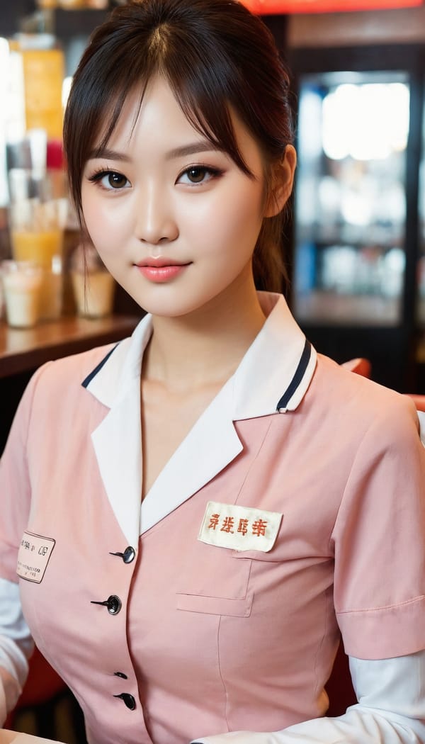 Tags: 21872187, SDXL
{"3": {"inputs": {"seed": 672556907008513, "steps": 32, "cfg": 6.34, "sampler_name": "dpmpp_2m", "scheduler": "karras", "denoise": 1.0, "model": ["27", 0], "positive": ["6", 0], "negative": ["7", 0], "latent_image": ["5", 0]}, "class_type": "KSampler"}, "4": {"inputs": {"ckpt_name": "juggernautXL_v8Rundiffusion.safetensors"}, "class_type": "CheckpointLoaderSimple"}, "5": {"inputs": {"width": 768, "height": 1344, "batch_size": 1}, "class_type": "EmptyLatentImage"}, "6": {"inputs": {"text": "24 year old girl, (chinese:1.09), (russian:0.96), (seductive facial expression:1.13), (beautiful eyes:1.07), (double eyelids:1.08), (eyelashes:0.97), (blush:1.14), (seductive pose:1.04), (slim:1.12), (temptress:1.07), (cute:0.98), (detailed face:1.03), (sexy lips:1.02), (idol:1.07), (in a seductive pose:0.96), (large perky breasts:1.08), (cleavage:1.03), (thigh gap:1.12), (a waitress in uniform:1.12) working at a restaurant, (soft lighting:1.05), (detailed skin:1.02), (skin fuzz:1.05), (portra:1.06), (RAW:1.03), (natural looking skin:1.03), (textured skin:1.08), (film:1.07), (candid cinema:1.07)", "clip": ["27", 1]}, "class_type": "CLIPTextEncode"}, "7": {"inputs": {"text": "(low resolution:1.06), (open mouth:1.14), (twisted:1.07), (distorted:1.08), (watermark:1.07), (worst quality:1.09), (bad hands:1.14)", "clip": ["27", 1]}, "class_type": "CLIPTextEncode"}, "8": {"inputs": {"samples": ["3", 0], "vae": ["4", 2]}, "class_type": "VAEDecode"}, "25": {"inputs": {"lora_name": "nudify_xl.safetensors", "strength_model": 0.21, "strength_clip": 0.21, "model": ["4", 0], "clip": ["4", 1]}, "class_type": "LoraLoader"}, "26": {"inputs": {"lora_name": "shirtlift_SDXL_v2.safetensors", "strength_model": 0.03, "strength_clip": 0.14, "model": ["25", 0], "clip": ["25", 1]}, "class_type": "LoraLoader"}, "27": {"inputs": {"lora_name": "PerfectEyesXL.safetensors", "strength_model": 0.1, "strength_clip": 0.08, "model": ["26", 0], "clip": ["26", 1]}, "class_type": "LoraLoader"}, "30": {"inputs": {"model_name": "4x_NMKD-Superscale-SP_178000_G.pth"}, "class_type": "UpscaleModelLoader"}, "31": {"inputs": {"upscale_model": ["30", 0], "image": ["8", 0]}, "class_type": "ImageUpscaleWithModel"}, "32": {"inputs": {"upscale_method": "lanczos", "scale_by": 0.5, "image": ["31", 0]}, "class_type": "ImageScaleBy"}, "33": {"inputs": {"pixels": ["32", 0], "vae": ["4", 2]}, "class_type": "VAEEncode"}, "34": {"inputs": {"seed": 672556907008513, "steps": 32, "cfg": 6.34, "sampler_name": "dpmpp_2m", "scheduler": "karras", "denoise": 0.3, "model": ["27", 0], "positive": ["6", 0], "negative": ["7", 0], "latent_image": ["33", 0]}, "class_type": "KSampler"}, "36": {"inputs": {"samples": ["34", 0], "vae": ["4", 2]}, "class_type": "VAEDecode"}, "39": {"inputs": {"filename_prefix": "comfyapi-1707282195675", "images": ["36", 0]}, "class_type": "SaveImage"}}