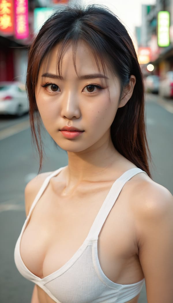 Tags: 21872187, SDXL
{"3": {"inputs": {"seed": 790059820943100, "steps": 32, "cfg": 7.19, "sampler_name": "dpmpp_2m", "scheduler": "karras", "denoise": 1.0, "model": ["27", 0], "positive": ["6", 0], "negative": ["7", 0], "latent_image": ["5", 0]}, "class_type": "KSampler"}, "4": {"inputs": {"ckpt_name": "juggernautxl.safetensors"}, "class_type": "CheckpointLoaderSimple"}, "5": {"inputs": {"width": 768, "height": 1344, "batch_size": 1}, "class_type": "EmptyLatentImage"}, "6": {"inputs": {"text": "27 year old girl, (irish:1.02), (korean:1.08), (chinese:1.09), (seductive pose:1.06), (temptress:1.05), (double eyelids:1.00), (detailed face:1.05), (sexy lips:1.06), (slim:1.12), (beautiful eyes:1.00), (blush:1.01), (idol:1.10), (seductive facial expression:0.98), (cute:1.14), (on all fours:1.05), (spreading ass cheeks:0.99), (from behind:1.12), (backboob:1.11), (white tanktop:0.99), busy street, (skin fuzz:1.01), (candid cinema:1.05), (soft lighting:1.08), (portra:1.04), (natural looking skin:1.01), (RAW:1.02), (detailed skin:1.04), (textured skin:1.05), (film:1.09)", "clip": ["27", 1]}, "class_type": "CLIPTextEncode"}, "7": {"inputs": {"text": "(worst quality:1.05), (open mouth:1.08), (bad hands:1.11), (watermark:1.06), (low resolution:1.13), (distorted:1.11), (twisted:1.07)", "clip": ["27", 1]}, "class_type": "CLIPTextEncode"}, "8": {"inputs": {"samples": ["3", 0], "vae": ["4", 2]}, "class_type": "VAEDecode"}, "25": {"inputs": {"lora_name": "nudify_xl.safetensors", "strength_model": 0.05, "strength_clip": 0.07, "model": ["4", 0], "clip": ["4", 1]}, "class_type": "LoraLoader"}, "26": {"inputs": {"lora_name": "shirtlift_SDXL_v2.safetensors", "strength_model": 0.18, "strength_clip": 0.15, "model": ["25", 0], "clip": ["25", 1]}, "class_type": "LoraLoader"}, "27": {"inputs": {"lora_name": "PerfectEyesXL.safetensors", "strength_model": 0.17, "strength_clip": 0.09, "model": ["26", 0], "clip": ["26", 1]}, "class_type": "LoraLoader"}, "30": {"inputs": {"model_name": "4x_NMKD-Superscale-SP_178000_G.pth"}, "class_type": "UpscaleModelLoader"}, "31": {"inputs": {"upscale_model": ["30", 0], "image": ["8", 0]}, "class_type": "ImageUpscaleWithModel"}, "32": {"inputs": {"upscale_method": "lanczos", "scale_by": 0.5, "image": ["31", 0]}, "class_type": "ImageScaleBy"}, "33": {"inputs": {"pixels": ["32", 0], "vae": ["4", 2]}, "class_type": "VAEEncode"}, "34": {"inputs": {"seed": 790059820943100, "steps": 32, "cfg": 7.19, "sampler_name": "dpmpp_2m", "scheduler": "karras", "denoise": 0.3, "model": ["27", 0], "positive": ["6", 0], "negative": ["7", 0], "latent_image": ["33", 0]}, "class_type": "KSampler"}, "36": {"inputs": {"samples": ["34", 0], "vae": ["4", 2]}, "class_type": "VAEDecode"}, "39": {"inputs": {"filename_prefix": "comfyapi-1725930088748", "images": ["36", 0]}, "class_type": "SaveImage"}}