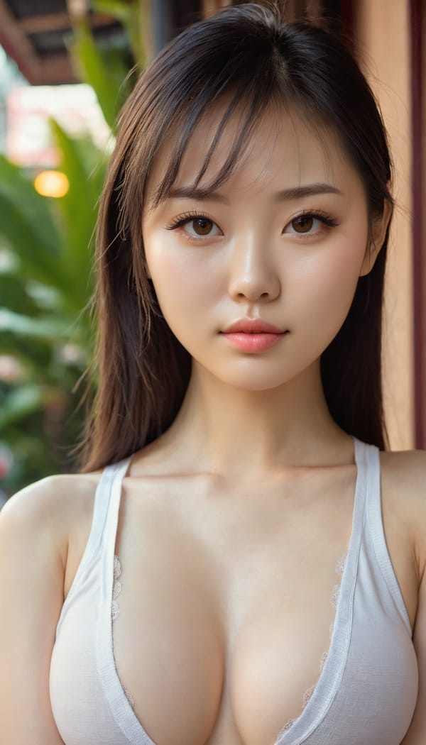 Tags: 21872187, SDXL
{"3": {"inputs": {"seed": 785607609231077, "steps": 64, "cfg": 7.88, "sampler_name": "dpmpp_2m", "scheduler": "karras", "denoise": 1.0, "model": ["27", 0], "positive": ["6", 0], "negative": ["7", 0], "latent_image": ["5", 0]}, "class_type": "KSampler"}, "4": {"inputs": {"ckpt_name": "juggernautxl.safetensors"}, "class_type": "CheckpointLoaderSimple"}, "5": {"inputs": {"width": 768, "height": 1344, "batch_size": 1}, "class_type": "EmptyLatentImage"}, "6": {"inputs": {"text": "28 year old girl, (chinese:1.12), (ukrainian:1.10), (slim:1.11), (beautiful eyes:0.97), (sexy lips:1.04), (pale skin:0.98), (seductive facial expression:1.11), (seductive pose:1.14), (detailed face:1.03), (idol:1.08), (double eyelids:0.98), (eyelashes:1.05), (temptress:0.98), (blush:0.98), (in a seductive pose:1.03), (large perky breasts:1.04), (cleavage:1.01), (thigh gap:1.04), (white tanktop:1.00), busy street, (natural looking skin:1.02), (film:1.07), (textured skin:1.06), (portra:1.01), (RAW:1.05), (detailed skin:1.08), (skin fuzz:1.03), (candid cinema:1.03)", "clip": ["27", 1]}, "class_type": "CLIPTextEncode"}, "7": {"inputs": {"text": "(twisted:1.10), (open mouth:1.09), (worst quality:1.11), (distorted:1.06), (low resolution:1.13), (watermark:1.09), (bad hands:1.07)", "clip": ["27", 1]}, "class_type": "CLIPTextEncode"}, "8": {"inputs": {"samples": ["3", 0], "vae": ["4", 2]}, "class_type": "VAEDecode"}, "25": {"inputs": {"lora_name": "nudify_xl.safetensors", "strength_model": 0.35, "strength_clip": 0.2, "model": ["4", 0], "clip": ["4", 1]}, "class_type": "LoraLoader"}, "26": {"inputs": {"lora_name": "shirtlift_SDXL_v2.safetensors", "strength_model": 0.03, "strength_clip": 0.02, "model": ["25", 0], "clip": ["25", 1]}, "class_type": "LoraLoader"}, "27": {"inputs": {"lora_name": "PerfectEyesXL.safetensors", "strength_model": 0.01, "strength_clip": 0.07, "model": ["26", 0], "clip": ["26", 1]}, "class_type": "LoraLoader"}, "30": {"inputs": {"model_name": "4x_NMKD-Superscale-SP_178000_G.pth"}, "class_type": "UpscaleModelLoader"}, "31": {"inputs": {"upscale_model": ["30", 0], "image": ["8", 0]}, "class_type": "ImageUpscaleWithModel"}, "32": {"inputs": {"upscale_method": "lanczos", "scale_by": 0.5, "image": ["31", 0]}, "class_type": "ImageScaleBy"}, "33": {"inputs": {"pixels": ["32", 0], "vae": ["4", 2]}, "class_type": "VAEEncode"}, "34": {"inputs": {"seed": 785607609231077, "steps": 64, "cfg": 7.88, "sampler_name": "dpmpp_2m", "scheduler": "karras", "denoise": 0.3, "model": ["27", 0], "positive": ["6", 0], "negative": ["7", 0], "latent_image": ["33", 0]}, "class_type": "KSampler"}, "36": {"inputs": {"samples": ["34", 0], "vae": ["4", 2]}, "class_type": "VAEDecode"}, "39": {"inputs": {"filename_prefix": "comfyapi-1731064790362", "images": ["36", 0]}, "class_type": "SaveImage"}}