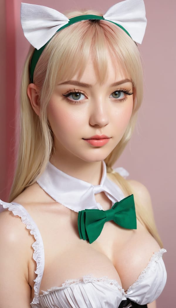 Tags: 21872187, SDXL
{"3": {"inputs": {"seed": 646790787712560, "steps": 64, "cfg": 7.29, "sampler_name": "dpmpp_2m", "scheduler": "karras", "denoise": 1.0, "model": ["27", 0], "positive": ["6", 0], "negative": ["7", 0], "latent_image": ["5", 0]}, "class_type": "KSampler"}, "4": {"inputs": {"ckpt_name": "juggernautxl.safetensors"}, "class_type": "CheckpointLoaderSimple"}, "5": {"inputs": {"width": 768, "height": 1344, "batch_size": 1}, "class_type": "EmptyLatentImage"}, "6": {"inputs": {"text": "24 year old girl, (irish:1.12), (double eyelids:1.07), (eyelashes:1.13), (sexy lips:1.09), (pale skin:0.96), (beautiful eyes:1.12), (blush:0.99), (detailed face:1.11), (seductive facial expression:0.96), (seductive pose:1.05), (slim:1.10), (temptress:1.01), (idol:1.13), (in a seductive pose:0.96), (large perky breasts:1.02), (cleavage:0.96), (thigh gap:0.98), in a (skimpy maid costume:0.95) working at a maid cafe, choker, bowtie, headband, pleated skirt, (portra:1.01), (skin fuzz:1.05), (RAW:1.08), (candid cinema:1.05), (detailed skin:1.08), (natural looking skin:1.08), (soft lighting:1.00), (textured skin:1.00), (film:1.03)", "clip": ["27", 1]}, "class_type": "CLIPTextEncode"}, "7": {"inputs": {"text": "(twisted:1.12), (open mouth:1.10), (worst quality:1.10), (low resolution:1.10), (watermark:1.05), (bad hands:1.08), (distorted:1.13)", "clip": ["27", 1]}, "class_type": "CLIPTextEncode"}, "8": {"inputs": {"samples": ["3", 0], "vae": ["4", 2]}, "class_type": "VAEDecode"}, "25": {"inputs": {"lora_name": "nudify_xl.safetensors", "strength_model": 0.2, "strength_clip": 0.37, "model": ["4", 0], "clip": ["4", 1]}, "class_type": "LoraLoader"}, "26": {"inputs": {"lora_name": "shirtlift_SDXL_v2.safetensors", "strength_model": 0.03, "strength_clip": 0.02, "model": ["25", 0], "clip": ["25", 1]}, "class_type": "LoraLoader"}, "27": {"inputs": {"lora_name": "PerfectEyesXL.safetensors", "strength_model": 0.14, "strength_clip": 0.18, "model": ["26", 0], "clip": ["26", 1]}, "class_type": "LoraLoader"}, "30": {"inputs": {"model_name": "4x_NMKD-Superscale-SP_178000_G.pth"}, "class_type": "UpscaleModelLoader"}, "31": {"inputs": {"upscale_model": ["30", 0], "image": ["8", 0]}, "class_type": "ImageUpscaleWithModel"}, "32": {"inputs": {"upscale_method": "lanczos", "scale_by": 0.5, "image": ["31", 0]}, "class_type": "ImageScaleBy"}, "33": {"inputs": {"pixels": ["32", 0], "vae": ["4", 2]}, "class_type": "VAEEncode"}, "34": {"inputs": {"seed": 646790787712560, "steps": 64, "cfg": 7.29, "sampler_name": "dpmpp_2m", "scheduler": "karras", "denoise": 0.3, "model": ["27", 0], "positive": ["6", 0], "negative": ["7", 0], "latent_image": ["33", 0]}, "class_type": "KSampler"}, "36": {"inputs": {"samples": ["34", 0], "vae": ["4", 2]}, "class_type": "VAEDecode"}, "39": {"inputs": {"filename_prefix": "comfyapi-1727958146582", "images": ["36", 0]}, "class_type": "SaveImage"}}