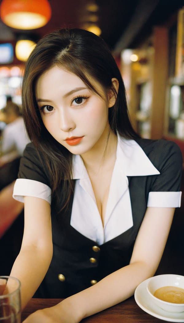 Tags: 21872187, SDXL
{"3": {"inputs": {"seed": 230129327621152, "steps": 32, "cfg": 7.13, "sampler_name": "dpmpp_2m", "scheduler": "karras", "denoise": 1.0, "model": ["27", 0], "positive": ["6", 0], "negative": ["7", 0], "latent_image": ["5", 0]}, "class_type": "KSampler"}, "4": {"inputs": {"ckpt_name": "helloworldxl.safetensors"}, "class_type": "CheckpointLoaderSimple"}, "5": {"inputs": {"width": 768, "height": 1344, "batch_size": 1}, "class_type": "EmptyLatentImage"}, "6": {"inputs": {"text": "22 year old girl, (blush:0.95), (slim:0.98), (eyelashes:1.08), (seductive facial expression:1.00), (cute:1.13), (beautiful eyes:0.96), (sexy lips:1.05), (detailed face:1.05), (temptress:1.10), (pale skin:0.95), (idol:1.09), (double eyelids:1.10), (in a seductive pose:1.03), (large perky breasts:1.08), (cleavage:0.98), (thigh gap:1.04), (a waitress in uniform:1.12) working at a restaurant, (portra:1.08), (soft lighting:1.07), (film:1.00), (textured skin:1.02), (RAW:1.01), (skin fuzz:1.04), (candid cinema:1.01), (natural looking skin:1.00), (detailed skin:1.08)", "clip": ["27", 1]}, "class_type": "CLIPTextEncode"}, "7": {"inputs": {"text": "(low resolution:1.09), (worst quality:1.13), (distorted:1.12), (watermark:1.09), (open mouth:1.14), (twisted:1.14), (bad hands:1.08)", "clip": ["27", 1]}, "class_type": "CLIPTextEncode"}, "8": {"inputs": {"samples": ["3", 0], "vae": ["4", 2]}, "class_type": "VAEDecode"}, "25": {"inputs": {"lora_name": "nudify_xl.safetensors", "strength_model": 0.03, "strength_clip": 0.09, "model": ["4", 0], "clip": ["4", 1]}, "class_type": "LoraLoader"}, "26": {"inputs": {"lora_name": "shirtlift_SDXL_v2.safetensors", "strength_model": 0.06, "strength_clip": 0.04, "model": ["25", 0], "clip": ["25", 1]}, "class_type": "LoraLoader"}, "27": {"inputs": {"lora_name": "PerfectEyesXL.safetensors", "strength_model": 0.17, "strength_clip": 0.19, "model": ["26", 0], "clip": ["26", 1]}, "class_type": "LoraLoader"}, "30": {"inputs": {"model_name": "4x_NMKD-Superscale-SP_178000_G.pth"}, "class_type": "UpscaleModelLoader"}, "31": {"inputs": {"upscale_model": ["30", 0], "image": ["8", 0]}, "class_type": "ImageUpscaleWithModel"}, "32": {"inputs": {"upscale_method": "lanczos", "scale_by": 0.5, "image": ["31", 0]}, "class_type": "ImageScaleBy"}, "33": {"inputs": {"pixels": ["32", 0], "vae": ["4", 2]}, "class_type": "VAEEncode"}, "34": {"inputs": {"seed": 230129327621152, "steps": 32, "cfg": 7.13, "sampler_name": "dpmpp_2m", "scheduler": "karras", "denoise": 0.3, "model": ["27", 0], "positive": ["6", 0], "negative": ["7", 0], "latent_image": ["33", 0]}, "class_type": "KSampler"}, "36": {"inputs": {"samples": ["34", 0], "vae": ["4", 2]}, "class_type": "VAEDecode"}, "39": {"inputs": {"filename_prefix": "comfyapi-1725997077594", "images": ["36", 0]}, "class_type": "SaveImage"}}