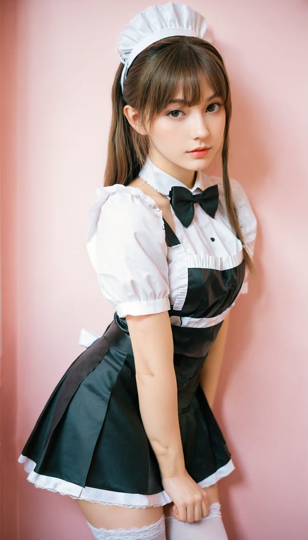 Tags: 21872187, SDXL
{"3": {"inputs": {"seed": 529405118798113, "steps": 32, "cfg": 7.21, "sampler_name": "dpmpp_2m", "scheduler": "karras", "denoise": 1.0, "model": ["27", 0], "positive": ["6", 0], "negative": ["7", 0], "latent_image": ["5", 0]}, "class_type": "KSampler"}, "4": {"inputs": {"ckpt_name": "leosamsHelloworldSDXL_helloworldSDXL32DPO.safetensors"}, "class_type": "CheckpointLoaderSimple"}, "5": {"inputs": {"width": 768, "height": 1344, "batch_size": 1}, "class_type": "EmptyLatentImage"}, "6": {"inputs": {"text": "24 year old girl, (ukrainian:1.01), (detailed face:0.95), (beautiful eyes:1.04), (eyelashes:1.13), (double eyelids:0.99), (blush:1.10), (seductive facial expression:1.11), (sexy lips:1.04), (slim:0.97), (pale skin:1.06), (cute:1.01), (idol:1.01), (temptress:1.11), (perky ass:1.12), (exposed ass:1.10), (looking back:1.04), (sexy ass:0.99), (thigh gap:1.08), in a (skimpy maid costume:1.14) working at a maid cafe, choker, bowtie, headband, pleated skirt, (candid cinema:1.02), (natural looking skin:1.08), (soft lighting:1.04), (detailed skin:1.06), (portra:1.00), (skin fuzz:1.09), (RAW:1.08), (film:1.04), (textured skin:1.07)", "clip": ["27", 1]}, "class_type": "CLIPTextEncode"}, "7": {"inputs": {"text": "(worst quality:1.08), (open mouth:1.07), (bad hands:1.05), (watermark:1.09), (low resolution:1.08), (distorted:1.07), (twisted:1.10)", "clip": ["27", 1]}, "class_type": "CLIPTextEncode"}, "8": {"inputs": {"samples": ["3", 0], "vae": ["4", 2]}, "class_type": "VAEDecode"}, "25": {"inputs": {"lora_name": "nudify_xl.safetensors", "strength_model": 0.08, "strength_clip": 0.06, "model": ["4", 0], "clip": ["4", 1]}, "class_type": "LoraLoader"}, "26": {"inputs": {"lora_name": "shirtlift_SDXL_v2.safetensors", "strength_model": 0.05, "strength_clip": 0.02, "model": ["25", 0], "clip": ["25", 1]}, "class_type": "LoraLoader"}, "27": {"inputs": {"lora_name": "PerfectEyesXL.safetensors", "strength_model": 0.09, "strength_clip": 0.07, "model": ["26", 0], "clip": ["26", 1]}, "class_type": "LoraLoader"}, "30": {"inputs": {"model_name": "4x_NMKD-Superscale-SP_178000_G.pth"}, "class_type": "UpscaleModelLoader"}, "31": {"inputs": {"upscale_model": ["30", 0], "image": ["8", 0]}, "class_type": "ImageUpscaleWithModel"}, "32": {"inputs": {"upscale_method": "lanczos", "scale_by": 0.5, "image": ["31", 0]}, "class_type": "ImageScaleBy"}, "33": {"inputs": {"pixels": ["32", 0], "vae": ["4", 2]}, "class_type": "VAEEncode"}, "34": {"inputs": {"seed": 529405118798113, "steps": 32, "cfg": 7.21, "sampler_name": "dpmpp_2m", "scheduler": "karras", "denoise": 0.3, "model": ["27", 0], "positive": ["6", 0], "negative": ["7", 0], "latent_image": ["33", 0]}, "class_type": "KSampler"}, "36": {"inputs": {"samples": ["34", 0], "vae": ["4", 2]}, "class_type": "VAEDecode"}, "39": {"inputs": {"filename_prefix": "comfyapi-1708047430155", "images": ["36", 0]}, "class_type": "SaveImage"}}