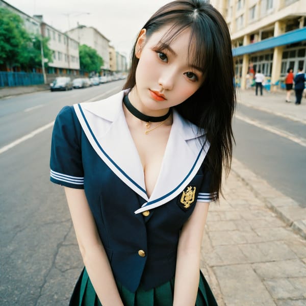 Tags: 21872187, SDXL
{"3": {"inputs": {"seed": 193577808863257, "steps": 32, "cfg": 7.64, "sampler_name": "dpmpp_2m", "scheduler": "karras", "denoise": 1.0, "model": ["27", 0], "positive": ["6", 0], "negative": ["7", 0], "latent_image": ["5", 0]}, "class_type": "KSampler"}, "4": {"inputs": {"ckpt_name": "helloworldxl.safetensors"}, "class_type": "CheckpointLoaderSimple"}, "5": {"inputs": {"width": 1024, "height": 1024, "batch_size": 1}, "class_type": "EmptyLatentImage"}, "6": {"inputs": {"text": "24 year old girl, (russian:1.06), (chinese:0.95), (irish:1.13), (seductive pose:1.00), (double eyelids:0.96), (temptress:1.03), (cute:1.07), (slim:0.95), (sexy lips:1.07), (seductive facial expression:1.10), (blush:1.10), (detailed face:1.03), (idol:0.96), (beautiful eyes:1.08), (pale skin:1.07), (eyelashes:1.09), (in a seductive pose:1.11), (large perky breasts:0.99), (cleavage:1.00), (thigh gap:0.99), (school uniform:1.14), choker, busy street, (portra:1.00), (textured skin:1.09), (detailed skin:1.07), (natural looking skin:1.08), (skin fuzz:1.06), (candid cinema:1.02), (RAW:1.05), (film:1.09), (soft lighting:1.06)", "clip": ["27", 1]}, "class_type": "CLIPTextEncode"}, "7": {"inputs": {"text": "(open mouth:1.09), (distorted:1.12), (bad hands:1.10), (watermark:1.06), (worst quality:1.14), (low resolution:1.14), (twisted:1.05)", "clip": ["27", 1]}, "class_type": "CLIPTextEncode"}, "8": {"inputs": {"samples": ["3", 0], "vae": ["4", 2]}, "class_type": "VAEDecode"}, "25": {"inputs": {"lora_name": "nudify_xl.safetensors", "strength_model": 0.16, "strength_clip": 0.06, "model": ["4", 0], "clip": ["4", 1]}, "class_type": "LoraLoader"}, "26": {"inputs": {"lora_name": "shirtlift_SDXL_v2.safetensors", "strength_model": 0.15, "strength_clip": 0.12, "model": ["25", 0], "clip": ["25", 1]}, "class_type": "LoraLoader"}, "27": {"inputs": {"lora_name": "PerfectEyesXL.safetensors", "strength_model": 0.05, "strength_clip": 0.09, "model": ["26", 0], "clip": ["26", 1]}, "class_type": "LoraLoader"}, "30": {"inputs": {"model_name": "4x_NMKD-Superscale-SP_178000_G.pth"}, "class_type": "UpscaleModelLoader"}, "31": {"inputs": {"upscale_model": ["30", 0], "image": ["8", 0]}, "class_type": "ImageUpscaleWithModel"}, "32": {"inputs": {"upscale_method": "lanczos", "scale_by": 0.5, "image": ["31", 0]}, "class_type": "ImageScaleBy"}, "33": {"inputs": {"pixels": ["32", 0], "vae": ["4", 2]}, "class_type": "VAEEncode"}, "34": {"inputs": {"seed": 193577808863257, "steps": 32, "cfg": 7.64, "sampler_name": "dpmpp_2m", "scheduler": "karras", "denoise": 0.3, "model": ["27", 0], "positive": ["6", 0], "negative": ["7", 0], "latent_image": ["33", 0]}, "class_type": "KSampler"}, "36": {"inputs": {"samples": ["34", 0], "vae": ["4", 2]}, "class_type": "VAEDecode"}, "39": {"inputs": {"filename_prefix": "comfyapi-1734260335520", "images": ["36", 0]}, "class_type": "SaveImage"}}