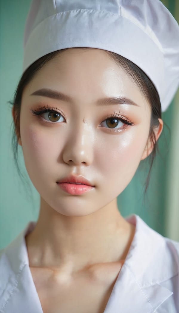 Tags: 21872187, SDXL
{"3": {"inputs": {"seed": 105977630520291, "steps": 32, "cfg": 7.22, "sampler_name": "dpmpp_2m", "scheduler": "karras", "denoise": 1.0, "model": ["27", 0], "positive": ["6", 0], "negative": ["7", 0], "latent_image": ["5", 0]}, "class_type": "KSampler"}, "4": {"inputs": {"ckpt_name": "juggernautxl.safetensors"}, "class_type": "CheckpointLoaderSimple"}, "5": {"inputs": {"width": 768, "height": 1344, "batch_size": 1}, "class_type": "EmptyLatentImage"}, "6": {"inputs": {"text": "21 year old girl, (ukrainian:1.12), (korean:1.12), (detailed face:1.09), (seductive facial expression:1.14), (sexy lips:1.11), (idol:1.14), (eyelashes:1.11), (cute:1.06), (pale skin:1.00), (double eyelids:1.14), (beautiful eyes:1.12), (blush:1.06), (slim:1.14), (seductive pose:0.97), (in a seductive pose:1.14), (large perky breasts:1.04), (cleavage:1.06), (thigh gap:1.04), (nurse in uniform:1.07) working in a hospital ward, (film:1.08), (soft lighting:1.00), (detailed skin:1.00), (RAW:1.05), (natural looking skin:1.00), (skin fuzz:1.04), (textured skin:1.00), (portra:1.00), (candid cinema:1.04)", "clip": ["27", 1]}, "class_type": "CLIPTextEncode"}, "7": {"inputs": {"text": "(bad hands:1.08), (low resolution:1.09), (distorted:1.07), (watermark:1.11), (open mouth:1.11), (twisted:1.13), (worst quality:1.08)", "clip": ["27", 1]}, "class_type": "CLIPTextEncode"}, "8": {"inputs": {"samples": ["3", 0], "vae": ["4", 2]}, "class_type": "VAEDecode"}, "25": {"inputs": {"lora_name": "nudify_xl.safetensors", "strength_model": 0.35, "strength_clip": 0.0, "model": ["4", 0], "clip": ["4", 1]}, "class_type": "LoraLoader"}, "26": {"inputs": {"lora_name": "shirtlift_SDXL_v2.safetensors", "strength_model": 0.03, "strength_clip": 0.18, "model": ["25", 0], "clip": ["25", 1]}, "class_type": "LoraLoader"}, "27": {"inputs": {"lora_name": "PerfectEyesXL.safetensors", "strength_model": 0.15, "strength_clip": 0.17, "model": ["26", 0], "clip": ["26", 1]}, "class_type": "LoraLoader"}, "30": {"inputs": {"model_name": "4x_NMKD-Superscale-SP_178000_G.pth"}, "class_type": "UpscaleModelLoader"}, "31": {"inputs": {"upscale_model": ["30", 0], "image": ["8", 0]}, "class_type": "ImageUpscaleWithModel"}, "32": {"inputs": {"upscale_method": "lanczos", "scale_by": 0.5, "image": ["31", 0]}, "class_type": "ImageScaleBy"}, "33": {"inputs": {"pixels": ["32", 0], "vae": ["4", 2]}, "class_type": "VAEEncode"}, "34": {"inputs": {"seed": 105977630520291, "steps": 32, "cfg": 7.22, "sampler_name": "dpmpp_2m", "scheduler": "karras", "denoise": 0.3, "model": ["27", 0], "positive": ["6", 0], "negative": ["7", 0], "latent_image": ["33", 0]}, "class_type": "KSampler"}, "36": {"inputs": {"samples": ["34", 0], "vae": ["4", 2]}, "class_type": "VAEDecode"}, "39": {"inputs": {"filename_prefix": "comfyapi-1716755248103", "images": ["36", 0]}, "class_type": "SaveImage"}}