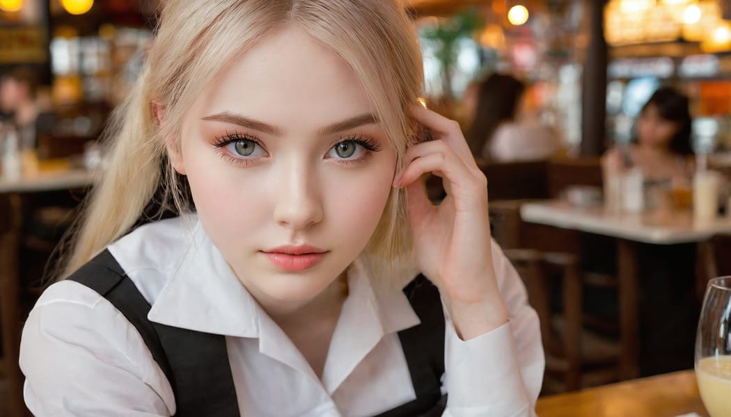 Tags: 21872187, SDXL
{"3": {"inputs": {"seed": 724305090328046, "steps": 64, "cfg": 5.66, "sampler_name": "dpmpp_2m", "scheduler": "karras", "denoise": 1.0, "model": ["27", 0], "positive": ["6", 0], "negative": ["7", 0], "latent_image": ["5", 0]}, "class_type": "KSampler"}, "4": {"inputs": {"ckpt_name": "juggernautxl.safetensors"}, "class_type": "CheckpointLoaderSimple"}, "5": {"inputs": {"width": 1344, "height": 768, "batch_size": 1}, "class_type": "EmptyLatentImage"}, "6": {"inputs": {"text": "19 year old girl, (irish:1.05), (russian:1.14), (beautiful eyes:0.97), (slim:1.05), (cute:1.05), (pale skin:1.03), (detailed face:1.01), (seductive facial expression:1.03), (blush:1.06), (seductive pose:0.98), (sexy lips:1.04), (eyelashes:1.13), (idol:1.02), (double eyelids:1.04), (in a seductive pose:0.97), (large perky breasts:1.06), (cleavage:0.97), (thigh gap:1.00), (a waitress in uniform:1.13) working at a restaurant, (soft lighting:1.02), (skin fuzz:1.03), (textured skin:1.00), (portra:1.01), (natural looking skin:1.00), (detailed skin:1.03), (RAW:1.09), (candid cinema:1.06), (film:1.04)", "clip": ["27", 1]}, "class_type": "CLIPTextEncode"}, "7": {"inputs": {"text": "(distorted:1.13), (open mouth:1.06), (watermark:1.11), (twisted:1.12), (bad hands:1.10), (worst quality:1.12), (low resolution:1.12)", "clip": ["27", 1]}, "class_type": "CLIPTextEncode"}, "8": {"inputs": {"samples": ["3", 0], "vae": ["4", 2]}, "class_type": "VAEDecode"}, "25": {"inputs": {"lora_name": "nudify_xl.safetensors", "strength_model": 0.02, "strength_clip": 0.19, "model": ["4", 0], "clip": ["4", 1]}, "class_type": "LoraLoader"}, "26": {"inputs": {"lora_name": "shirtlift_SDXL_v2.safetensors", "strength_model": 0.03, "strength_clip": 0.11, "model": ["25", 0], "clip": ["25", 1]}, "class_type": "LoraLoader"}, "27": {"inputs": {"lora_name": "PerfectEyesXL.safetensors", "strength_model": 0.03, "strength_clip": 0.07, "model": ["26", 0], "clip": ["26", 1]}, "class_type": "LoraLoader"}, "30": {"inputs": {"model_name": "4x_NMKD-Superscale-SP_178000_G.pth"}, "class_type": "UpscaleModelLoader"}, "31": {"inputs": {"upscale_model": ["30", 0], "image": ["8", 0]}, "class_type": "ImageUpscaleWithModel"}, "32": {"inputs": {"upscale_method": "lanczos", "scale_by": 0.5, "image": ["31", 0]}, "class_type": "ImageScaleBy"}, "33": {"inputs": {"pixels": ["32", 0], "vae": ["4", 2]}, "class_type": "VAEEncode"}, "34": {"inputs": {"seed": 724305090328046, "steps": 64, "cfg": 5.66, "sampler_name": "dpmpp_2m", "scheduler": "karras", "denoise": 0.3, "model": ["27", 0], "positive": ["6", 0], "negative": ["7", 0], "latent_image": ["33", 0]}, "class_type": "KSampler"}, "36": {"inputs": {"samples": ["34", 0], "vae": ["4", 2]}, "class_type": "VAEDecode"}, "39": {"inputs": {"filename_prefix": "comfyapi-1723738410404", "images": ["36", 0]}, "class_type": "SaveImage"}}