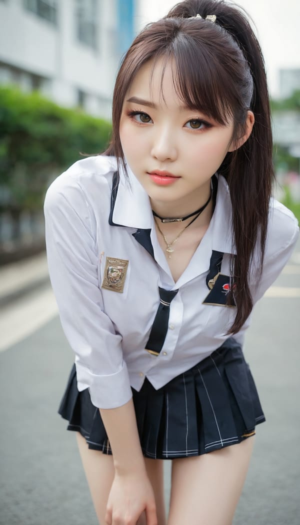 Tags: 21872187, SDXL
{"3": {"inputs": {"seed": 513613651099035, "steps": 32, "cfg": 5.03, "sampler_name": "dpmpp_2m", "scheduler": "karras", "denoise": 1.0, "model": ["27", 0], "positive": ["6", 0], "negative": ["7", 0], "latent_image": ["5", 0]}, "class_type": "KSampler"}, "4": {"inputs": {"ckpt_name": "juggernautxl.safetensors"}, "class_type": "CheckpointLoaderSimple"}, "5": {"inputs": {"width": 768, "height": 1344, "batch_size": 1}, "class_type": "EmptyLatentImage"}, "6": {"inputs": {"text": "24 year old girl, (russian:0.96), (japanese:1.07), (korean:1.14), (pale skin:1.02), (beautiful eyes:1.01), (blush:1.00), (temptress:0.96), (seductive pose:0.99), (seductive facial expression:1.03), (idol:1.08), (slim:1.10), (cute:1.09), (sexy lips:0.98), (detailed face:1.03), (double eyelids:1.12), (on all fours:1.03), (spreading ass cheeks:1.08), (from behind:1.13), (backboob:0.95), (school uniform:1.13), choker, busy street, (skin fuzz:1.08), (RAW:1.08), (natural looking skin:1.00), (portra:1.02), (candid cinema:1.06), (detailed skin:1.08), (textured skin:1.05), (soft lighting:1.07)", "clip": ["27", 1]}, "class_type": "CLIPTextEncode"}, "7": {"inputs": {"text": "(bad hands:1.05), (open mouth:1.11), (twisted:1.10), (watermark:1.14), (low resolution:1.08), (worst quality:1.09), (distorted:1.13)", "clip": ["27", 1]}, "class_type": "CLIPTextEncode"}, "8": {"inputs": {"samples": ["3", 0], "vae": ["4", 2]}, "class_type": "VAEDecode"}, "25": {"inputs": {"lora_name": "nudify_xl.safetensors", "strength_model": 0.01, "strength_clip": 0.15, "model": ["4", 0], "clip": ["4", 1]}, "class_type": "LoraLoader"}, "26": {"inputs": {"lora_name": "shirtlift_SDXL_v2.safetensors", "strength_model": 0.03, "strength_clip": 0.09, "model": ["25", 0], "clip": ["25", 1]}, "class_type": "LoraLoader"}, "27": {"inputs": {"lora_name": "PerfectEyesXL.safetensors", "strength_model": 0.1, "strength_clip": 0.12, "model": ["26", 0], "clip": ["26", 1]}, "class_type": "LoraLoader"}, "30": {"inputs": {"model_name": "4x_NMKD-Superscale-SP_178000_G.pth"}, "class_type": "UpscaleModelLoader"}, "31": {"inputs": {"upscale_model": ["30", 0], "image": ["8", 0]}, "class_type": "ImageUpscaleWithModel"}, "32": {"inputs": {"upscale_method": "lanczos", "scale_by": 0.5, "image": ["31", 0]}, "class_type": "ImageScaleBy"}, "33": {"inputs": {"pixels": ["32", 0], "vae": ["4", 2]}, "class_type": "VAEEncode"}, "34": {"inputs": {"seed": 513613651099035, "steps": 32, "cfg": 5.03, "sampler_name": "dpmpp_2m", "scheduler": "karras", "denoise": 0.3, "model": ["27", 0], "positive": ["6", 0], "negative": ["7", 0], "latent_image": ["33", 0]}, "class_type": "KSampler"}, "36": {"inputs": {"samples": ["34", 0], "vae": ["4", 2]}, "class_type": "VAEDecode"}, "39": {"inputs": {"filename_prefix": "comfyapi-1725762231668", "images": ["36", 0]}, "class_type": "SaveImage"}}