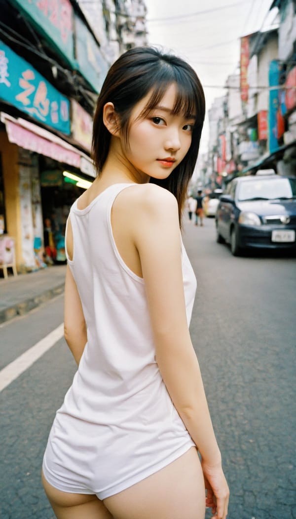 Tags: 21872187, SDXL
{"3": {"inputs": {"seed": 535601593057855, "steps": 64, "cfg": 7.85, "sampler_name": "dpmpp_2m", "scheduler": "karras", "denoise": 1.0, "model": ["27", 0], "positive": ["6", 0], "negative": ["7", 0], "latent_image": ["5", 0]}, "class_type": "KSampler"}, "4": {"inputs": {"ckpt_name": "helloworldxl.safetensors"}, "class_type": "CheckpointLoaderSimple"}, "5": {"inputs": {"width": 768, "height": 1344, "batch_size": 1}, "class_type": "EmptyLatentImage"}, "6": {"inputs": {"text": "18 year old girl, (taiwanese:0.99), (ukrainian:1.10), (temptress:0.97), (seductive facial expression:1.01), (sexy lips:1.07), (slim:1.01), (idol:1.03), (beautiful eyes:1.08), (seductive pose:1.06), (eyelashes:0.96), (pale skin:1.00), (detailed face:0.99), (blush:1.10), (cute:1.05), (double eyelids:1.14), (perky ass:1.11), (exposed ass:1.14), (looking back:1.02), (sexy ass:0.98), (thigh gap:1.01), (white tanktop:1.14), busy street, (portra:1.00), (film:1.02), (RAW:1.06), (detailed skin:1.01), (candid cinema:1.00), (natural looking skin:1.00), (skin fuzz:1.04), (textured skin:1.03), (soft lighting:1.03)", "clip": ["27", 1]}, "class_type": "CLIPTextEncode"}, "7": {"inputs": {"text": "(watermark:1.05), (worst quality:1.06), (bad hands:1.05), (open mouth:1.09), (distorted:1.10), (low resolution:1.11), (twisted:1.06)", "clip": ["27", 1]}, "class_type": "CLIPTextEncode"}, "8": {"inputs": {"samples": ["3", 0], "vae": ["4", 2]}, "class_type": "VAEDecode"}, "25": {"inputs": {"lora_name": "nudify_xl.safetensors", "strength_model": 0.32, "strength_clip": 0.13, "model": ["4", 0], "clip": ["4", 1]}, "class_type": "LoraLoader"}, "26": {"inputs": {"lora_name": "shirtlift_SDXL_v2.safetensors", "strength_model": 0.12, "strength_clip": 0.11, "model": ["25", 0], "clip": ["25", 1]}, "class_type": "LoraLoader"}, "27": {"inputs": {"lora_name": "PerfectEyesXL.safetensors", "strength_model": 0.07, "strength_clip": 0.0, "model": ["26", 0], "clip": ["26", 1]}, "class_type": "LoraLoader"}, "30": {"inputs": {"model_name": "4x_NMKD-Superscale-SP_178000_G.pth"}, "class_type": "UpscaleModelLoader"}, "31": {"inputs": {"upscale_model": ["30", 0], "image": ["8", 0]}, "class_type": "ImageUpscaleWithModel"}, "32": {"inputs": {"upscale_method": "lanczos", "scale_by": 0.5, "image": ["31", 0]}, "class_type": "ImageScaleBy"}, "33": {"inputs": {"pixels": ["32", 0], "vae": ["4", 2]}, "class_type": "VAEEncode"}, "34": {"inputs": {"seed": 535601593057855, "steps": 64, "cfg": 7.85, "sampler_name": "dpmpp_2m", "scheduler": "karras", "denoise": 0.3, "model": ["27", 0], "positive": ["6", 0], "negative": ["7", 0], "latent_image": ["33", 0]}, "class_type": "KSampler"}, "36": {"inputs": {"samples": ["34", 0], "vae": ["4", 2]}, "class_type": "VAEDecode"}, "39": {"inputs": {"filename_prefix": "comfyapi-1714323056068", "images": ["36", 0]}, "class_type": "SaveImage"}}