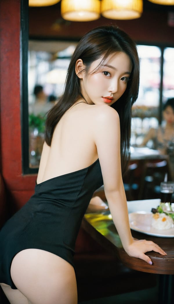 Tags: 21872187, SDXL
{"3": {"inputs": {"seed": 900403361705314, "steps": 32, "cfg": 7.31, "sampler_name": "dpmpp_2m", "scheduler": "karras", "denoise": 1.0, "model": ["27", 0], "positive": ["6", 0], "negative": ["7", 0], "latent_image": ["5", 0]}, "class_type": "KSampler"}, "4": {"inputs": {"ckpt_name": "helloworldxl.safetensors"}, "class_type": "CheckpointLoaderSimple"}, "5": {"inputs": {"width": 768, "height": 1344, "batch_size": 1}, "class_type": "EmptyLatentImage"}, "6": {"inputs": {"text": "25 year old girl, (korean:1.06), (chinese:1.02), (slim:1.13), (beautiful eyes:0.99), (sexy lips:1.06), (pale skin:0.95), (idol:0.98), (detailed face:1.04), (eyelashes:1.09), (seductive pose:1.01), (temptress:0.99), (seductive facial expression:0.95), (double eyelids:1.03), (cute:0.96), (perky ass:0.97), (exposed ass:1.12), (looking back:1.09), (sexy ass:1.11), (thigh gap:1.14), (wearing a little black dress:1.07) at a fine dining restaurant, (candid cinema:1.01), (RAW:1.08), (skin fuzz:1.09), (film:1.06), (textured skin:1.05), (natural looking skin:1.00), (soft lighting:1.05), (portra:1.09), (detailed skin:1.02)", "clip": ["27", 1]}, "class_type": "CLIPTextEncode"}, "7": {"inputs": {"text": "(twisted:1.08), (open mouth:1.10), (watermark:1.13), (worst quality:1.12), (bad hands:1.05), (distorted:1.05), (low resolution:1.07)", "clip": ["27", 1]}, "class_type": "CLIPTextEncode"}, "8": {"inputs": {"samples": ["3", 0], "vae": ["4", 2]}, "class_type": "VAEDecode"}, "25": {"inputs": {"lora_name": "nudify_xl.safetensors", "strength_model": 0.0, "strength_clip": 0.22, "model": ["4", 0], "clip": ["4", 1]}, "class_type": "LoraLoader"}, "26": {"inputs": {"lora_name": "shirtlift_SDXL_v2.safetensors", "strength_model": 0.14, "strength_clip": 0.1, "model": ["25", 0], "clip": ["25", 1]}, "class_type": "LoraLoader"}, "27": {"inputs": {"lora_name": "PerfectEyesXL.safetensors", "strength_model": 0.14, "strength_clip": 0.1, "model": ["26", 0], "clip": ["26", 1]}, "class_type": "LoraLoader"}, "30": {"inputs": {"model_name": "4x_NMKD-Superscale-SP_178000_G.pth"}, "class_type": "UpscaleModelLoader"}, "31": {"inputs": {"upscale_model": ["30", 0], "image": ["8", 0]}, "class_type": "ImageUpscaleWithModel"}, "32": {"inputs": {"upscale_method": "lanczos", "scale_by": 0.5, "image": ["31", 0]}, "class_type": "ImageScaleBy"}, "33": {"inputs": {"pixels": ["32", 0], "vae": ["4", 2]}, "class_type": "VAEEncode"}, "34": {"inputs": {"seed": 900403361705314, "steps": 32, "cfg": 7.31, "sampler_name": "dpmpp_2m", "scheduler": "karras", "denoise": 0.3, "model": ["27", 0], "positive": ["6", 0], "negative": ["7", 0], "latent_image": ["33", 0]}, "class_type": "KSampler"}, "36": {"inputs": {"samples": ["34", 0], "vae": ["4", 2]}, "class_type": "VAEDecode"}, "39": {"inputs": {"filename_prefix": "comfyapi-1731383788583", "images": ["36", 0]}, "class_type": "SaveImage"}}