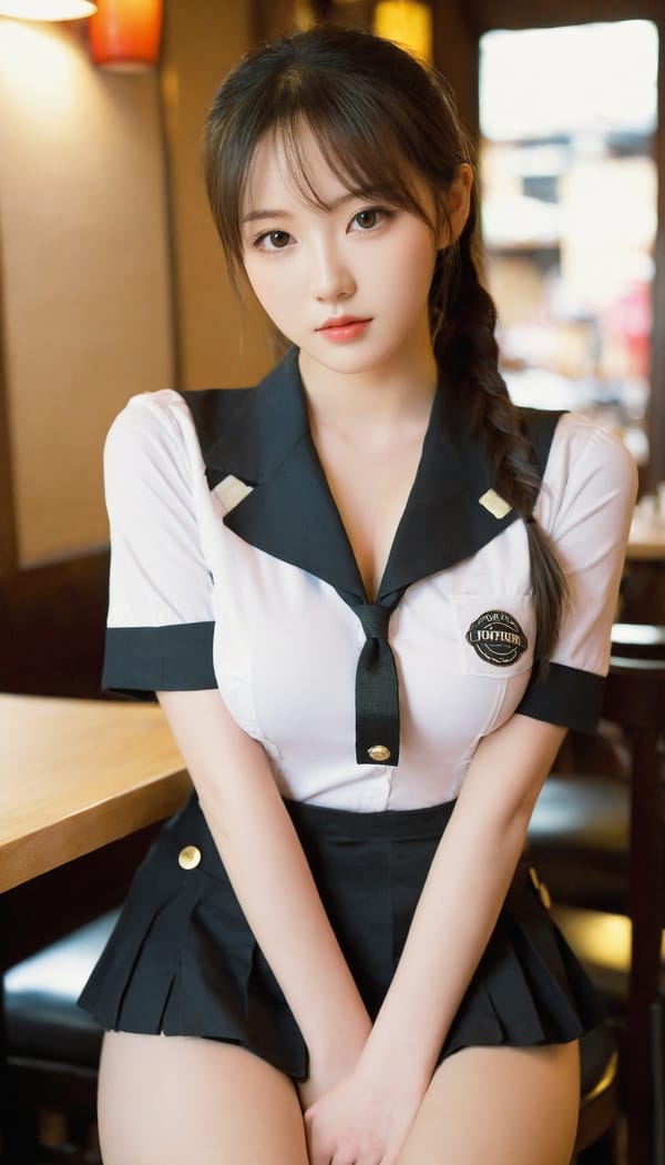 Tags: 21872187, SDXL
{"3": {"inputs": {"seed": 802015614758170, "steps": 32, "cfg": 6.14, "sampler_name": "dpmpp_2m", "scheduler": "karras", "denoise": 1.0, "model": ["27", 0], "positive": ["6", 0], "negative": ["7", 0], "latent_image": ["5", 0]}, "class_type": "KSampler"}, "4": {"inputs": {"ckpt_name": "leosamsHelloworldSDXL_helloworldSDXL32DPO.safetensors"}, "class_type": "CheckpointLoaderSimple"}, "5": {"inputs": {"width": 768, "height": 1344, "batch_size": 1}, "class_type": "EmptyLatentImage"}, "6": {"inputs": {"text": "22 year old girl, (japanese:1.00), (seductive facial expression:1.01), (double eyelids:1.14), (blush:0.97), (cute:1.01), (idol:1.06), (seductive pose:1.05), (sexy lips:1.03), (beautiful eyes:1.13), (eyelashes:0.95), (pale skin:1.12), (temptress:1.09), (in a seductive pose:0.96), (large perky breasts:1.00), (cleavage:1.02), (thigh gap:1.07), (a waitress in uniform:1.02) working at a restaurant, (portra:1.03), (natural looking skin:1.07), (soft lighting:1.05), (RAW:1.06), (candid cinema:1.02), (detailed skin:1.01), (skin fuzz:1.06), (textured skin:1.00), (film:1.08)", "clip": ["27", 1]}, "class_type": "CLIPTextEncode"}, "7": {"inputs": {"text": "(twisted:1.14), (bad hands:1.12), (watermark:1.10), (open mouth:1.10), (low resolution:1.13), (distorted:1.08), (worst quality:1.08)", "clip": ["27", 1]}, "class_type": "CLIPTextEncode"}, "8": {"inputs": {"samples": ["3", 0], "vae": ["4", 2]}, "class_type": "VAEDecode"}, "25": {"inputs": {"lora_name": "nudify_xl.safetensors", "strength_model": 0.07, "strength_clip": 0.15, "model": ["4", 0], "clip": ["4", 1]}, "class_type": "LoraLoader"}, "26": {"inputs": {"lora_name": "shirtlift_SDXL_v2.safetensors", "strength_model": 0.13, "strength_clip": 0.17, "model": ["25", 0], "clip": ["25", 1]}, "class_type": "LoraLoader"}, "27": {"inputs": {"lora_name": "PerfectEyesXL.safetensors", "strength_model": 0.03, "strength_clip": 0.04, "model": ["26", 0], "clip": ["26", 1]}, "class_type": "LoraLoader"}, "30": {"inputs": {"model_name": "4x_NMKD-Superscale-SP_178000_G.pth"}, "class_type": "UpscaleModelLoader"}, "31": {"inputs": {"upscale_model": ["30", 0], "image": ["8", 0]}, "class_type": "ImageUpscaleWithModel"}, "32": {"inputs": {"upscale_method": "lanczos", "scale_by": 0.5, "image": ["31", 0]}, "class_type": "ImageScaleBy"}, "33": {"inputs": {"pixels": ["32", 0], "vae": ["4", 2]}, "class_type": "VAEEncode"}, "34": {"inputs": {"seed": 802015614758170, "steps": 32, "cfg": 6.14, "sampler_name": "dpmpp_2m", "scheduler": "karras", "denoise": 0.3, "model": ["27", 0], "positive": ["6", 0], "negative": ["7", 0], "latent_image": ["33", 0]}, "class_type": "KSampler"}, "36": {"inputs": {"samples": ["34", 0], "vae": ["4", 2]}, "class_type": "VAEDecode"}, "39": {"inputs": {"filename_prefix": "comfyapi-1707709516816", "images": ["36", 0]}, "class_type": "SaveImage"}}