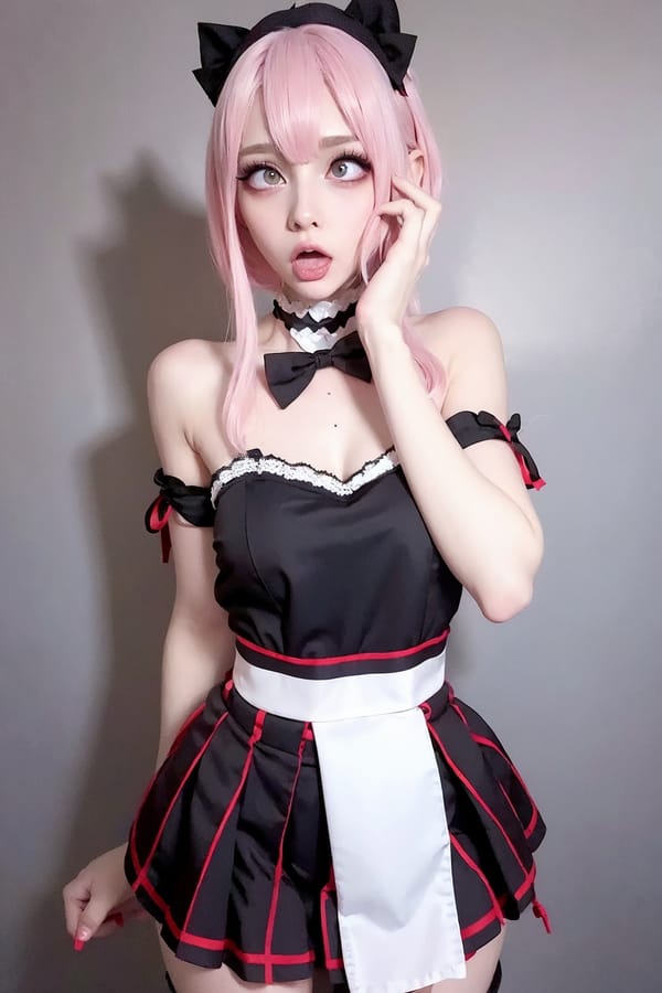 Tags: 21872187
<lora:YaeMiko_Test:0.54>, (ukrainian:0.99), maid cafe, stockings, (maid costume:1.03), choker, bowtie, headband, (pleated skirt:1.15), <lora:ahegao-x-v4:0.49>, ahegao face, pleasure, extremely detailed eyes, extremely detailed face, cute, (photorealistic:1.02), sexy lips, seductive smile, double eyelids, eyelashes, pale skin, textured skin, 4K, sharp, hyper realistic, tall, delicate and beautiful girl, solo, (stunningly attractive:1.01)
Negative prompt: drawings, anime, fat, (worst quality:2.08)
Steps: 32, Sampler: DPM++ 2M Karras, CFG scale: 6.68, Seed: 308782193, Size: 512x768, Model hash: fc2511737a, Model: chilloutmix_NiPrunedFp32Fix, Seed resize from: -1x-1, Denoising strength: 0.4, Version: v1.2.1, Hires upscale: 2.0, Hires steps: 16, Hires upscaler: ESRGAN_4x