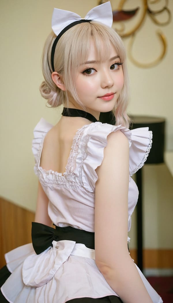 Tags: 21872187, SDXL
{"3": {"inputs": {"seed": 882982028993632, "steps": 64, "cfg": 6.94, "sampler_name": "dpmpp_2m", "scheduler": "karras", "denoise": 1.0, "model": ["27", 0], "positive": ["6", 0], "negative": ["7", 0], "latent_image": ["5", 0]}, "class_type": "KSampler"}, "4": {"inputs": {"ckpt_name": "juggernautxl.safetensors"}, "class_type": "CheckpointLoaderSimple"}, "5": {"inputs": {"width": 768, "height": 1344, "batch_size": 1}, "class_type": "EmptyLatentImage"}, "6": {"inputs": {"text": "21 year old girl, (sexy lips:0.96), (pale skin:1.10), (idol:1.09), (eyelashes:1.02), (seductive pose:1.03), (seductive facial expression:0.97), (double eyelids:1.05), (cute:0.96), (beautiful eyes:1.04), (blush:1.01), (slim:1.08), (detailed face:1.11), (temptress:1.01), (perky ass:1.02), (exposed ass:1.04), (looking back:1.13), (sexy ass:0.98), (thigh gap:1.07), in a (skimpy maid costume:1.07) working at a maid cafe, choker, bowtie, headband, pleated skirt, (natural looking skin:1.04), (skin fuzz:1.04), (film:1.02), (RAW:1.05), (textured skin:1.09), (candid cinema:1.05), (detailed skin:1.03), (soft lighting:1.08), (portra:1.00)", "clip": ["27", 1]}, "class_type": "CLIPTextEncode"}, "7": {"inputs": {"text": "(bad hands:1.05), (open mouth:1.05), (twisted:1.06), (low resolution:1.08), (watermark:1.14), (distorted:1.13), (worst quality:1.13)", "clip": ["27", 1]}, "class_type": "CLIPTextEncode"}, "8": {"inputs": {"samples": ["3", 0], "vae": ["4", 2]}, "class_type": "VAEDecode"}, "25": {"inputs": {"lora_name": "nudify_xl.safetensors", "strength_model": 0.18, "strength_clip": 0.3, "model": ["4", 0], "clip": ["4", 1]}, "class_type": "LoraLoader"}, "26": {"inputs": {"lora_name": "shirtlift_SDXL_v2.safetensors", "strength_model": 0.04, "strength_clip": 0.15, "model": ["25", 0], "clip": ["25", 1]}, "class_type": "LoraLoader"}, "27": {"inputs": {"lora_name": "PerfectEyesXL.safetensors", "strength_model": 0.17, "strength_clip": 0.13, "model": ["26", 0], "clip": ["26", 1]}, "class_type": "LoraLoader"}, "30": {"inputs": {"model_name": "4x_NMKD-Superscale-SP_178000_G.pth"}, "class_type": "UpscaleModelLoader"}, "31": {"inputs": {"upscale_model": ["30", 0], "image": ["8", 0]}, "class_type": "ImageUpscaleWithModel"}, "32": {"inputs": {"upscale_method": "lanczos", "scale_by": 0.5, "image": ["31", 0]}, "class_type": "ImageScaleBy"}, "33": {"inputs": {"pixels": ["32", 0], "vae": ["4", 2]}, "class_type": "VAEEncode"}, "34": {"inputs": {"seed": 882982028993632, "steps": 64, "cfg": 6.94, "sampler_name": "dpmpp_2m", "scheduler": "karras", "denoise": 0.3, "model": ["27", 0], "positive": ["6", 0], "negative": ["7", 0], "latent_image": ["33", 0]}, "class_type": "KSampler"}, "36": {"inputs": {"samples": ["34", 0], "vae": ["4", 2]}, "class_type": "VAEDecode"}, "39": {"inputs": {"filename_prefix": "comfyapi-1726586881754", "images": ["36", 0]}, "class_type": "SaveImage"}}