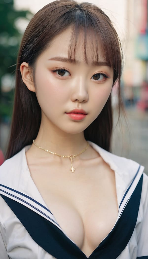 Tags: 21872187, SDXL
{"3": {"inputs": {"seed": 800263757550225, "steps": 32, "cfg": 6.55, "sampler_name": "dpmpp_2m", "scheduler": "karras", "denoise": 1.0, "model": ["27", 0], "positive": ["6", 0], "negative": ["7", 0], "latent_image": ["5", 0]}, "class_type": "KSampler"}, "4": {"inputs": {"ckpt_name": "juggernautxl.safetensors"}, "class_type": "CheckpointLoaderSimple"}, "5": {"inputs": {"width": 768, "height": 1344, "batch_size": 1}, "class_type": "EmptyLatentImage"}, "6": {"inputs": {"text": "19 year old girl, (korean:1.01), (ukrainian:1.04), (idol:0.98), (pale skin:1.06), (sexy lips:0.97), (seductive facial expression:1.12), (cute:1.08), (detailed face:1.06), (slim:1.14), (seductive pose:0.95), (blush:1.14), (double eyelids:1.14), (temptress:1.09), (beautiful eyes:0.97), (in a seductive pose:0.99), (large perky breasts:0.99), (cleavage:1.12), (thigh gap:1.01), (school uniform:1.06), choker, busy street, (candid cinema:1.08), (natural looking skin:1.09), (textured skin:1.05), (RAW:1.04), (detailed skin:1.03), (film:1.00), (soft lighting:1.09), (skin fuzz:1.08), (portra:1.08)", "clip": ["27", 1]}, "class_type": "CLIPTextEncode"}, "7": {"inputs": {"text": "(low resolution:1.06), (distorted:1.07), (worst quality:1.08), (watermark:1.06), (bad hands:1.12), (twisted:1.07), (open mouth:1.05)", "clip": ["27", 1]}, "class_type": "CLIPTextEncode"}, "8": {"inputs": {"samples": ["3", 0], "vae": ["4", 2]}, "class_type": "VAEDecode"}, "25": {"inputs": {"lora_name": "nudify_xl.safetensors", "strength_model": 0.29, "strength_clip": 0.37, "model": ["4", 0], "clip": ["4", 1]}, "class_type": "LoraLoader"}, "26": {"inputs": {"lora_name": "shirtlift_SDXL_v2.safetensors", "strength_model": 0.05, "strength_clip": 0.01, "model": ["25", 0], "clip": ["25", 1]}, "class_type": "LoraLoader"}, "27": {"inputs": {"lora_name": "PerfectEyesXL.safetensors", "strength_model": 0.18, "strength_clip": 0.0, "model": ["26", 0], "clip": ["26", 1]}, "class_type": "LoraLoader"}, "30": {"inputs": {"model_name": "4x_NMKD-Superscale-SP_178000_G.pth"}, "class_type": "UpscaleModelLoader"}, "31": {"inputs": {"upscale_model": ["30", 0], "image": ["8", 0]}, "class_type": "ImageUpscaleWithModel"}, "32": {"inputs": {"upscale_method": "lanczos", "scale_by": 0.5, "image": ["31", 0]}, "class_type": "ImageScaleBy"}, "33": {"inputs": {"pixels": ["32", 0], "vae": ["4", 2]}, "class_type": "VAEEncode"}, "34": {"inputs": {"seed": 800263757550225, "steps": 32, "cfg": 6.55, "sampler_name": "dpmpp_2m", "scheduler": "karras", "denoise": 0.3, "model": ["27", 0], "positive": ["6", 0], "negative": ["7", 0], "latent_image": ["33", 0]}, "class_type": "KSampler"}, "36": {"inputs": {"samples": ["34", 0], "vae": ["4", 2]}, "class_type": "VAEDecode"}, "39": {"inputs": {"filename_prefix": "comfyapi-1714144436741", "images": ["36", 0]}, "class_type": "SaveImage"}}