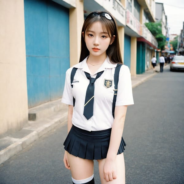 Tags: 21872187, SDXL
{"3": {"inputs": {"seed": 292942409077808, "steps": 64, "cfg": 7.26, "sampler_name": "dpmpp_2m", "scheduler": "karras", "denoise": 1.0, "model": ["27", 0], "positive": ["6", 0], "negative": ["7", 0], "latent_image": ["5", 0]}, "class_type": "KSampler"}, "4": {"inputs": {"ckpt_name": "leosamsHelloworldSDXL_helloworldSDXL32DPO.safetensors"}, "class_type": "CheckpointLoaderSimple"}, "5": {"inputs": {"width": 1024, "height": 1024, "batch_size": 1}, "class_type": "EmptyLatentImage"}, "6": {"inputs": {"text": "20 year old girl, (double eyelids:1.11), (idol:1.03), (eyelashes:0.97), (blush:1.12), (seductive pose:0.97), (sexy lips:1.14), (beautiful eyes:1.12), (temptress:1.14), (slim:0.97), (cute:1.01), (seductive facial expression:1.06), (pale skin:1.14), (detailed face:0.97), (perky ass:1.00), (exposed ass:1.02), (looking back:1.11), (sexy ass:1.03), (thigh gap:1.04), (school uniform:0.95), choker, busy street, (film:1.04), (RAW:1.08), (portra:1.05), (natural looking skin:1.03), (soft lighting:1.08), (candid cinema:1.06), (textured skin:1.01), (detailed skin:1.08), (skin fuzz:1.09)", "clip": ["27", 1]}, "class_type": "CLIPTextEncode"}, "7": {"inputs": {"text": "(open mouth:1.08), (twisted:1.06), (watermark:1.09), (low resolution:1.07), (bad hands:1.12), (worst quality:1.06), (distorted:1.08)", "clip": ["27", 1]}, "class_type": "CLIPTextEncode"}, "8": {"inputs": {"samples": ["3", 0], "vae": ["4", 2]}, "class_type": "VAEDecode"}, "25": {"inputs": {"lora_name": "nudify_xl.safetensors", "strength_model": 0.13, "strength_clip": 0.17, "model": ["4", 0], "clip": ["4", 1]}, "class_type": "LoraLoader"}, "26": {"inputs": {"lora_name": "shirtlift_SDXL_v2.safetensors", "strength_model": 0.16, "strength_clip": 0.14, "model": ["25", 0], "clip": ["25", 1]}, "class_type": "LoraLoader"}, "27": {"inputs": {"lora_name": "PerfectEyesXL.safetensors", "strength_model": 0.12, "strength_clip": 0.12, "model": ["26", 0], "clip": ["26", 1]}, "class_type": "LoraLoader"}, "30": {"inputs": {"model_name": "4x_NMKD-Superscale-SP_178000_G.pth"}, "class_type": "UpscaleModelLoader"}, "31": {"inputs": {"upscale_model": ["30", 0], "image": ["8", 0]}, "class_type": "ImageUpscaleWithModel"}, "32": {"inputs": {"upscale_method": "lanczos", "scale_by": 0.5, "image": ["31", 0]}, "class_type": "ImageScaleBy"}, "33": {"inputs": {"pixels": ["32", 0], "vae": ["4", 2]}, "class_type": "VAEEncode"}, "34": {"inputs": {"seed": 292942409077808, "steps": 64, "cfg": 7.26, "sampler_name": "dpmpp_2m", "scheduler": "karras", "denoise": 0.3, "model": ["27", 0], "positive": ["6", 0], "negative": ["7", 0], "latent_image": ["33", 0]}, "class_type": "KSampler"}, "36": {"inputs": {"samples": ["34", 0], "vae": ["4", 2]}, "class_type": "VAEDecode"}, "39": {"inputs": {"filename_prefix": "comfyapi-1707706110250", "images": ["36", 0]}, "class_type": "SaveImage"}}