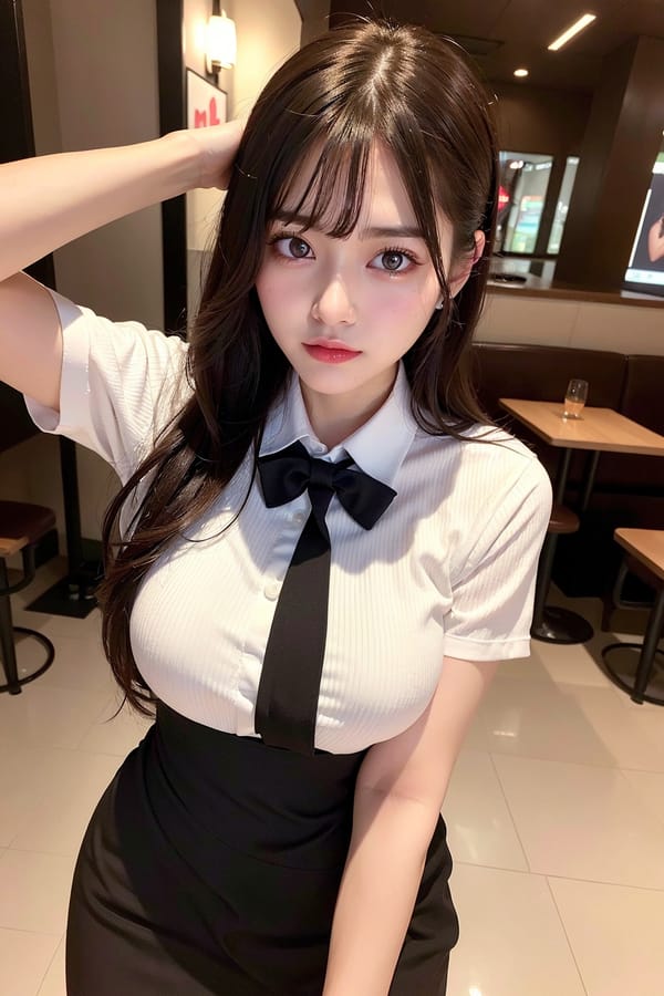 Tags: 21872187
<lora:JapaneseDollLikeness_v15:0.38>, <lora:taiwanDollLikeness_v20:0.26>, (waitress wearing uniform:0.97), restaurant, (seductive pose:1.13), extremely detailed face, cute, (photorealistic:1.10), sexy lips, double eyelids, eyelashes, perky breasts, full body portrait, textured skin, 4K, sharp, delicate and beautiful girl, (stunningly attractive:1.03)
Negative prompt: sketches, paintings, anime, (worst quality:1.99)
Steps: 64, Sampler: DPM++ 2M Karras, CFG scale: 6.85, Seed: 2863138861, Size: 512x768, Model hash: fc2511737a, Model: chilloutmix_NiPrunedFp32Fix, Seed resize from: -1x-1, Denoising strength: 0.5, Version: v1.2.1, Hires upscale: 2.0, Hires steps: 48, Hires upscaler: ESRGAN_4x