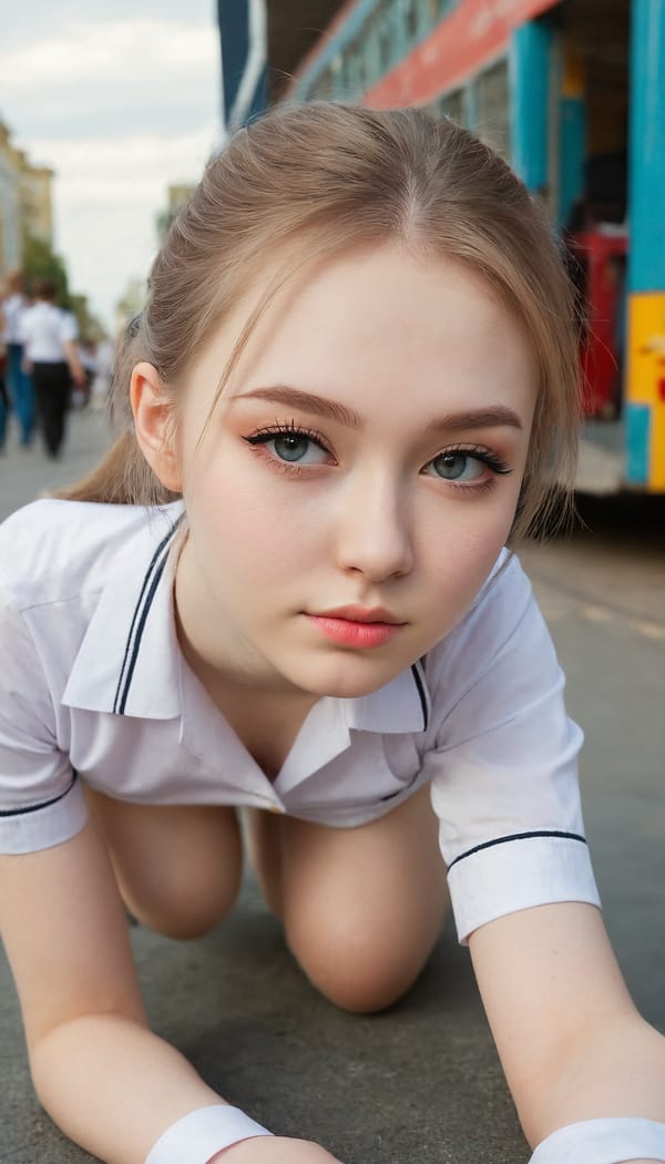 Tags: 21872187, SDXL
{"3": {"inputs": {"seed": 541700701809538, "steps": 32, "cfg": 5.97, "sampler_name": "dpmpp_2m", "scheduler": "karras", "denoise": 1.0, "model": ["27", 0], "positive": ["6", 0], "negative": ["7", 0], "latent_image": ["5", 0]}, "class_type": "KSampler"}, "4": {"inputs": {"ckpt_name": "juggernautXL_v8Rundiffusion.safetensors"}, "class_type": "CheckpointLoaderSimple"}, "5": {"inputs": {"width": 768, "height": 1344, "batch_size": 1}, "class_type": "EmptyLatentImage"}, "6": {"inputs": {"text": "20 year old girl, (russian:1.02), (cute:1.07), (idol:1.02), (double eyelids:1.06), (detailed face:1.07), (seductive facial expression:0.95), (pale skin:1.08), (sexy lips:0.95), (eyelashes:0.98), (blush:1.04), (beautiful eyes:1.08), (slim:1.10), (temptress:1.04), (seductive pose:1.08), (on all fours:1.10), (spreading ass cheeks:1.06), (from behind:1.12), (backboob:1.13), (school uniform:1.12), choker, busy street, (detailed skin:1.02), (RAW:1.02), (candid cinema:1.00), (film:1.07), (soft lighting:1.03), (natural looking skin:1.08), (textured skin:1.01), (skin fuzz:1.05), (portra:1.02)", "clip": ["27", 1]}, "class_type": "CLIPTextEncode"}, "7": {"inputs": {"text": "(bad hands:1.13), (worst quality:1.06), (low resolution:1.10), (open mouth:1.09), (watermark:1.11), (twisted:1.10), (distorted:1.13)", "clip": ["27", 1]}, "class_type": "CLIPTextEncode"}, "8": {"inputs": {"samples": ["3", 0], "vae": ["4", 2]}, "class_type": "VAEDecode"}, "25": {"inputs": {"lora_name": "nudify_xl.safetensors", "strength_model": 0.39, "strength_clip": 0.01, "model": ["4", 0], "clip": ["4", 1]}, "class_type": "LoraLoader"}, "26": {"inputs": {"lora_name": "shirtlift_SDXL_v2.safetensors", "strength_model": 0.08, "strength_clip": 0.13, "model": ["25", 0], "clip": ["25", 1]}, "class_type": "LoraLoader"}, "27": {"inputs": {"lora_name": "PerfectEyesXL.safetensors", "strength_model": 0.03, "strength_clip": 0.08, "model": ["26", 0], "clip": ["26", 1]}, "class_type": "LoraLoader"}, "30": {"inputs": {"model_name": "4x_NMKD-Superscale-SP_178000_G.pth"}, "class_type": "UpscaleModelLoader"}, "31": {"inputs": {"upscale_model": ["30", 0], "image": ["8", 0]}, "class_type": "ImageUpscaleWithModel"}, "32": {"inputs": {"upscale_method": "lanczos", "scale_by": 0.5, "image": ["31", 0]}, "class_type": "ImageScaleBy"}, "33": {"inputs": {"pixels": ["32", 0], "vae": ["4", 2]}, "class_type": "VAEEncode"}, "34": {"inputs": {"seed": 541700701809538, "steps": 32, "cfg": 5.97, "sampler_name": "dpmpp_2m", "scheduler": "karras", "denoise": 0.3, "model": ["27", 0], "positive": ["6", 0], "negative": ["7", 0], "latent_image": ["33", 0]}, "class_type": "KSampler"}, "36": {"inputs": {"samples": ["34", 0], "vae": ["4", 2]}, "class_type": "VAEDecode"}, "39": {"inputs": {"filename_prefix": "comfyapi-1707578651242", "images": ["36", 0]}, "class_type": "SaveImage"}}