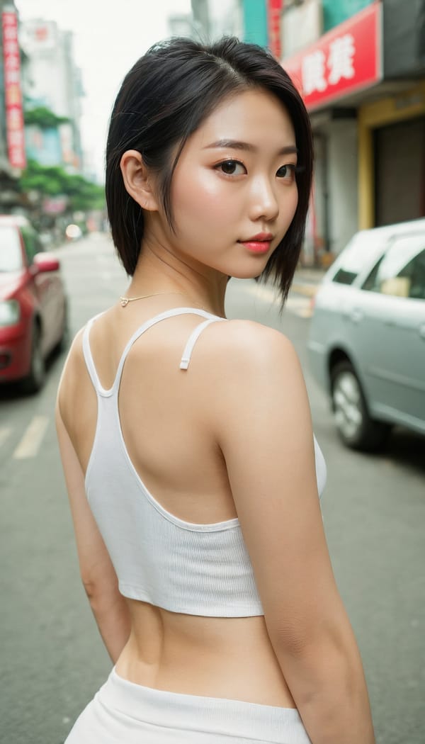 Tags: 21872187, SDXL
{"3": {"inputs": {"seed": 303010387895673, "steps": 32, "cfg": 7.26, "sampler_name": "dpmpp_2m", "scheduler": "karras", "denoise": 1.0, "model": ["27", 0], "positive": ["6", 0], "negative": ["7", 0], "latent_image": ["5", 0]}, "class_type": "KSampler"}, "4": {"inputs": {"ckpt_name": "juggernautxl.safetensors"}, "class_type": "CheckpointLoaderSimple"}, "5": {"inputs": {"width": 768, "height": 1344, "batch_size": 1}, "class_type": "EmptyLatentImage"}, "6": {"inputs": {"text": "26 year old girl, (taiwanese:0.96), (eyelashes:1.01), (slim:0.97), (blush:1.00), (pale skin:0.99), (detailed face:0.96), (sexy lips:1.04), (seductive pose:0.98), (cute:1.01), (beautiful eyes:1.12), (idol:1.13), (perky ass:1.09), (exposed ass:0.95), (looking back:0.97), (sexy ass:0.96), (thigh gap:1.14), (white tanktop:1.06), busy street, (film:1.04), (RAW:1.01), (natural looking skin:1.02), (detailed skin:1.07), (textured skin:1.09), (soft lighting:1.01), (candid cinema:1.09), (skin fuzz:1.04), (portra:1.03)", "clip": ["27", 1]}, "class_type": "CLIPTextEncode"}, "7": {"inputs": {"text": "(twisted:1.07), (low resolution:1.13), (watermark:1.06), (worst quality:1.13), (open mouth:1.09), (bad hands:1.10), (distorted:1.12)", "clip": ["27", 1]}, "class_type": "CLIPTextEncode"}, "8": {"inputs": {"samples": ["3", 0], "vae": ["4", 2]}, "class_type": "VAEDecode"}, "25": {"inputs": {"lora_name": "nudify_xl.safetensors", "strength_model": 0.08, "strength_clip": 0.23, "model": ["4", 0], "clip": ["4", 1]}, "class_type": "LoraLoader"}, "26": {"inputs": {"lora_name": "shirtlift_SDXL_v2.safetensors", "strength_model": 0.11, "strength_clip": 0.12, "model": ["25", 0], "clip": ["25", 1]}, "class_type": "LoraLoader"}, "27": {"inputs": {"lora_name": "PerfectEyesXL.safetensors", "strength_model": 0.09, "strength_clip": 0.13, "model": ["26", 0], "clip": ["26", 1]}, "class_type": "LoraLoader"}, "30": {"inputs": {"model_name": "4x_NMKD-Superscale-SP_178000_G.pth"}, "class_type": "UpscaleModelLoader"}, "31": {"inputs": {"upscale_model": ["30", 0], "image": ["8", 0]}, "class_type": "ImageUpscaleWithModel"}, "32": {"inputs": {"upscale_method": "lanczos", "scale_by": 0.5, "image": ["31", 0]}, "class_type": "ImageScaleBy"}, "33": {"inputs": {"pixels": ["32", 0], "vae": ["4", 2]}, "class_type": "VAEEncode"}, "34": {"inputs": {"seed": 303010387895673, "steps": 32, "cfg": 7.26, "sampler_name": "dpmpp_2m", "scheduler": "karras", "denoise": 0.3, "model": ["27", 0], "positive": ["6", 0], "negative": ["7", 0], "latent_image": ["33", 0]}, "class_type": "KSampler"}, "36": {"inputs": {"samples": ["34", 0], "vae": ["4", 2]}, "class_type": "VAEDecode"}, "39": {"inputs": {"filename_prefix": "comfyapi-1725869189055", "images": ["36", 0]}, "class_type": "SaveImage"}}