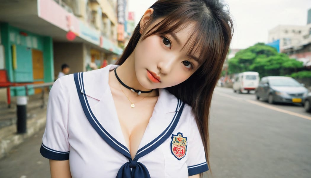 Tags: 21872187, SDXL
{"3": {"inputs": {"seed": 996801147356938, "steps": 64, "cfg": 5.75, "sampler_name": "dpmpp_2m", "scheduler": "karras", "denoise": 1.0, "model": ["27", 0], "positive": ["6", 0], "negative": ["7", 0], "latent_image": ["5", 0]}, "class_type": "KSampler"}, "4": {"inputs": {"ckpt_name": "helloworldxl.safetensors"}, "class_type": "CheckpointLoaderSimple"}, "5": {"inputs": {"width": 1344, "height": 768, "batch_size": 1}, "class_type": "EmptyLatentImage"}, "6": {"inputs": {"text": "20 year old girl, (taiwanese:1.03), (cute:1.08), (beautiful eyes:1.13), (double eyelids:1.14), (blush:1.07), (temptress:0.96), (seductive pose:1.14), (detailed face:1.05), (pale skin:1.03), (eyelashes:1.09), (idol:1.14), (sexy lips:1.01), (seductive facial expression:1.05), (slim:0.97), (in a seductive pose:1.05), (large perky breasts:1.10), (cleavage:1.12), (thigh gap:1.01), (school uniform:1.11), choker, busy street, (RAW:1.07), (soft lighting:1.01), (candid cinema:1.08), (film:1.00), (detailed skin:1.06), (skin fuzz:1.00), (textured skin:1.04), (portra:1.05), (natural looking skin:1.08)", "clip": ["27", 1]}, "class_type": "CLIPTextEncode"}, "7": {"inputs": {"text": "(twisted:1.10), (distorted:1.07), (worst quality:1.12), (watermark:1.09), (open mouth:1.14), (bad hands:1.14), (low resolution:1.08)", "clip": ["27", 1]}, "class_type": "CLIPTextEncode"}, "8": {"inputs": {"samples": ["3", 0], "vae": ["4", 2]}, "class_type": "VAEDecode"}, "25": {"inputs": {"lora_name": "nudify_xl.safetensors", "strength_model": 0.06, "strength_clip": 0.3, "model": ["4", 0], "clip": ["4", 1]}, "class_type": "LoraLoader"}, "26": {"inputs": {"lora_name": "shirtlift_SDXL_v2.safetensors", "strength_model": 0.07, "strength_clip": 0.03, "model": ["25", 0], "clip": ["25", 1]}, "class_type": "LoraLoader"}, "27": {"inputs": {"lora_name": "PerfectEyesXL.safetensors", "strength_model": 0.1, "strength_clip": 0.12, "model": ["26", 0], "clip": ["26", 1]}, "class_type": "LoraLoader"}, "30": {"inputs": {"model_name": "4x_NMKD-Superscale-SP_178000_G.pth"}, "class_type": "UpscaleModelLoader"}, "31": {"inputs": {"upscale_model": ["30", 0], "image": ["8", 0]}, "class_type": "ImageUpscaleWithModel"}, "32": {"inputs": {"upscale_method": "lanczos", "scale_by": 0.5, "image": ["31", 0]}, "class_type": "ImageScaleBy"}, "33": {"inputs": {"pixels": ["32", 0], "vae": ["4", 2]}, "class_type": "VAEEncode"}, "34": {"inputs": {"seed": 996801147356938, "steps": 64, "cfg": 5.75, "sampler_name": "dpmpp_2m", "scheduler": "karras", "denoise": 0.3, "model": ["27", 0], "positive": ["6", 0], "negative": ["7", 0], "latent_image": ["33", 0]}, "class_type": "KSampler"}, "36": {"inputs": {"samples": ["34", 0], "vae": ["4", 2]}, "class_type": "VAEDecode"}, "39": {"inputs": {"filename_prefix": "comfyapi-1726671103078", "images": ["36", 0]}, "class_type": "SaveImage"}}