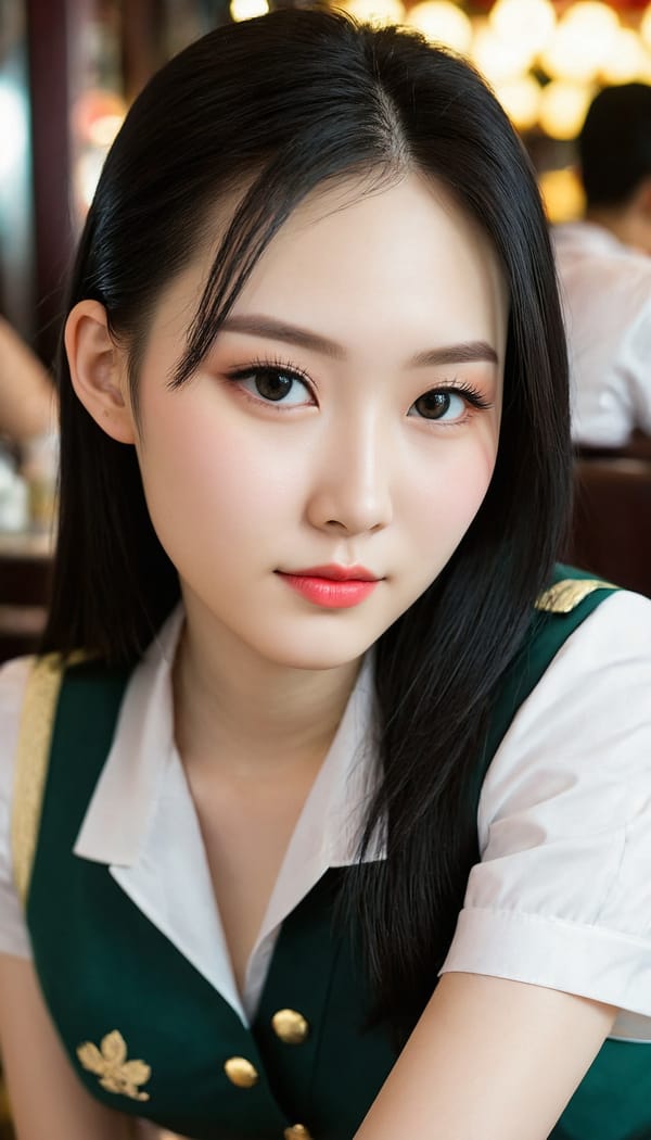 Tags: 21872187, SDXL
{"3": {"inputs": {"seed": 976335345786122, "steps": 32, "cfg": 7.22, "sampler_name": "dpmpp_2m", "scheduler": "karras", "denoise": 1.0, "model": ["27", 0], "positive": ["6", 0], "negative": ["7", 0], "latent_image": ["5", 0]}, "class_type": "KSampler"}, "4": {"inputs": {"ckpt_name": "juggernautXL_v8Rundiffusion.safetensors"}, "class_type": "CheckpointLoaderSimple"}, "5": {"inputs": {"width": 768, "height": 1344, "batch_size": 1}, "class_type": "EmptyLatentImage"}, "6": {"inputs": {"text": "20 year old girl, (irish:1.13), (chinese:1.07), (russian:1.12), (taiwanese:1.02), (pale skin:1.09), (seductive facial expression:1.01), (eyelashes:0.98), (double eyelids:0.95), (beautiful eyes:1.03), (temptress:1.02), (detailed face:1.06), (idol:1.11), (cute:1.03), (sexy lips:0.98), (blush:1.09), (seductive pose:1.00), (slim:1.01), (in a seductive pose:1.11), (large perky breasts:1.12), (cleavage:1.06), (thigh gap:1.05), (a waitress in uniform:1.09) working at a restaurant, (soft lighting:1.04), (textured skin:1.05), (natural looking skin:1.05), (skin fuzz:1.00), (detailed skin:1.03), (RAW:1.00), (candid cinema:1.09), (portra:1.07), (film:1.04)", "clip": ["27", 1]}, "class_type": "CLIPTextEncode"}, "7": {"inputs": {"text": "(distorted:1.13), (open mouth:1.12), (bad hands:1.06), (watermark:1.11), (twisted:1.09), (worst quality:1.06), (low resolution:1.11)", "clip": ["27", 1]}, "class_type": "CLIPTextEncode"}, "8": {"inputs": {"samples": ["3", 0], "vae": ["4", 2]}, "class_type": "VAEDecode"}, "25": {"inputs": {"lora_name": "nudify_xl.safetensors", "strength_model": 0.22, "strength_clip": 0.35, "model": ["4", 0], "clip": ["4", 1]}, "class_type": "LoraLoader"}, "26": {"inputs": {"lora_name": "shirtlift_SDXL_v2.safetensors", "strength_model": 0.07, "strength_clip": 0.18, "model": ["25", 0], "clip": ["25", 1]}, "class_type": "LoraLoader"}, "27": {"inputs": {"lora_name": "PerfectEyesXL.safetensors", "strength_model": 0.02, "strength_clip": 0.14, "model": ["26", 0], "clip": ["26", 1]}, "class_type": "LoraLoader"}, "30": {"inputs": {"model_name": "4x_NMKD-Superscale-SP_178000_G.pth"}, "class_type": "UpscaleModelLoader"}, "31": {"inputs": {"upscale_model": ["30", 0], "image": ["8", 0]}, "class_type": "ImageUpscaleWithModel"}, "32": {"inputs": {"upscale_method": "lanczos", "scale_by": 0.5, "image": ["31", 0]}, "class_type": "ImageScaleBy"}, "33": {"inputs": {"pixels": ["32", 0], "vae": ["4", 2]}, "class_type": "VAEEncode"}, "34": {"inputs": {"seed": 976335345786122, "steps": 32, "cfg": 7.22, "sampler_name": "dpmpp_2m", "scheduler": "karras", "denoise": 0.3, "model": ["27", 0], "positive": ["6", 0], "negative": ["7", 0], "latent_image": ["33", 0]}, "class_type": "KSampler"}, "36": {"inputs": {"samples": ["34", 0], "vae": ["4", 2]}, "class_type": "VAEDecode"}, "39": {"inputs": {"filename_prefix": "comfyapi-1707239064455", "images": ["36", 0]}, "class_type": "SaveImage"}}