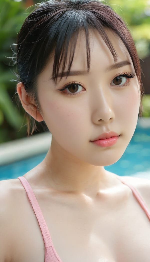 Tags: 21872187, SDXL
{"3": {"inputs": {"seed": 662764803123140, "steps": 64, "cfg": 6.1, "sampler_name": "dpmpp_2m", "scheduler": "karras", "denoise": 1.0, "model": ["27", 0], "positive": ["6", 0], "negative": ["7", 0], "latent_image": ["5", 0]}, "class_type": "KSampler"}, "4": {"inputs": {"ckpt_name": "juggernautxl.safetensors"}, "class_type": "CheckpointLoaderSimple"}, "5": {"inputs": {"width": 768, "height": 1344, "batch_size": 1}, "class_type": "EmptyLatentImage"}, "6": {"inputs": {"text": "20 year old girl, (chinese:0.97), (blush:1.10), (temptress:0.97), (seductive facial expression:1.09), (beautiful eyes:1.09), (pale skin:1.01), (cute:1.12), (sexy lips:1.09), (slim:1.05), (double eyelids:1.01), (eyelashes:1.10), (idol:1.11), (seductive pose:1.09), (detailed face:0.99), (in a seductive pose:0.98), (large perky breasts:0.97), (cleavage:1.07), (thigh gap:0.98), (in a swimsuit:1.03) at a pool, (candid cinema:1.02), (detailed skin:1.08), (soft lighting:1.09), (skin fuzz:1.00), (natural looking skin:1.06), (RAW:1.03), (portra:1.00), (textured skin:1.07), (film:1.00)", "clip": ["27", 1]}, "class_type": "CLIPTextEncode"}, "7": {"inputs": {"text": "(watermark:1.10), (open mouth:1.12), (bad hands:1.14), (distorted:1.08), (twisted:1.10), (low resolution:1.06)", "clip": ["27", 1]}, "class_type": "CLIPTextEncode"}, "8": {"inputs": {"samples": ["3", 0], "vae": ["4", 2]}, "class_type": "VAEDecode"}, "25": {"inputs": {"lora_name": "nudify_xl.safetensors", "strength_model": 0.1, "strength_clip": 0.22, "model": ["4", 0], "clip": ["4", 1]}, "class_type": "LoraLoader"}, "26": {"inputs": {"lora_name": "shirtlift_SDXL_v2.safetensors", "strength_model": 0.13, "strength_clip": 0.15, "model": ["25", 0], "clip": ["25", 1]}, "class_type": "LoraLoader"}, "27": {"inputs": {"lora_name": "PerfectEyesXL.safetensors", "strength_model": 0.05, "strength_clip": 0.07, "model": ["26", 0], "clip": ["26", 1]}, "class_type": "LoraLoader"}, "30": {"inputs": {"model_name": "4x_NMKD-Superscale-SP_178000_G.pth"}, "class_type": "UpscaleModelLoader"}, "31": {"inputs": {"upscale_model": ["30", 0], "image": ["8", 0]}, "class_type": "ImageUpscaleWithModel"}, "32": {"inputs": {"upscale_method": "lanczos", "scale_by": 0.5, "image": ["31", 0]}, "class_type": "ImageScaleBy"}, "33": {"inputs": {"pixels": ["32", 0], "vae": ["4", 2]}, "class_type": "VAEEncode"}, "34": {"inputs": {"seed": 662764803123140, "steps": 64, "cfg": 6.1, "sampler_name": "dpmpp_2m", "scheduler": "karras", "denoise": 0.3, "model": ["27", 0], "positive": ["6", 0], "negative": ["7", 0], "latent_image": ["33", 0]}, "class_type": "KSampler"}, "36": {"inputs": {"samples": ["34", 0], "vae": ["4", 2]}, "class_type": "VAEDecode"}, "39": {"inputs": {"filename_prefix": "comfyapi-1735914121506", "images": ["36", 0]}, "class_type": "SaveImage"}}