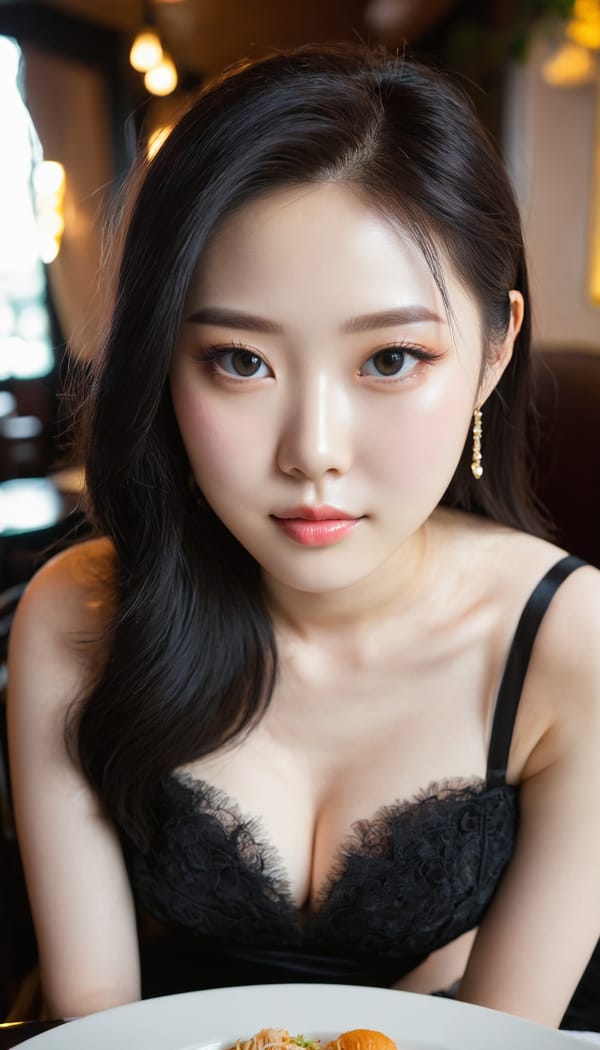 Tags: 21872187, SDXL
{"3": {"inputs": {"seed": 913644434023632, "steps": 32, "cfg": 6.75, "sampler_name": "dpmpp_2m", "scheduler": "karras", "denoise": 1.0, "model": ["27", 0], "positive": ["6", 0], "negative": ["7", 0], "latent_image": ["5", 0]}, "class_type": "KSampler"}, "4": {"inputs": {"ckpt_name": "juggernautxl.safetensors"}, "class_type": "CheckpointLoaderSimple"}, "5": {"inputs": {"width": 768, "height": 1344, "batch_size": 1}, "class_type": "EmptyLatentImage"}, "6": {"inputs": {"text": "23 year old girl, (chinese:1.10), (korean:1.10), (beautiful eyes:1.12), (pale skin:1.09), (double eyelids:1.01), (cute:1.05), (temptress:0.95), (slim:1.04), (detailed face:1.01), (idol:1.07), (seductive facial expression:0.98), (sexy lips:1.08), (eyelashes:0.95), (blush:0.95), (in a seductive pose:1.11), (large perky breasts:0.98), (cleavage:0.98), (thigh gap:0.99), (wearing a little black dress:0.96) at a fine dining restaurant, (natural looking skin:1.05), (detailed skin:1.01), (film:1.01), (portra:1.04), (RAW:1.04), (skin fuzz:1.04), (candid cinema:1.07), (soft lighting:1.07), (textured skin:1.08)", "clip": ["27", 1]}, "class_type": "CLIPTextEncode"}, "7": {"inputs": {"text": "(open mouth:1.09), (watermark:1.09), (worst quality:1.05), (low resolution:1.13), (bad hands:1.07), (distorted:1.12), (twisted:1.11)", "clip": ["27", 1]}, "class_type": "CLIPTextEncode"}, "8": {"inputs": {"samples": ["3", 0], "vae": ["4", 2]}, "class_type": "VAEDecode"}, "25": {"inputs": {"lora_name": "nudify_xl.safetensors", "strength_model": 0.14, "strength_clip": 0.15, "model": ["4", 0], "clip": ["4", 1]}, "class_type": "LoraLoader"}, "26": {"inputs": {"lora_name": "shirtlift_SDXL_v2.safetensors", "strength_model": 0.19, "strength_clip": 0.04, "model": ["25", 0], "clip": ["25", 1]}, "class_type": "LoraLoader"}, "27": {"inputs": {"lora_name": "PerfectEyesXL.safetensors", "strength_model": 0.03, "strength_clip": 0.06, "model": ["26", 0], "clip": ["26", 1]}, "class_type": "LoraLoader"}, "30": {"inputs": {"model_name": "4x_NMKD-Superscale-SP_178000_G.pth"}, "class_type": "UpscaleModelLoader"}, "31": {"inputs": {"upscale_model": ["30", 0], "image": ["8", 0]}, "class_type": "ImageUpscaleWithModel"}, "32": {"inputs": {"upscale_method": "lanczos", "scale_by": 0.5, "image": ["31", 0]}, "class_type": "ImageScaleBy"}, "33": {"inputs": {"pixels": ["32", 0], "vae": ["4", 2]}, "class_type": "VAEEncode"}, "34": {"inputs": {"seed": 913644434023632, "steps": 32, "cfg": 6.75, "sampler_name": "dpmpp_2m", "scheduler": "karras", "denoise": 0.3, "model": ["27", 0], "positive": ["6", 0], "negative": ["7", 0], "latent_image": ["33", 0]}, "class_type": "KSampler"}, "36": {"inputs": {"samples": ["34", 0], "vae": ["4", 2]}, "class_type": "VAEDecode"}, "39": {"inputs": {"filename_prefix": "comfyapi-1717448546874", "images": ["36", 0]}, "class_type": "SaveImage"}}