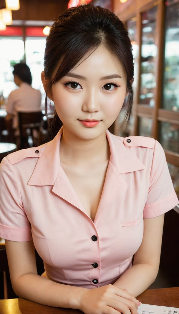 Tags: 21872187, SDXL
{"3": {"inputs": {"seed": 541075638152457, "steps": 32, "cfg": 5.2, "sampler_name": "dpmpp_2m", "scheduler": "karras", "denoise": 1.0, "model": ["27", 0], "positive": ["6", 0], "negative": ["7", 0], "latent_image": ["5", 0]}, "class_type": "KSampler"}, "4": {"inputs": {"ckpt_name": "juggernautXL_v8Rundiffusion.safetensors"}, "class_type": "CheckpointLoaderSimple"}, "5": {"inputs": {"width": 768, "height": 1344, "batch_size": 1}, "class_type": "EmptyLatentImage"}, "6": {"inputs": {"text": "24 year old girl, (taiwanese:1.02), (blush:1.05), (eyelashes:1.03), (detailed face:1.06), (beautiful eyes:0.98), (seductive facial expression:1.00), (seductive pose:0.98), (pale skin:0.98), (double eyelids:1.03), (cute:0.95), (temptress:0.99), (sexy lips:1.02), (idol:0.96), (slim:1.12), (in a seductive pose:1.09), (large perky breasts:0.99), (cleavage:0.95), (thigh gap:0.98), (a waitress in uniform:1.12) working at a restaurant, (RAW:1.03), (skin fuzz:1.01), (film:1.07), (candid cinema:1.07), (soft lighting:1.08), (detailed skin:1.01), (textured skin:1.09), (natural looking skin:1.06), (portra:1.07)", "clip": ["27", 1]}, "class_type": "CLIPTextEncode"}, "7": {"inputs": {"text": "(worst quality:1.13), (distorted:1.05), (bad hands:1.05), (open mouth:1.12), (watermark:1.05), (low resolution:1.06), (twisted:1.07)", "clip": ["27", 1]}, "class_type": "CLIPTextEncode"}, "8": {"inputs": {"samples": ["3", 0], "vae": ["4", 2]}, "class_type": "VAEDecode"}, "25": {"inputs": {"lora_name": "nudify_xl.safetensors", "strength_model": 0.3, "strength_clip": 0.14, "model": ["4", 0], "clip": ["4", 1]}, "class_type": "LoraLoader"}, "26": {"inputs": {"lora_name": "shirtlift_SDXL_v2.safetensors", "strength_model": 0.19, "strength_clip": 0.15, "model": ["25", 0], "clip": ["25", 1]}, "class_type": "LoraLoader"}, "27": {"inputs": {"lora_name": "PerfectEyesXL.safetensors", "strength_model": 0.0, "strength_clip": 0.14, "model": ["26", 0], "clip": ["26", 1]}, "class_type": "LoraLoader"}, "30": {"inputs": {"model_name": "4x_NMKD-Superscale-SP_178000_G.pth"}, "class_type": "UpscaleModelLoader"}, "31": {"inputs": {"upscale_model": ["30", 0], "image": ["8", 0]}, "class_type": "ImageUpscaleWithModel"}, "32": {"inputs": {"upscale_method": "lanczos", "scale_by": 0.5, "image": ["31", 0]}, "class_type": "ImageScaleBy"}, "33": {"inputs": {"pixels": ["32", 0], "vae": ["4", 2]}, "class_type": "VAEEncode"}, "34": {"inputs": {"seed": 541075638152457, "steps": 32, "cfg": 5.2, "sampler_name": "dpmpp_2m", "scheduler": "karras", "denoise": 0.3, "model": ["27", 0], "positive": ["6", 0], "negative": ["7", 0], "latent_image": ["33", 0]}, "class_type": "KSampler"}, "36": {"inputs": {"samples": ["34", 0], "vae": ["4", 2]}, "class_type": "VAEDecode"}, "39": {"inputs": {"filename_prefix": "comfyapi-1707477577039", "images": ["36", 0]}, "class_type": "SaveImage"}}