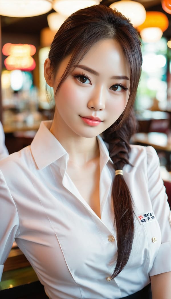 Tags: 21872187, SDXL
{"3": {"inputs": {"seed": 432657145968991, "steps": 32, "cfg": 7.22, "sampler_name": "dpmpp_2m", "scheduler": "karras", "denoise": 1.0, "model": ["27", 0], "positive": ["6", 0], "negative": ["7", 0], "latent_image": ["5", 0]}, "class_type": "KSampler"}, "4": {"inputs": {"ckpt_name": "juggernautxl.safetensors"}, "class_type": "CheckpointLoaderSimple"}, "5": {"inputs": {"width": 768, "height": 1344, "batch_size": 1}, "class_type": "EmptyLatentImage"}, "6": {"inputs": {"text": "28 year old girl, (japanese:1.05), (russian:1.14), (seductive pose:1.14), (sexy lips:1.06), (pale skin:1.01), (blush:0.98), (double eyelids:0.99), (idol:1.07), (cute:1.00), (eyelashes:1.13), (beautiful eyes:1.01), (seductive facial expression:0.99), (detailed face:0.98), (slim:1.03), (on all fours:1.13), (spreading ass cheeks:1.01), (from behind:1.10), (backboob:0.95), (a waitress in uniform:1.06) working at a restaurant, (detailed skin:1.02), (skin fuzz:1.06), (RAW:1.04), (soft lighting:1.02), (natural looking skin:1.07), (film:1.06), (textured skin:1.03), (candid cinema:1.05), (portra:1.06)", "clip": ["27", 1]}, "class_type": "CLIPTextEncode"}, "7": {"inputs": {"text": "(distorted:1.07), (worst quality:1.12), (open mouth:1.12), (twisted:1.13), (bad hands:1.08), (low resolution:1.12)", "clip": ["27", 1]}, "class_type": "CLIPTextEncode"}, "8": {"inputs": {"samples": ["3", 0], "vae": ["4", 2]}, "class_type": "VAEDecode"}, "25": {"inputs": {"lora_name": "nudify_xl.safetensors", "strength_model": 0.01, "strength_clip": 0.17, "model": ["4", 0], "clip": ["4", 1]}, "class_type": "LoraLoader"}, "26": {"inputs": {"lora_name": "shirtlift_SDXL_v2.safetensors", "strength_model": 0.19, "strength_clip": 0.12, "model": ["25", 0], "clip": ["25", 1]}, "class_type": "LoraLoader"}, "27": {"inputs": {"lora_name": "PerfectEyesXL.safetensors", "strength_model": 0.04, "strength_clip": 0.15, "model": ["26", 0], "clip": ["26", 1]}, "class_type": "LoraLoader"}, "30": {"inputs": {"model_name": "4x_NMKD-Superscale-SP_178000_G.pth"}, "class_type": "UpscaleModelLoader"}, "31": {"inputs": {"upscale_model": ["30", 0], "image": ["8", 0]}, "class_type": "ImageUpscaleWithModel"}, "32": {"inputs": {"upscale_method": "lanczos", "scale_by": 0.5, "image": ["31", 0]}, "class_type": "ImageScaleBy"}, "33": {"inputs": {"pixels": ["32", 0], "vae": ["4", 2]}, "class_type": "VAEEncode"}, "34": {"inputs": {"seed": 432657145968991, "steps": 32, "cfg": 7.22, "sampler_name": "dpmpp_2m", "scheduler": "karras", "denoise": 0.3, "model": ["27", 0], "positive": ["6", 0], "negative": ["7", 0], "latent_image": ["33", 0]}, "class_type": "KSampler"}, "36": {"inputs": {"samples": ["34", 0], "vae": ["4", 2]}, "class_type": "VAEDecode"}, "39": {"inputs": {"filename_prefix": "comfyapi-1713875267947", "images": ["36", 0]}, "class_type": "SaveImage"}}