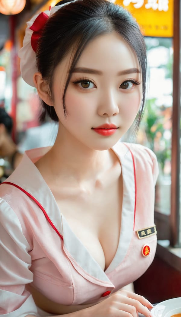 Tags: 21872187, SDXL
{"3": {"inputs": {"seed": 376275488640516, "steps": 32, "cfg": 5.91, "sampler_name": "dpmpp_2m", "scheduler": "karras", "denoise": 1.0, "model": ["27", 0], "positive": ["6", 0], "negative": ["7", 0], "latent_image": ["5", 0]}, "class_type": "KSampler"}, "4": {"inputs": {"ckpt_name": "juggernautxl.safetensors"}, "class_type": "CheckpointLoaderSimple"}, "5": {"inputs": {"width": 768, "height": 1344, "batch_size": 1}, "class_type": "EmptyLatentImage"}, "6": {"inputs": {"text": "23 year old girl, (chinese:0.96), (sexy lips:1.08), (blush:1.10), (beautiful eyes:1.11), (pale skin:1.09), (seductive facial expression:1.00), (eyelashes:1.11), (slim:1.03), (temptress:1.02), (detailed face:1.12), (idol:1.04), (double eyelids:0.95), (cute:1.03), (on all fours:1.12), (spreading ass cheeks:0.99), (from behind:1.02), (backboob:0.98), (a waitress in uniform:1.08) working at a restaurant, (natural looking skin:1.07), (detailed skin:1.00), (film:1.08), (portra:1.08), (skin fuzz:1.02), (soft lighting:1.00), (textured skin:1.01), (candid cinema:1.07), (RAW:1.07)", "clip": ["27", 1]}, "class_type": "CLIPTextEncode"}, "7": {"inputs": {"text": "(bad hands:1.14), (distorted:1.12), (watermark:1.08), (worst quality:1.10), (open mouth:1.06), (twisted:1.13), (low resolution:1.06)", "clip": ["27", 1]}, "class_type": "CLIPTextEncode"}, "8": {"inputs": {"samples": ["3", 0], "vae": ["4", 2]}, "class_type": "VAEDecode"}, "25": {"inputs": {"lora_name": "nudify_xl.safetensors", "strength_model": 0.19, "strength_clip": 0.1, "model": ["4", 0], "clip": ["4", 1]}, "class_type": "LoraLoader"}, "26": {"inputs": {"lora_name": "shirtlift_SDXL_v2.safetensors", "strength_model": 0.02, "strength_clip": 0.19, "model": ["25", 0], "clip": ["25", 1]}, "class_type": "LoraLoader"}, "27": {"inputs": {"lora_name": "PerfectEyesXL.safetensors", "strength_model": 0.12, "strength_clip": 0.0, "model": ["26", 0], "clip": ["26", 1]}, "class_type": "LoraLoader"}, "30": {"inputs": {"model_name": "4x_NMKD-Superscale-SP_178000_G.pth"}, "class_type": "UpscaleModelLoader"}, "31": {"inputs": {"upscale_model": ["30", 0], "image": ["8", 0]}, "class_type": "ImageUpscaleWithModel"}, "32": {"inputs": {"upscale_method": "lanczos", "scale_by": 0.5, "image": ["31", 0]}, "class_type": "ImageScaleBy"}, "33": {"inputs": {"pixels": ["32", 0], "vae": ["4", 2]}, "class_type": "VAEEncode"}, "34": {"inputs": {"seed": 376275488640516, "steps": 32, "cfg": 5.91, "sampler_name": "dpmpp_2m", "scheduler": "karras", "denoise": 0.3, "model": ["27", 0], "positive": ["6", 0], "negative": ["7", 0], "latent_image": ["33", 0]}, "class_type": "KSampler"}, "36": {"inputs": {"samples": ["34", 0], "vae": ["4", 2]}, "class_type": "VAEDecode"}, "39": {"inputs": {"filename_prefix": "comfyapi-1732615251842", "images": ["36", 0]}, "class_type": "SaveImage"}}