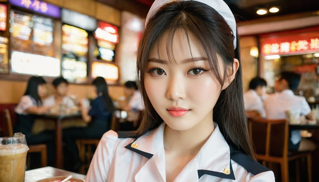 Tags: 21872187, SDXL
{"3": {"inputs": {"seed": 664408920315452, "steps": 32, "cfg": 6.82, "sampler_name": "dpmpp_2m", "scheduler": "karras", "denoise": 1.0, "model": ["27", 0], "positive": ["6", 0], "negative": ["7", 0], "latent_image": ["5", 0]}, "class_type": "KSampler"}, "4": {"inputs": {"ckpt_name": "juggernautxl.safetensors"}, "class_type": "CheckpointLoaderSimple"}, "5": {"inputs": {"width": 1344, "height": 768, "batch_size": 1}, "class_type": "EmptyLatentImage"}, "6": {"inputs": {"text": "20 year old girl, (taiwanese:1.05), (beautiful eyes:0.97), (seductive facial expression:1.00), (blush:1.04), (idol:1.03), (double eyelids:1.06), (detailed face:0.95), (pale skin:1.10), (eyelashes:1.12), (sexy lips:1.03), (in a seductive pose:1.13), (large perky breasts:1.03), (cleavage:0.98), (thigh gap:0.95), (a waitress in uniform:1.12) working at a restaurant, (textured skin:1.08), (soft lighting:1.04), (portra:1.07), (film:1.00), (natural looking skin:1.07), (skin fuzz:1.05), (detailed skin:1.05), (RAW:1.04), (candid cinema:1.06)", "clip": ["27", 1]}, "class_type": "CLIPTextEncode"}, "7": {"inputs": {"text": "(twisted:1.11), (watermark:1.05), (worst quality:1.14), (distorted:1.09), (open mouth:1.09), (bad hands:1.09), (low resolution:1.06)", "clip": ["27", 1]}, "class_type": "CLIPTextEncode"}, "8": {"inputs": {"samples": ["3", 0], "vae": ["4", 2]}, "class_type": "VAEDecode"}, "25": {"inputs": {"lora_name": "nudify_xl.safetensors", "strength_model": 0.05, "strength_clip": 0.15, "model": ["4", 0], "clip": ["4", 1]}, "class_type": "LoraLoader"}, "26": {"inputs": {"lora_name": "shirtlift_SDXL_v2.safetensors", "strength_model": 0.05, "strength_clip": 0.04, "model": ["25", 0], "clip": ["25", 1]}, "class_type": "LoraLoader"}, "27": {"inputs": {"lora_name": "PerfectEyesXL.safetensors", "strength_model": 0.12, "strength_clip": 0.01, "model": ["26", 0], "clip": ["26", 1]}, "class_type": "LoraLoader"}, "30": {"inputs": {"model_name": "4x_NMKD-Superscale-SP_178000_G.pth"}, "class_type": "UpscaleModelLoader"}, "31": {"inputs": {"upscale_model": ["30", 0], "image": ["8", 0]}, "class_type": "ImageUpscaleWithModel"}, "32": {"inputs": {"upscale_method": "lanczos", "scale_by": 0.5, "image": ["31", 0]}, "class_type": "ImageScaleBy"}, "33": {"inputs": {"pixels": ["32", 0], "vae": ["4", 2]}, "class_type": "VAEEncode"}, "34": {"inputs": {"seed": 664408920315452, "steps": 32, "cfg": 6.82, "sampler_name": "dpmpp_2m", "scheduler": "karras", "denoise": 0.3, "model": ["27", 0], "positive": ["6", 0], "negative": ["7", 0], "latent_image": ["33", 0]}, "class_type": "KSampler"}, "36": {"inputs": {"samples": ["34", 0], "vae": ["4", 2]}, "class_type": "VAEDecode"}, "39": {"inputs": {"filename_prefix": "comfyapi-1723781966848", "images": ["36", 0]}, "class_type": "SaveImage"}}