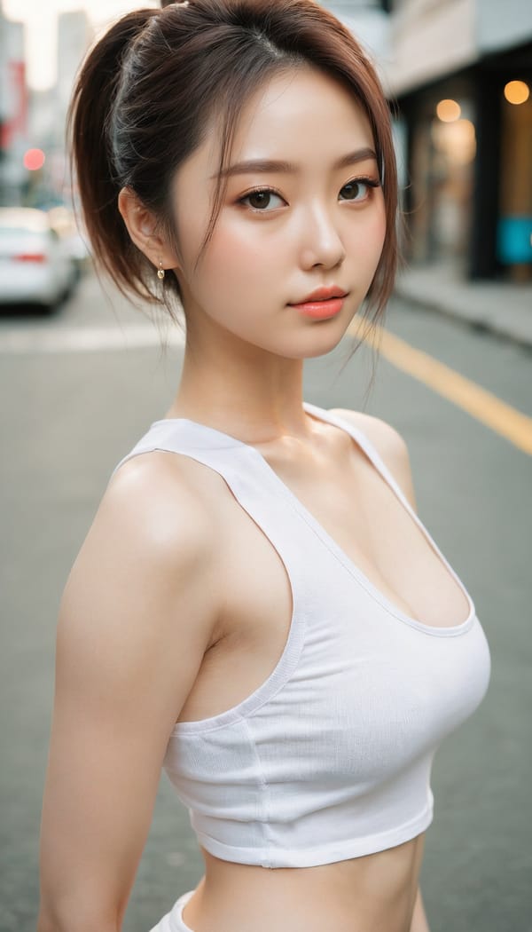 Tags: 21872187, SDXL
{"3": {"inputs": {"seed": 320390644030594, "steps": 64, "cfg": 6.48, "sampler_name": "dpmpp_2m", "scheduler": "karras", "denoise": 1.0, "model": ["27", 0], "positive": ["6", 0], "negative": ["7", 0], "latent_image": ["5", 0]}, "class_type": "KSampler"}, "4": {"inputs": {"ckpt_name": "juggernautxl.safetensors"}, "class_type": "CheckpointLoaderSimple"}, "5": {"inputs": {"width": 768, "height": 1344, "batch_size": 1}, "class_type": "EmptyLatentImage"}, "6": {"inputs": {"text": "24 year old girl, (russian:1.03), (korean:1.08), (pale skin:0.95), (detailed face:1.02), (seductive pose:1.13), (seductive facial expression:0.96), (beautiful eyes:0.97), (eyelashes:1.00), (sexy lips:1.04), (cute:1.08), (double eyelids:0.96), (temptress:1.03), (blush:1.00), (idol:1.14), (slim:1.10), (perky ass:1.02), (exposed ass:1.07), (looking back:0.95), (sexy ass:1.00), (thigh gap:0.97), (white tanktop:1.11), busy street, (RAW:1.04), (natural looking skin:1.04), (soft lighting:1.07), (portra:1.00), (detailed skin:1.02), (film:1.06), (candid cinema:1.01), (skin fuzz:1.09)", "clip": ["27", 1]}, "class_type": "CLIPTextEncode"}, "7": {"inputs": {"text": "(open mouth:1.12), (distorted:1.13), (worst quality:1.06), (watermark:1.12), (low resolution:1.05), (twisted:1.13), (bad hands:1.09)", "clip": ["27", 1]}, "class_type": "CLIPTextEncode"}, "8": {"inputs": {"samples": ["3", 0], "vae": ["4", 2]}, "class_type": "VAEDecode"}, "25": {"inputs": {"lora_name": "nudify_xl.safetensors", "strength_model": 0.11, "strength_clip": 0.27, "model": ["4", 0], "clip": ["4", 1]}, "class_type": "LoraLoader"}, "26": {"inputs": {"lora_name": "shirtlift_SDXL_v2.safetensors", "strength_model": 0.14, "strength_clip": 0.03, "model": ["25", 0], "clip": ["25", 1]}, "class_type": "LoraLoader"}, "27": {"inputs": {"lora_name": "PerfectEyesXL.safetensors", "strength_model": 0.0, "strength_clip": 0.17, "model": ["26", 0], "clip": ["26", 1]}, "class_type": "LoraLoader"}, "30": {"inputs": {"model_name": "4x_NMKD-Superscale-SP_178000_G.pth"}, "class_type": "UpscaleModelLoader"}, "31": {"inputs": {"upscale_model": ["30", 0], "image": ["8", 0]}, "class_type": "ImageUpscaleWithModel"}, "32": {"inputs": {"upscale_method": "lanczos", "scale_by": 0.5, "image": ["31", 0]}, "class_type": "ImageScaleBy"}, "33": {"inputs": {"pixels": ["32", 0], "vae": ["4", 2]}, "class_type": "VAEEncode"}, "34": {"inputs": {"seed": 320390644030594, "steps": 64, "cfg": 6.48, "sampler_name": "dpmpp_2m", "scheduler": "karras", "denoise": 0.3, "model": ["27", 0], "positive": ["6", 0], "negative": ["7", 0], "latent_image": ["33", 0]}, "class_type": "KSampler"}, "36": {"inputs": {"samples": ["34", 0], "vae": ["4", 2]}, "class_type": "VAEDecode"}, "39": {"inputs": {"filename_prefix": "comfyapi-1713540301626", "images": ["36", 0]}, "class_type": "SaveImage"}}