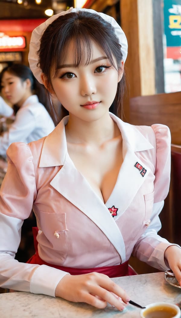 Tags: 21872187, SDXL
{"3": {"inputs": {"seed": 141453226155828, "steps": 64, "cfg": 5.46, "sampler_name": "dpmpp_2m", "scheduler": "karras", "denoise": 1.0, "model": ["27", 0], "positive": ["6", 0], "negative": ["7", 0], "latent_image": ["5", 0]}, "class_type": "KSampler"}, "4": {"inputs": {"ckpt_name": "juggernautxl.safetensors"}, "class_type": "CheckpointLoaderSimple"}, "5": {"inputs": {"width": 768, "height": 1344, "batch_size": 1}, "class_type": "EmptyLatentImage"}, "6": {"inputs": {"text": "23 year old girl, (japanese:1.08), (korean:1.05), (idol:1.12), (sexy lips:0.95), (cute:0.97), (slim:1.07), (detailed face:0.96), (eyelashes:1.10), (beautiful eyes:1.14), (seductive facial expression:1.02), (pale skin:1.03), (seductive pose:1.03), (double eyelids:0.99), (blush:0.97), (temptress:1.10), (in a seductive pose:1.14), (large perky breasts:1.02), (cleavage:1.11), (thigh gap:1.11), (a waitress in uniform:1.09) working at a restaurant, (RAW:1.05), (skin fuzz:1.01), (candid cinema:1.02), (detailed skin:1.09), (soft lighting:1.06), (film:1.04), (portra:1.06), (natural looking skin:1.08), (textured skin:1.03)", "clip": ["27", 1]}, "class_type": "CLIPTextEncode"}, "7": {"inputs": {"text": "(low resolution:1.13), (distorted:1.13), (bad hands:1.06), (open mouth:1.11), (twisted:1.09), (watermark:1.07), (worst quality:1.07)", "clip": ["27", 1]}, "class_type": "CLIPTextEncode"}, "8": {"inputs": {"samples": ["3", 0], "vae": ["4", 2]}, "class_type": "VAEDecode"}, "25": {"inputs": {"lora_name": "nudify_xl.safetensors", "strength_model": 0.34, "strength_clip": 0.3, "model": ["4", 0], "clip": ["4", 1]}, "class_type": "LoraLoader"}, "26": {"inputs": {"lora_name": "shirtlift_SDXL_v2.safetensors", "strength_model": 0.13, "strength_clip": 0.01, "model": ["25", 0], "clip": ["25", 1]}, "class_type": "LoraLoader"}, "27": {"inputs": {"lora_name": "PerfectEyesXL.safetensors", "strength_model": 0.13, "strength_clip": 0.16, "model": ["26", 0], "clip": ["26", 1]}, "class_type": "LoraLoader"}, "30": {"inputs": {"model_name": "4x_NMKD-Superscale-SP_178000_G.pth"}, "class_type": "UpscaleModelLoader"}, "31": {"inputs": {"upscale_model": ["30", 0], "image": ["8", 0]}, "class_type": "ImageUpscaleWithModel"}, "32": {"inputs": {"upscale_method": "lanczos", "scale_by": 0.5, "image": ["31", 0]}, "class_type": "ImageScaleBy"}, "33": {"inputs": {"pixels": ["32", 0], "vae": ["4", 2]}, "class_type": "VAEEncode"}, "34": {"inputs": {"seed": 141453226155828, "steps": 64, "cfg": 5.46, "sampler_name": "dpmpp_2m", "scheduler": "karras", "denoise": 0.3, "model": ["27", 0], "positive": ["6", 0], "negative": ["7", 0], "latent_image": ["33", 0]}, "class_type": "KSampler"}, "36": {"inputs": {"samples": ["34", 0], "vae": ["4", 2]}, "class_type": "VAEDecode"}, "39": {"inputs": {"filename_prefix": "comfyapi-1714415041324", "images": ["36", 0]}, "class_type": "SaveImage"}}