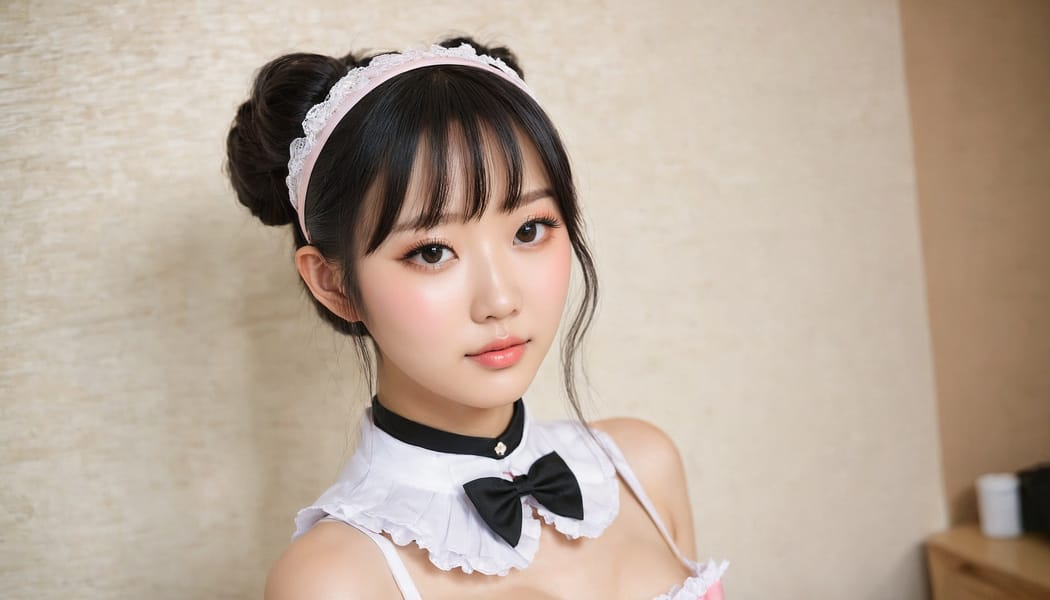 Tags: 21872187, SDXL
{"3": {"inputs": {"seed": 707063734639021, "steps": 64, "cfg": 5.46, "sampler_name": "dpmpp_2m", "scheduler": "karras", "denoise": 1.0, "model": ["27", 0], "positive": ["6", 0], "negative": ["7", 0], "latent_image": ["5", 0]}, "class_type": "KSampler"}, "4": {"inputs": {"ckpt_name": "juggernautxl.safetensors"}, "class_type": "CheckpointLoaderSimple"}, "5": {"inputs": {"width": 1344, "height": 768, "batch_size": 1}, "class_type": "EmptyLatentImage"}, "6": {"inputs": {"text": "24 year old girl, (korean:0.99), (chinese:1.08), (blush:1.04), (cute:0.99), (seductive facial expression:1.06), (double eyelids:1.05), (pale skin:1.01), (seductive pose:1.02), (detailed face:1.13), (beautiful eyes:0.96), (sexy lips:1.06), (eyelashes:1.08), (temptress:1.04), (idol:0.99), (slim:0.96), (perky ass:1.14), (exposed ass:0.99), (looking back:1.06), (sexy ass:0.97), (thigh gap:0.98), in a (skimpy maid costume:1.00) working at a maid cafe, choker, bowtie, headband, pleated skirt, (portra:1.00), (candid cinema:1.09), (soft lighting:1.09), (detailed skin:1.09), (skin fuzz:1.08), (film:1.03), (textured skin:1.07), (natural looking skin:1.05), (RAW:1.08)", "clip": ["27", 1]}, "class_type": "CLIPTextEncode"}, "7": {"inputs": {"text": "(twisted:1.09), (watermark:1.10), (worst quality:1.06), (low resolution:1.13), (bad hands:1.05), (open mouth:1.13), (distorted:1.13)", "clip": ["27", 1]}, "class_type": "CLIPTextEncode"}, "8": {"inputs": {"samples": ["3", 0], "vae": ["4", 2]}, "class_type": "VAEDecode"}, "25": {"inputs": {"lora_name": "nudify_xl.safetensors", "strength_model": 0.07, "strength_clip": 0.11, "model": ["4", 0], "clip": ["4", 1]}, "class_type": "LoraLoader"}, "26": {"inputs": {"lora_name": "shirtlift_SDXL_v2.safetensors", "strength_model": 0.06, "strength_clip": 0.12, "model": ["25", 0], "clip": ["25", 1]}, "class_type": "LoraLoader"}, "27": {"inputs": {"lora_name": "PerfectEyesXL.safetensors", "strength_model": 0.09, "strength_clip": 0.14, "model": ["26", 0], "clip": ["26", 1]}, "class_type": "LoraLoader"}, "30": {"inputs": {"model_name": "4x_NMKD-Superscale-SP_178000_G.pth"}, "class_type": "UpscaleModelLoader"}, "31": {"inputs": {"upscale_model": ["30", 0], "image": ["8", 0]}, "class_type": "ImageUpscaleWithModel"}, "32": {"inputs": {"upscale_method": "lanczos", "scale_by": 0.5, "image": ["31", 0]}, "class_type": "ImageScaleBy"}, "33": {"inputs": {"pixels": ["32", 0], "vae": ["4", 2]}, "class_type": "VAEEncode"}, "34": {"inputs": {"seed": 707063734639021, "steps": 64, "cfg": 5.46, "sampler_name": "dpmpp_2m", "scheduler": "karras", "denoise": 0.3, "model": ["27", 0], "positive": ["6", 0], "negative": ["7", 0], "latent_image": ["33", 0]}, "class_type": "KSampler"}, "36": {"inputs": {"samples": ["34", 0], "vae": ["4", 2]}, "class_type": "VAEDecode"}, "39": {"inputs": {"filename_prefix": "comfyapi-1734171697453", "images": ["36", 0]}, "class_type": "SaveImage"}}