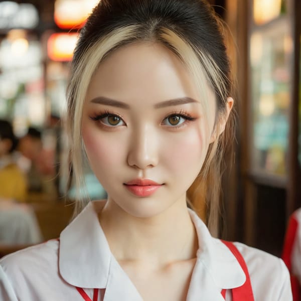Tags: 21872187, SDXL
{"3": {"inputs": {"seed": 817695630387537, "steps": 32, "cfg": 5.68, "sampler_name": "dpmpp_2m", "scheduler": "karras", "denoise": 1.0, "model": ["27", 0], "positive": ["6", 0], "negative": ["7", 0], "latent_image": ["5", 0]}, "class_type": "KSampler"}, "4": {"inputs": {"ckpt_name": "juggernautxl.safetensors"}, "class_type": "CheckpointLoaderSimple"}, "5": {"inputs": {"width": 1024, "height": 1024, "batch_size": 1}, "class_type": "EmptyLatentImage"}, "6": {"inputs": {"text": "25 year old girl, (chinese:0.97), (ukrainian:1.05), (sexy lips:0.98), (slim:1.06), (temptress:1.06), (pale skin:1.12), (beautiful eyes:1.07), (seductive pose:0.97), (cute:1.07), (eyelashes:0.99), (detailed face:0.99), (double eyelids:0.98), (blush:1.01), (seductive facial expression:0.96), (idol:1.02), (in a seductive pose:1.03), (large perky breasts:1.02), (cleavage:1.01), (thigh gap:1.05), (a waitress in uniform:1.13) working at a restaurant, (RAW:1.07), (textured skin:1.00), (natural looking skin:1.04), (soft lighting:1.06), (candid cinema:1.07), (film:1.01), (portra:1.02), (skin fuzz:1.06), (detailed skin:1.07)", "clip": ["27", 1]}, "class_type": "CLIPTextEncode"}, "7": {"inputs": {"text": "(watermark:1.08), (twisted:1.06), (low resolution:1.08), (worst quality:1.06), (distorted:1.12), (bad hands:1.08), (open mouth:1.07)", "clip": ["27", 1]}, "class_type": "CLIPTextEncode"}, "8": {"inputs": {"samples": ["3", 0], "vae": ["4", 2]}, "class_type": "VAEDecode"}, "25": {"inputs": {"lora_name": "nudify_xl.safetensors", "strength_model": 0.24, "strength_clip": 0.08, "model": ["4", 0], "clip": ["4", 1]}, "class_type": "LoraLoader"}, "26": {"inputs": {"lora_name": "shirtlift_SDXL_v2.safetensors", "strength_model": 0.03, "strength_clip": 0.06, "model": ["25", 0], "clip": ["25", 1]}, "class_type": "LoraLoader"}, "27": {"inputs": {"lora_name": "PerfectEyesXL.safetensors", "strength_model": 0.17, "strength_clip": 0.15, "model": ["26", 0], "clip": ["26", 1]}, "class_type": "LoraLoader"}, "30": {"inputs": {"model_name": "4x_NMKD-Superscale-SP_178000_G.pth"}, "class_type": "UpscaleModelLoader"}, "31": {"inputs": {"upscale_model": ["30", 0], "image": ["8", 0]}, "class_type": "ImageUpscaleWithModel"}, "32": {"inputs": {"upscale_method": "lanczos", "scale_by": 0.5, "image": ["31", 0]}, "class_type": "ImageScaleBy"}, "33": {"inputs": {"pixels": ["32", 0], "vae": ["4", 2]}, "class_type": "VAEEncode"}, "34": {"inputs": {"seed": 817695630387537, "steps": 32, "cfg": 5.68, "sampler_name": "dpmpp_2m", "scheduler": "karras", "denoise": 0.3, "model": ["27", 0], "positive": ["6", 0], "negative": ["7", 0], "latent_image": ["33", 0]}, "class_type": "KSampler"}, "36": {"inputs": {"samples": ["34", 0], "vae": ["4", 2]}, "class_type": "VAEDecode"}, "39": {"inputs": {"filename_prefix": "comfyapi-1710706960909", "images": ["36", 0]}, "class_type": "SaveImage"}}