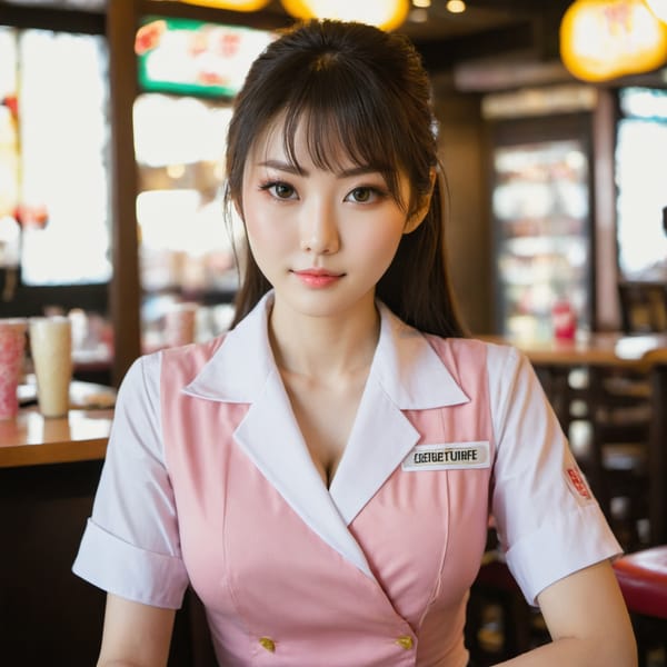Tags: 21872187, SDXL
{"3": {"inputs": {"seed": 731012553358188, "steps": 64, "cfg": 7.29, "sampler_name": "dpmpp_2m", "scheduler": "karras", "denoise": 1.0, "model": ["27", 0], "positive": ["6", 0], "negative": ["7", 0], "latent_image": ["5", 0]}, "class_type": "KSampler"}, "4": {"inputs": {"ckpt_name": "juggernautXL_v7Rundiffusion.safetensors"}, "class_type": "CheckpointLoaderSimple"}, "5": {"inputs": {"width": 1024, "height": 1024, "batch_size": 1}, "class_type": "EmptyLatentImage"}, "6": {"inputs": {"text": "25 year old girl, (japanese:0.97), (slim:1.00), (temptress:1.03), (blush:1.07), (seductive pose:1.11), (double eyelids:1.07), (pale skin:1.03), (sexy lips:0.97), (beautiful eyes:1.01), (seductive facial expression:0.99), (detailed face:1.11), (eyelashes:0.95), (idol:1.06), (in a seductive pose:1.03), (large perky breasts:0.96), (cleavage:1.02), (thigh gap:0.96), (a waitress in uniform:1.12) working at a restaurant, (candid cinema:1.03), (skin fuzz:1.08), (portra:1.07), (soft lighting:1.04), (film:1.09), (RAW:1.02), (natural looking skin:1.08), (detailed skin:1.05), (textured skin:1.06)", "clip": ["27", 1]}, "class_type": "CLIPTextEncode"}, "7": {"inputs": {"text": "(worst quality:1.12), (watermark:1.08), (open mouth:1.06), (bad hands:1.10), (low resolution:1.05), (twisted:1.10)", "clip": ["27", 1]}, "class_type": "CLIPTextEncode"}, "8": {"inputs": {"samples": ["3", 0], "vae": ["4", 2]}, "class_type": "VAEDecode"}, "25": {"inputs": {"lora_name": "nudify_xl.safetensors", "strength_model": 0.18, "strength_clip": 0.28, "model": ["4", 0], "clip": ["4", 1]}, "class_type": "LoraLoader"}, "26": {"inputs": {"lora_name": "shirtlift_SDXL_v2.safetensors", "strength_model": 0.05, "strength_clip": 0.12, "model": ["25", 0], "clip": ["25", 1]}, "class_type": "LoraLoader"}, "27": {"inputs": {"lora_name": "PerfectEyesXL.safetensors", "strength_model": 0.05, "strength_clip": 0.08, "model": ["26", 0], "clip": ["26", 1]}, "class_type": "LoraLoader"}, "30": {"inputs": {"model_name": "4x_NMKD-Superscale-SP_178000_G.pth"}, "class_type": "UpscaleModelLoader"}, "31": {"inputs": {"upscale_model": ["30", 0], "image": ["8", 0]}, "class_type": "ImageUpscaleWithModel"}, "32": {"inputs": {"upscale_method": "lanczos", "scale_by": 0.5, "image": ["31", 0]}, "class_type": "ImageScaleBy"}, "33": {"inputs": {"pixels": ["32", 0], "vae": ["4", 2]}, "class_type": "VAEEncode"}, "34": {"inputs": {"seed": 731012553358188, "steps": 64, "cfg": 7.29, "sampler_name": "dpmpp_2m", "scheduler": "karras", "denoise": 0.3, "model": ["27", 0], "positive": ["6", 0], "negative": ["7", 0], "latent_image": ["33", 0]}, "class_type": "KSampler"}, "36": {"inputs": {"samples": ["34", 0], "vae": ["4", 2]}, "class_type": "VAEDecode"}, "39": {"inputs": {"filename_prefix": "comfyapi-1705349671382", "images": ["36", 0]}, "class_type": "SaveImage"}}