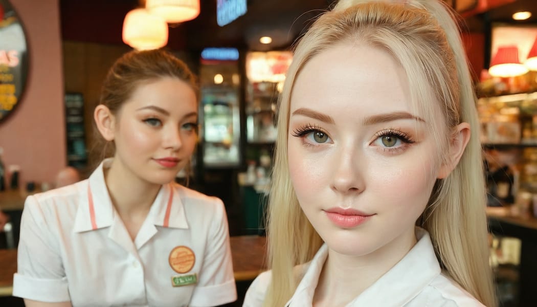 Tags: 21872187, SDXL
{"3": {"inputs": {"seed": 888749470807400, "steps": 64, "cfg": 5.19, "sampler_name": "dpmpp_2m", "scheduler": "karras", "denoise": 1.0, "model": ["27", 0], "positive": ["6", 0], "negative": ["7", 0], "latent_image": ["5", 0]}, "class_type": "KSampler"}, "4": {"inputs": {"ckpt_name": "juggernautxl.safetensors"}, "class_type": "CheckpointLoaderSimple"}, "5": {"inputs": {"width": 1344, "height": 768, "batch_size": 1}, "class_type": "EmptyLatentImage"}, "6": {"inputs": {"text": "27 year old girl, (irish:1.08), (sexy lips:1.03), (pale skin:1.13), (seductive facial expression:0.97), (eyelashes:1.07), (double eyelids:1.13), (blush:0.98), (slim:1.04), (cute:1.12), (seductive pose:1.11), (beautiful eyes:1.07), (perky ass:0.97), (exposed ass:1.08), (looking back:1.12), (sexy ass:1.12), (thigh gap:0.96), (a waitress in uniform:1.11) working at a restaurant, (natural looking skin:1.04), (textured skin:1.07), (soft lighting:1.09), (detailed skin:1.06), (candid cinema:1.03), (film:1.01), (skin fuzz:1.03), (portra:1.07), (RAW:1.09)", "clip": ["27", 1]}, "class_type": "CLIPTextEncode"}, "7": {"inputs": {"text": "(worst quality:1.10), (low resolution:1.12), (twisted:1.11), (watermark:1.14), (bad hands:1.08), (open mouth:1.13), (distorted:1.14)", "clip": ["27", 1]}, "class_type": "CLIPTextEncode"}, "8": {"inputs": {"samples": ["3", 0], "vae": ["4", 2]}, "class_type": "VAEDecode"}, "25": {"inputs": {"lora_name": "nudify_xl.safetensors", "strength_model": 0.2, "strength_clip": 0.1, "model": ["4", 0], "clip": ["4", 1]}, "class_type": "LoraLoader"}, "26": {"inputs": {"lora_name": "shirtlift_SDXL_v2.safetensors", "strength_model": 0.18, "strength_clip": 0.0, "model": ["25", 0], "clip": ["25", 1]}, "class_type": "LoraLoader"}, "27": {"inputs": {"lora_name": "PerfectEyesXL.safetensors", "strength_model": 0.13, "strength_clip": 0.07, "model": ["26", 0], "clip": ["26", 1]}, "class_type": "LoraLoader"}, "30": {"inputs": {"model_name": "4x_NMKD-Superscale-SP_178000_G.pth"}, "class_type": "UpscaleModelLoader"}, "31": {"inputs": {"upscale_model": ["30", 0], "image": ["8", 0]}, "class_type": "ImageUpscaleWithModel"}, "32": {"inputs": {"upscale_method": "lanczos", "scale_by": 0.5, "image": ["31", 0]}, "class_type": "ImageScaleBy"}, "33": {"inputs": {"pixels": ["32", 0], "vae": ["4", 2]}, "class_type": "VAEEncode"}, "34": {"inputs": {"seed": 888749470807400, "steps": 64, "cfg": 5.19, "sampler_name": "dpmpp_2m", "scheduler": "karras", "denoise": 0.3, "model": ["27", 0], "positive": ["6", 0], "negative": ["7", 0], "latent_image": ["33", 0]}, "class_type": "KSampler"}, "36": {"inputs": {"samples": ["34", 0], "vae": ["4", 2]}, "class_type": "VAEDecode"}, "39": {"inputs": {"filename_prefix": "comfyapi-1715011624775", "images": ["36", 0]}, "class_type": "SaveImage"}}