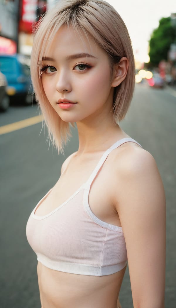 Tags: 21872187, SDXL
{"3": {"inputs": {"seed": 304963639893501, "steps": 64, "cfg": 6.89, "sampler_name": "dpmpp_2m", "scheduler": "karras", "denoise": 1.0, "model": ["27", 0], "positive": ["6", 0], "negative": ["7", 0], "latent_image": ["5", 0]}, "class_type": "KSampler"}, "4": {"inputs": {"ckpt_name": "juggernautxl.safetensors"}, "class_type": "CheckpointLoaderSimple"}, "5": {"inputs": {"width": 768, "height": 1344, "batch_size": 1}, "class_type": "EmptyLatentImage"}, "6": {"inputs": {"text": "19 year old girl, (seductive facial expression:1.03), (cute:0.98), (detailed face:1.06), (temptress:1.05), (slim:0.99), (blush:1.06), (beautiful eyes:1.10), (sexy lips:0.98), (eyelashes:1.11), (pale skin:0.99), (double eyelids:0.95), (idol:1.04), (seductive pose:1.02), (perky ass:0.98), (exposed ass:1.08), (looking back:1.07), (sexy ass:1.13), (thigh gap:1.13), (white tanktop:1.01), busy street, (skin fuzz:1.00), (portra:1.07), (film:1.09), (soft lighting:1.02), (textured skin:1.07), (candid cinema:1.02), (RAW:1.02), (detailed skin:1.07), (natural looking skin:1.06)", "clip": ["27", 1]}, "class_type": "CLIPTextEncode"}, "7": {"inputs": {"text": "(watermark:1.10), (bad hands:1.06), (twisted:1.11), (worst quality:1.11), (open mouth:1.11), (low resolution:1.13), (distorted:1.07)", "clip": ["27", 1]}, "class_type": "CLIPTextEncode"}, "8": {"inputs": {"samples": ["3", 0], "vae": ["4", 2]}, "class_type": "VAEDecode"}, "25": {"inputs": {"lora_name": "nudify_xl.safetensors", "strength_model": 0.17, "strength_clip": 0.0, "model": ["4", 0], "clip": ["4", 1]}, "class_type": "LoraLoader"}, "26": {"inputs": {"lora_name": "shirtlift_SDXL_v2.safetensors", "strength_model": 0.08, "strength_clip": 0.14, "model": ["25", 0], "clip": ["25", 1]}, "class_type": "LoraLoader"}, "27": {"inputs": {"lora_name": "PerfectEyesXL.safetensors", "strength_model": 0.11, "strength_clip": 0.02, "model": ["26", 0], "clip": ["26", 1]}, "class_type": "LoraLoader"}, "30": {"inputs": {"model_name": "4x_NMKD-Superscale-SP_178000_G.pth"}, "class_type": "UpscaleModelLoader"}, "31": {"inputs": {"upscale_model": ["30", 0], "image": ["8", 0]}, "class_type": "ImageUpscaleWithModel"}, "32": {"inputs": {"upscale_method": "lanczos", "scale_by": 0.5, "image": ["31", 0]}, "class_type": "ImageScaleBy"}, "33": {"inputs": {"pixels": ["32", 0], "vae": ["4", 2]}, "class_type": "VAEEncode"}, "34": {"inputs": {"seed": 304963639893501, "steps": 64, "cfg": 6.89, "sampler_name": "dpmpp_2m", "scheduler": "karras", "denoise": 0.3, "model": ["27", 0], "positive": ["6", 0], "negative": ["7", 0], "latent_image": ["33", 0]}, "class_type": "KSampler"}, "36": {"inputs": {"samples": ["34", 0], "vae": ["4", 2]}, "class_type": "VAEDecode"}, "39": {"inputs": {"filename_prefix": "comfyapi-1725250980992", "images": ["36", 0]}, "class_type": "SaveImage"}}