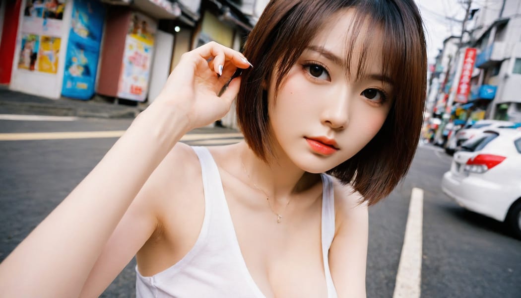 Tags: 21872187, SDXL
{"3": {"inputs": {"seed": 456798251158732, "steps": 64, "cfg": 7.67, "sampler_name": "dpmpp_2m", "scheduler": "karras", "denoise": 1.0, "model": ["27", 0], "positive": ["6", 0], "negative": ["7", 0], "latent_image": ["5", 0]}, "class_type": "KSampler"}, "4": {"inputs": {"ckpt_name": "helloworldxl.safetensors"}, "class_type": "CheckpointLoaderSimple"}, "5": {"inputs": {"width": 1344, "height": 768, "batch_size": 1}, "class_type": "EmptyLatentImage"}, "6": {"inputs": {"text": "21 year old girl, (japanese:1.08), (double eyelids:1.11), (eyelashes:1.01), (seductive pose:1.10), (seductive facial expression:1.10), (blush:1.04), (beautiful eyes:1.11), (pale skin:1.02), (idol:1.10), (slim:1.11), (sexy lips:1.03), (detailed face:1.05), (temptress:0.97), (cute:1.09), (in a seductive pose:1.09), (large perky breasts:1.06), (cleavage:1.01), (thigh gap:0.97), (white tanktop:1.03), busy street, (skin fuzz:1.00), (RAW:1.03), (soft lighting:1.05), (candid cinema:1.01), (natural looking skin:1.06), (portra:1.03), (textured skin:1.00), (film:1.04), (detailed skin:1.09)", "clip": ["27", 1]}, "class_type": "CLIPTextEncode"}, "7": {"inputs": {"text": "(worst quality:1.13), (twisted:1.14), (open mouth:1.05), (low resolution:1.13), (distorted:1.06), (watermark:1.05), (bad hands:1.11)", "clip": ["27", 1]}, "class_type": "CLIPTextEncode"}, "8": {"inputs": {"samples": ["3", 0], "vae": ["4", 2]}, "class_type": "VAEDecode"}, "25": {"inputs": {"lora_name": "nudify_xl.safetensors", "strength_model": 0.08, "strength_clip": 0.0, "model": ["4", 0], "clip": ["4", 1]}, "class_type": "LoraLoader"}, "26": {"inputs": {"lora_name": "shirtlift_SDXL_v2.safetensors", "strength_model": 0.05, "strength_clip": 0.1, "model": ["25", 0], "clip": ["25", 1]}, "class_type": "LoraLoader"}, "27": {"inputs": {"lora_name": "PerfectEyesXL.safetensors", "strength_model": 0.13, "strength_clip": 0.07, "model": ["26", 0], "clip": ["26", 1]}, "class_type": "LoraLoader"}, "30": {"inputs": {"model_name": "4x_NMKD-Superscale-SP_178000_G.pth"}, "class_type": "UpscaleModelLoader"}, "31": {"inputs": {"upscale_model": ["30", 0], "image": ["8", 0]}, "class_type": "ImageUpscaleWithModel"}, "32": {"inputs": {"upscale_method": "lanczos", "scale_by": 0.5, "image": ["31", 0]}, "class_type": "ImageScaleBy"}, "33": {"inputs": {"pixels": ["32", 0], "vae": ["4", 2]}, "class_type": "VAEEncode"}, "34": {"inputs": {"seed": 456798251158732, "steps": 64, "cfg": 7.67, "sampler_name": "dpmpp_2m", "scheduler": "karras", "denoise": 0.3, "model": ["27", 0], "positive": ["6", 0], "negative": ["7", 0], "latent_image": ["33", 0]}, "class_type": "KSampler"}, "36": {"inputs": {"samples": ["34", 0], "vae": ["4", 2]}, "class_type": "VAEDecode"}, "39": {"inputs": {"filename_prefix": "comfyapi-1735473557292", "images": ["36", 0]}, "class_type": "SaveImage"}}