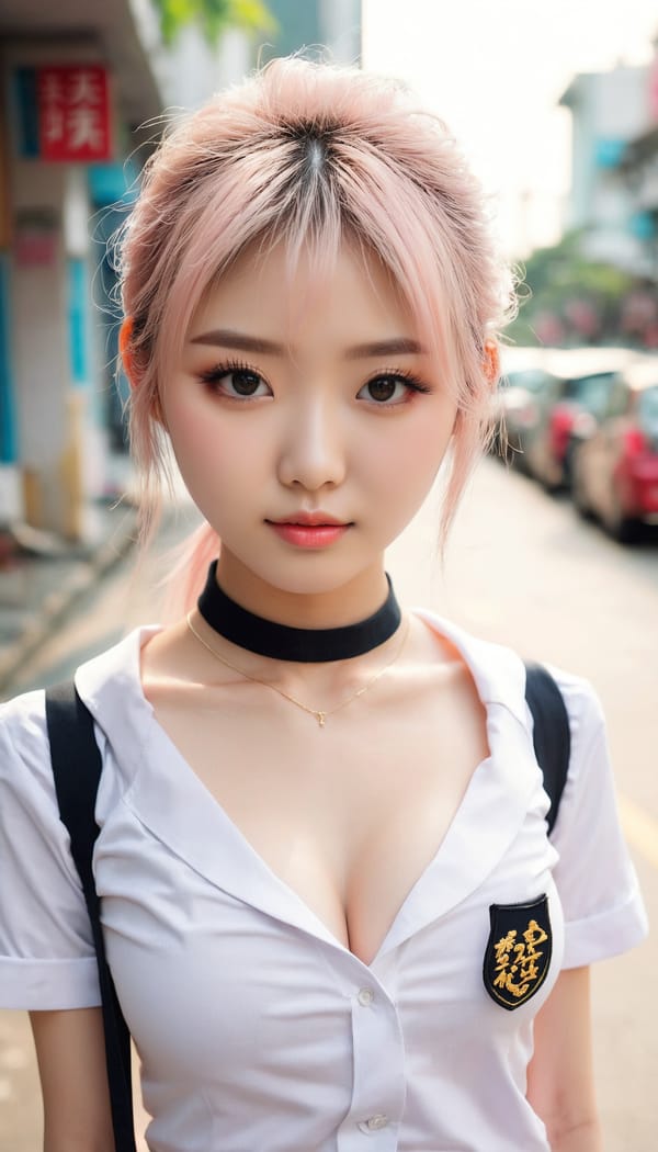 Tags: 21872187, SDXL
{"3": {"inputs": {"seed": 181441216359311, "steps": 32, "cfg": 6.97, "sampler_name": "dpmpp_2m", "scheduler": "karras", "denoise": 1.0, "model": ["27", 0], "positive": ["6", 0], "negative": ["7", 0], "latent_image": ["5", 0]}, "class_type": "KSampler"}, "4": {"inputs": {"ckpt_name": "juggernautxl.safetensors"}, "class_type": "CheckpointLoaderSimple"}, "5": {"inputs": {"width": 768, "height": 1344, "batch_size": 1}, "class_type": "EmptyLatentImage"}, "6": {"inputs": {"text": "21 year old girl, (chinese:1.09), (taiwanese:0.98), (beautiful eyes:1.09), (detailed face:1.14), (slim:1.06), (cute:0.95), (double eyelids:1.06), (temptress:1.05), (pale skin:1.06), (sexy lips:1.07), (eyelashes:1.14), (seductive pose:1.03), (seductive facial expression:1.06), (idol:1.07), (blush:1.12), (in a seductive pose:1.10), (large perky breasts:1.10), (cleavage:0.97), (thigh gap:1.00), (school uniform:1.13), choker, busy street, (RAW:1.00), (skin fuzz:1.08), (natural looking skin:1.00), (soft lighting:1.04), (detailed skin:1.04), (film:1.03), (portra:1.00), (candid cinema:1.02), (textured skin:1.00)", "clip": ["27", 1]}, "class_type": "CLIPTextEncode"}, "7": {"inputs": {"text": "(watermark:1.08), (bad hands:1.05), (low resolution:1.11), (distorted:1.05), (worst quality:1.08), (twisted:1.09), (open mouth:1.11)", "clip": ["27", 1]}, "class_type": "CLIPTextEncode"}, "8": {"inputs": {"samples": ["3", 0], "vae": ["4", 2]}, "class_type": "VAEDecode"}, "25": {"inputs": {"lora_name": "nudify_xl.safetensors", "strength_model": 0.12, "strength_clip": 0.01, "model": ["4", 0], "clip": ["4", 1]}, "class_type": "LoraLoader"}, "26": {"inputs": {"lora_name": "shirtlift_SDXL_v2.safetensors", "strength_model": 0.14, "strength_clip": 0.12, "model": ["25", 0], "clip": ["25", 1]}, "class_type": "LoraLoader"}, "27": {"inputs": {"lora_name": "PerfectEyesXL.safetensors", "strength_model": 0.05, "strength_clip": 0.04, "model": ["26", 0], "clip": ["26", 1]}, "class_type": "LoraLoader"}, "30": {"inputs": {"model_name": "4x_NMKD-Superscale-SP_178000_G.pth"}, "class_type": "UpscaleModelLoader"}, "31": {"inputs": {"upscale_model": ["30", 0], "image": ["8", 0]}, "class_type": "ImageUpscaleWithModel"}, "32": {"inputs": {"upscale_method": "lanczos", "scale_by": 0.5, "image": ["31", 0]}, "class_type": "ImageScaleBy"}, "33": {"inputs": {"pixels": ["32", 0], "vae": ["4", 2]}, "class_type": "VAEEncode"}, "34": {"inputs": {"seed": 181441216359311, "steps": 32, "cfg": 6.97, "sampler_name": "dpmpp_2m", "scheduler": "karras", "denoise": 0.3, "model": ["27", 0], "positive": ["6", 0], "negative": ["7", 0], "latent_image": ["33", 0]}, "class_type": "KSampler"}, "36": {"inputs": {"samples": ["34", 0], "vae": ["4", 2]}, "class_type": "VAEDecode"}, "39": {"inputs": {"filename_prefix": "comfyapi-1713338133877", "images": ["36", 0]}, "class_type": "SaveImage"}}