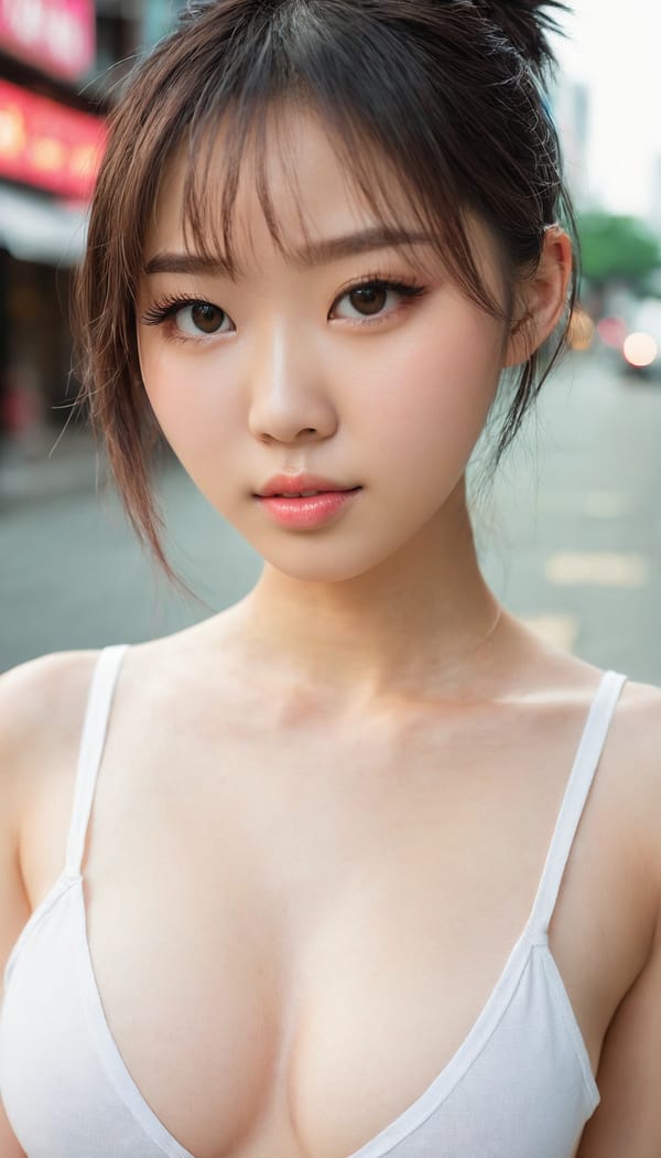 Tags: 21872187, SDXL
{"3": {"inputs": {"seed": 402300011886296, "steps": 32, "cfg": 5.97, "sampler_name": "dpmpp_2m", "scheduler": "karras", "denoise": 1.0, "model": ["27", 0], "positive": ["6", 0], "negative": ["7", 0], "latent_image": ["5", 0]}, "class_type": "KSampler"}, "4": {"inputs": {"ckpt_name": "juggernautxl.safetensors"}, "class_type": "CheckpointLoaderSimple"}, "5": {"inputs": {"width": 768, "height": 1344, "batch_size": 1}, "class_type": "EmptyLatentImage"}, "6": {"inputs": {"text": "18 year old girl, (chinese:0.99), (sexy lips:0.95), (cute:1.07), (detailed face:1.05), (beautiful eyes:1.03), (temptress:1.05), (blush:1.07), (eyelashes:1.07), (seductive facial expression:1.12), (slim:1.07), (idol:1.12), (double eyelids:0.98), (pale skin:1.13), (seductive pose:0.95), (in a seductive pose:1.14), (large perky breasts:0.96), (cleavage:1.08), (thigh gap:1.09), (white tanktop:1.02), busy street, (natural looking skin:1.00), (soft lighting:1.04), (portra:1.08), (detailed skin:1.04), (RAW:1.07), (candid cinema:1.06), (film:1.02), (skin fuzz:1.01), (textured skin:1.00)", "clip": ["27", 1]}, "class_type": "CLIPTextEncode"}, "7": {"inputs": {"text": "(twisted:1.05), (bad hands:1.08), (low resolution:1.08), (worst quality:1.11), (open mouth:1.10), (distorted:1.08), (watermark:1.05)", "clip": ["27", 1]}, "class_type": "CLIPTextEncode"}, "8": {"inputs": {"samples": ["3", 0], "vae": ["4", 2]}, "class_type": "VAEDecode"}, "25": {"inputs": {"lora_name": "nudify_xl.safetensors", "strength_model": 0.14, "strength_clip": 0.24, "model": ["4", 0], "clip": ["4", 1]}, "class_type": "LoraLoader"}, "26": {"inputs": {"lora_name": "shirtlift_SDXL_v2.safetensors", "strength_model": 0.05, "strength_clip": 0.06, "model": ["25", 0], "clip": ["25", 1]}, "class_type": "LoraLoader"}, "27": {"inputs": {"lora_name": "PerfectEyesXL.safetensors", "strength_model": 0.14, "strength_clip": 0.08, "model": ["26", 0], "clip": ["26", 1]}, "class_type": "LoraLoader"}, "30": {"inputs": {"model_name": "4x_NMKD-Superscale-SP_178000_G.pth"}, "class_type": "UpscaleModelLoader"}, "31": {"inputs": {"upscale_model": ["30", 0], "image": ["8", 0]}, "class_type": "ImageUpscaleWithModel"}, "32": {"inputs": {"upscale_method": "lanczos", "scale_by": 0.5, "image": ["31", 0]}, "class_type": "ImageScaleBy"}, "33": {"inputs": {"pixels": ["32", 0], "vae": ["4", 2]}, "class_type": "VAEEncode"}, "34": {"inputs": {"seed": 402300011886296, "steps": 32, "cfg": 5.97, "sampler_name": "dpmpp_2m", "scheduler": "karras", "denoise": 0.3, "model": ["27", 0], "positive": ["6", 0], "negative": ["7", 0], "latent_image": ["33", 0]}, "class_type": "KSampler"}, "36": {"inputs": {"samples": ["34", 0], "vae": ["4", 2]}, "class_type": "VAEDecode"}, "39": {"inputs": {"filename_prefix": "comfyapi-1724660854528", "images": ["36", 0]}, "class_type": "SaveImage"}}