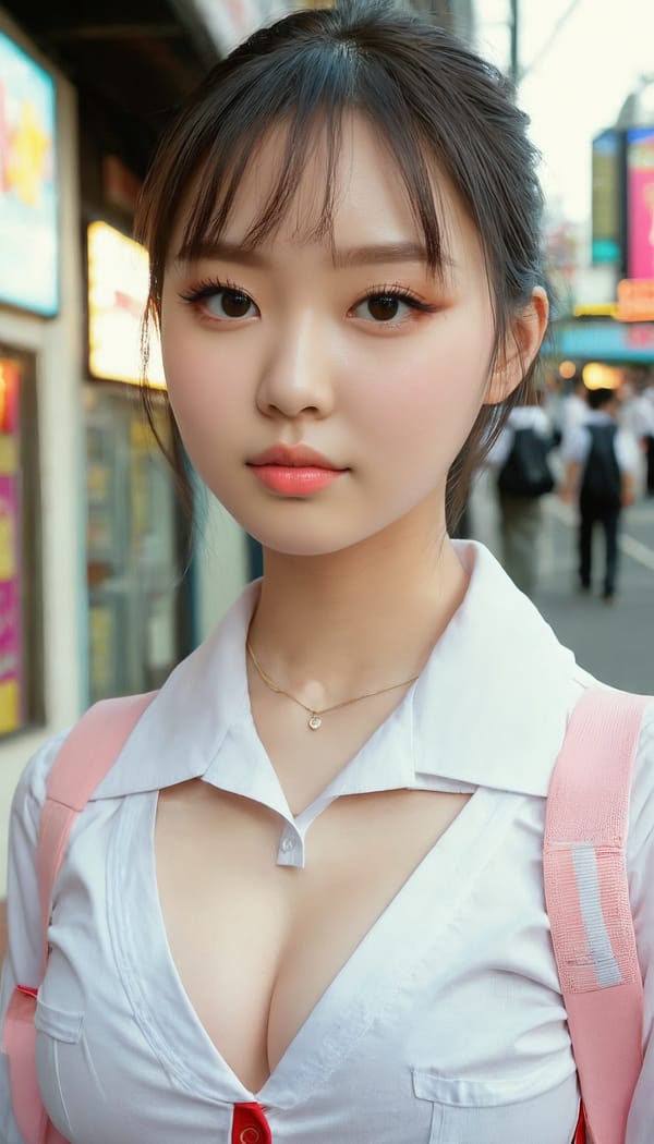 Tags: 21872187, SDXL
{"3": {"inputs": {"seed": 442795144170281, "steps": 64, "cfg": 7.16, "sampler_name": "dpmpp_2m", "scheduler": "karras", "denoise": 1.0, "model": ["27", 0], "positive": ["6", 0], "negative": ["7", 0], "latent_image": ["5", 0]}, "class_type": "KSampler"}, "4": {"inputs": {"ckpt_name": "juggernautxl.safetensors"}, "class_type": "CheckpointLoaderSimple"}, "5": {"inputs": {"width": 768, "height": 1344, "batch_size": 1}, "class_type": "EmptyLatentImage"}, "6": {"inputs": {"text": "23 year old girl, (temptress:1.00), (slim:0.96), (double eyelids:1.08), (idol:1.12), (seductive facial expression:1.13), (sexy lips:1.04), (pale skin:0.96), (eyelashes:1.06), (cute:1.00), (seductive pose:1.05), (blush:1.02), (beautiful eyes:1.02), (detailed face:1.09), (in a seductive pose:1.04), (large perky breasts:1.07), (cleavage:1.10), (thigh gap:1.01), (school uniform:1.00), choker, busy street, (candid cinema:1.03), (textured skin:1.01), (portra:1.04), (natural looking skin:1.05), (RAW:1.09), (detailed skin:1.09), (film:1.07), (skin fuzz:1.01), (soft lighting:1.00)", "clip": ["27", 1]}, "class_type": "CLIPTextEncode"}, "7": {"inputs": {"text": "(twisted:1.06), (open mouth:1.14), (watermark:1.08), (low resolution:1.11), (distorted:1.05), (bad hands:1.08)", "clip": ["27", 1]}, "class_type": "CLIPTextEncode"}, "8": {"inputs": {"samples": ["3", 0], "vae": ["4", 2]}, "class_type": "VAEDecode"}, "25": {"inputs": {"lora_name": "nudify_xl.safetensors", "strength_model": 0.35, "strength_clip": 0.3, "model": ["4", 0], "clip": ["4", 1]}, "class_type": "LoraLoader"}, "26": {"inputs": {"lora_name": "shirtlift_SDXL_v2.safetensors", "strength_model": 0.14, "strength_clip": 0.19, "model": ["25", 0], "clip": ["25", 1]}, "class_type": "LoraLoader"}, "27": {"inputs": {"lora_name": "PerfectEyesXL.safetensors", "strength_model": 0.18, "strength_clip": 0.07, "model": ["26", 0], "clip": ["26", 1]}, "class_type": "LoraLoader"}, "30": {"inputs": {"model_name": "4x_NMKD-Superscale-SP_178000_G.pth"}, "class_type": "UpscaleModelLoader"}, "31": {"inputs": {"upscale_model": ["30", 0], "image": ["8", 0]}, "class_type": "ImageUpscaleWithModel"}, "32": {"inputs": {"upscale_method": "lanczos", "scale_by": 0.5, "image": ["31", 0]}, "class_type": "ImageScaleBy"}, "33": {"inputs": {"pixels": ["32", 0], "vae": ["4", 2]}, "class_type": "VAEEncode"}, "34": {"inputs": {"seed": 442795144170281, "steps": 64, "cfg": 7.16, "sampler_name": "dpmpp_2m", "scheduler": "karras", "denoise": 0.3, "model": ["27", 0], "positive": ["6", 0], "negative": ["7", 0], "latent_image": ["33", 0]}, "class_type": "KSampler"}, "36": {"inputs": {"samples": ["34", 0], "vae": ["4", 2]}, "class_type": "VAEDecode"}, "39": {"inputs": {"filename_prefix": "comfyapi-1731758570797", "images": ["36", 0]}, "class_type": "SaveImage"}}