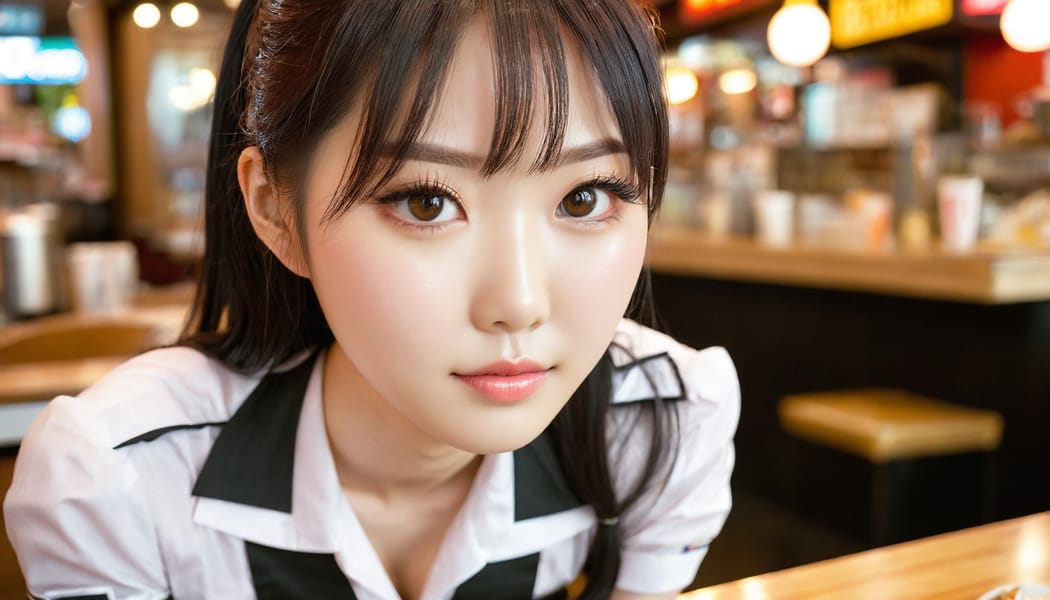 Tags: 21872187, SDXL
{"3": {"inputs": {"seed": 259852697194372, "steps": 64, "cfg": 7.98, "sampler_name": "dpmpp_2m", "scheduler": "karras", "denoise": 1.0, "model": ["27", 0], "positive": ["6", 0], "negative": ["7", 0], "latent_image": ["5", 0]}, "class_type": "KSampler"}, "4": {"inputs": {"ckpt_name": "juggernautxl.safetensors"}, "class_type": "CheckpointLoaderSimple"}, "5": {"inputs": {"width": 1344, "height": 768, "batch_size": 1}, "class_type": "EmptyLatentImage"}, "6": {"inputs": {"text": "27 year old girl, (japanese:1.02), (korean:1.11), (beautiful eyes:1.13), (idol:0.98), (seductive pose:1.02), (eyelashes:1.05), (slim:1.02), (sexy lips:1.11), (cute:1.09), (pale skin:1.12), (temptress:0.95), (detailed face:1.11), (double eyelids:1.00), (seductive facial expression:0.99), (blush:1.14), (in a seductive pose:1.14), (large perky breasts:0.95), (cleavage:1.05), (thigh gap:0.97), (a waitress in uniform:1.13) working at a restaurant, (RAW:1.06), (textured skin:1.07), (soft lighting:1.06), (candid cinema:1.01), (detailed skin:1.06), (portra:1.08), (natural looking skin:1.01), (film:1.01), (skin fuzz:1.00)", "clip": ["27", 1]}, "class_type": "CLIPTextEncode"}, "7": {"inputs": {"text": "(watermark:1.07), (distorted:1.08), (low resolution:1.11), (bad hands:1.12), (worst quality:1.09), (twisted:1.09), (open mouth:1.05)", "clip": ["27", 1]}, "class_type": "CLIPTextEncode"}, "8": {"inputs": {"samples": ["3", 0], "vae": ["4", 2]}, "class_type": "VAEDecode"}, "25": {"inputs": {"lora_name": "nudify_xl.safetensors", "strength_model": 0.33, "strength_clip": 0.07, "model": ["4", 0], "clip": ["4", 1]}, "class_type": "LoraLoader"}, "26": {"inputs": {"lora_name": "shirtlift_SDXL_v2.safetensors", "strength_model": 0.18, "strength_clip": 0.12, "model": ["25", 0], "clip": ["25", 1]}, "class_type": "LoraLoader"}, "27": {"inputs": {"lora_name": "PerfectEyesXL.safetensors", "strength_model": 0.08, "strength_clip": 0.14, "model": ["26", 0], "clip": ["26", 1]}, "class_type": "LoraLoader"}, "30": {"inputs": {"model_name": "4x_NMKD-Superscale-SP_178000_G.pth"}, "class_type": "UpscaleModelLoader"}, "31": {"inputs": {"upscale_model": ["30", 0], "image": ["8", 0]}, "class_type": "ImageUpscaleWithModel"}, "32": {"inputs": {"upscale_method": "lanczos", "scale_by": 0.5, "image": ["31", 0]}, "class_type": "ImageScaleBy"}, "33": {"inputs": {"pixels": ["32", 0], "vae": ["4", 2]}, "class_type": "VAEEncode"}, "34": {"inputs": {"seed": 259852697194372, "steps": 64, "cfg": 7.98, "sampler_name": "dpmpp_2m", "scheduler": "karras", "denoise": 0.3, "model": ["27", 0], "positive": ["6", 0], "negative": ["7", 0], "latent_image": ["33", 0]}, "class_type": "KSampler"}, "36": {"inputs": {"samples": ["34", 0], "vae": ["4", 2]}, "class_type": "VAEDecode"}, "39": {"inputs": {"filename_prefix": "comfyapi-1732514446748", "images": ["36", 0]}, "class_type": "SaveImage"}}