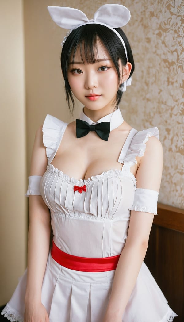 Tags: 21872187, SDXL
{"3": {"inputs": {"seed": 645756487506179, "steps": 32, "cfg": 7.33, "sampler_name": "dpmpp_2m", "scheduler": "karras", "denoise": 1.0, "model": ["27", 0], "positive": ["6", 0], "negative": ["7", 0], "latent_image": ["5", 0]}, "class_type": "KSampler"}, "4": {"inputs": {"ckpt_name": "juggernautxl.safetensors"}, "class_type": "CheckpointLoaderSimple"}, "5": {"inputs": {"width": 768, "height": 1344, "batch_size": 1}, "class_type": "EmptyLatentImage"}, "6": {"inputs": {"text": "18 year old girl, (japanese:1.00), (chinese:0.98), (pale skin:1.07), (double eyelids:1.04), (cute:0.96), (seductive pose:1.03), (seductive facial expression:1.10), (detailed face:1.00), (slim:1.14), (eyelashes:0.99), (beautiful eyes:1.09), (sexy lips:1.03), (blush:0.99), (idol:1.12), (on all fours:1.02), (spreading ass cheeks:1.12), (from behind:1.00), (backboob:1.10), in a (skimpy maid costume:1.05) working at a maid cafe, choker, bowtie, headband, pleated skirt, (detailed skin:1.02), (candid cinema:1.02), (film:1.07), (natural looking skin:1.05), (skin fuzz:1.01), (portra:1.00), (RAW:1.03), (textured skin:1.00), (soft lighting:1.08)", "clip": ["27", 1]}, "class_type": "CLIPTextEncode"}, "7": {"inputs": {"text": "(watermark:1.13), (distorted:1.13), (worst quality:1.07), (bad hands:1.14), (low resolution:1.05), (open mouth:1.06), (twisted:1.12)", "clip": ["27", 1]}, "class_type": "CLIPTextEncode"}, "8": {"inputs": {"samples": ["3", 0], "vae": ["4", 2]}, "class_type": "VAEDecode"}, "25": {"inputs": {"lora_name": "nudify_xl.safetensors", "strength_model": 0.04, "strength_clip": 0.06, "model": ["4", 0], "clip": ["4", 1]}, "class_type": "LoraLoader"}, "26": {"inputs": {"lora_name": "shirtlift_SDXL_v2.safetensors", "strength_model": 0.07, "strength_clip": 0.14, "model": ["25", 0], "clip": ["25", 1]}, "class_type": "LoraLoader"}, "27": {"inputs": {"lora_name": "PerfectEyesXL.safetensors", "strength_model": 0.02, "strength_clip": 0.15, "model": ["26", 0], "clip": ["26", 1]}, "class_type": "LoraLoader"}, "30": {"inputs": {"model_name": "4x_NMKD-Superscale-SP_178000_G.pth"}, "class_type": "UpscaleModelLoader"}, "31": {"inputs": {"upscale_model": ["30", 0], "image": ["8", 0]}, "class_type": "ImageUpscaleWithModel"}, "32": {"inputs": {"upscale_method": "lanczos", "scale_by": 0.5, "image": ["31", 0]}, "class_type": "ImageScaleBy"}, "33": {"inputs": {"pixels": ["32", 0], "vae": ["4", 2]}, "class_type": "VAEEncode"}, "34": {"inputs": {"seed": 645756487506179, "steps": 32, "cfg": 7.33, "sampler_name": "dpmpp_2m", "scheduler": "karras", "denoise": 0.3, "model": ["27", 0], "positive": ["6", 0], "negative": ["7", 0], "latent_image": ["33", 0]}, "class_type": "KSampler"}, "36": {"inputs": {"samples": ["34", 0], "vae": ["4", 2]}, "class_type": "VAEDecode"}, "39": {"inputs": {"filename_prefix": "comfyapi-1714968017786", "images": ["36", 0]}, "class_type": "SaveImage"}}